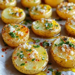 Gathering the right ingredients makes all the difference. Here’s what you need for Garlic Parmesan Roasted Potatoes: - 1.5 pounds baby potatoes (any color), halved - 4 cloves garlic, minced - 1/2 cup grated Parmesan cheese - 3 tablespoons olive oil - 1 teaspoon dried oregano - 1 teaspoon dried thyme - 1/2 teaspoon red pepper flakes (optional) - Salt and pepper to taste - Fresh parsley, chopped (for garnish) These ingredients blend together to create a dish that is both simple and tasty. The baby potatoes give a nice texture, while the garlic adds a bold flavor. The Parmesan melts beautifully and gives a rich, savory taste. If you want a bit of heat, the red pepper flakes work like magic! Using fresh parsley at the end not only adds color but also a fresh taste. You can easily find these items at your local store. For the full recipe, follow the detailed instructions on how to bring this dish to life! - Preheat the oven to 400°F (200°C). - Line a baking sheet with parchment paper. First, the oven needs to be hot. Preheating ensures the potatoes cook evenly. Lining the baking sheet helps with easy cleanup later. - Combine baby potatoes, minced garlic, and olive oil. - Add dried herbs, salt, and pepper. In a large bowl, mix the halved baby potatoes with minced garlic and olive oil. The oil helps the flavors stick. Then, add the dried oregano, thyme, salt, and pepper. Toss everything well so each potato gets coated with herbs. - Spread potatoes in a single layer. - Roast for 25-30 minutes, flipping halfway. Now, spread the potatoes out on the baking sheet in a single layer. This gives them space to get crispy. Roast them for 25 to 30 minutes. Flip them halfway through to get an even golden color. - Add grated Parmesan cheese. - Bake an additional 5-10 minutes. Once the potatoes are nicely roasted, pull them out of the oven. Sprinkle grated Parmesan cheese over the hot potatoes. Return them to the oven for 5 to 10 more minutes. This melts the cheese and gives it a lovely crispy texture. For the full recipe, check the earlier section! To make your Garlic Parmesan Roasted Potatoes crispy, choose small potatoes. Baby potatoes have thin skin that crisps well. Cut them in half to increase surface area. This helps them brown nicely. Coating the potatoes evenly is key. Toss them well in olive oil and spices before roasting. You want every potato to get that tasty flavor. Make sure they are not crowded on the baking sheet. This allows hot air to circulate and gives them a nice crunch. You can add more herbs and spices to enhance the flavor. Fresh rosemary or thyme works well with garlic. You could also try adding some smoked paprika for a smoky taste. For the best garlic flavor, use fresh garlic. Mince it just before you add it to the potatoes. This keeps the garlic's natural oils intact. If you like it spicy, feel free to increase the red pepper flakes. More heat can balance the rich Parmesan flavor. For the full recipe, check out the instructions above. {{image_2}} You can change the cheese used in this dish. If you want to try something else, use shredded mozzarella or a rich aged cheddar. Both will add a nice twist. Mixing different cheeses can create a great flavor. You might blend Parmesan with gouda or fontina for a creamy touch. This will keep your Garlic Parmesan Roasted Potatoes exciting each time you make them. Want a bit of heat? Add more red pepper flakes to the mix. This simple change can make your potatoes spicy and fun. You can also play with other spices. Paprika adds a sweet and smoky taste. A pinch of cayenne pepper can bring the heat up a notch too. Adjust these spices to fit your taste. You can make this roasted potato dish even better by adding veggies. Bell peppers or onions work great. They add color and flavor. To make it a mixed vegetable roast, toss in some carrots or zucchini. This makes for a healthy and tasty side dish. You can enjoy the blend of flavors from the potatoes and veggies together. For the complete recipe, check out the Full Recipe section above. To store your Garlic Parmesan Roasted Potatoes, place them in an airtight container. This helps keep them fresh longer. Make sure to let them cool first. If you put hot food in a container, it can create steam and moisture. This moisture can make your potatoes soggy. For best freshness, eat your leftovers within three days. If you plan to keep them longer, consider freezing them. They can stay in the freezer for up to a month. Just be sure to use a freezer-safe container. When it's time to reheat, the oven is your best friend. Preheat it to 375°F (190°C). Spread the potatoes on a baking sheet. Bake them for about 10-15 minutes. This helps keep them crispy. You can also use a skillet on medium heat. Add a little olive oil and cook for 5-7 minutes. Stir often to avoid burning. This method keeps the potatoes nice and crunchy. If you want, you can sprinkle some extra cheese on top while reheating. Enjoy your tasty Garlic Parmesan Roasted Potatoes! For the full recipe, check out the ingredients and steps above. Yes, you can use larger potatoes like Russets or Yukon Golds. Just cut them into smaller, even pieces. This helps them cook evenly. Try to keep the pieces about the same size for best results. Leftovers can last about 3 to 5 days in the fridge. Store them in an airtight container. Make sure they cool down before sealing. If they smell off or look funny, it's best to toss them. Absolutely! Use nutritional yeast in place of Parmesan. You can also try vegan cheese made from nuts or soy. These options will still give you great flavor and texture. These potatoes pair well with grilled chicken, steak, or fish. They also go nicely with a fresh salad. Consider serving them with a tangy dipping sauce for extra flavor. Yes, you can prep the potatoes ahead. Cut them and store in water to keep them fresh. You can also mix the spices and garlic in advance. Just toss everything together on cooking day for a quick meal. For the full recipe, check out the complete guide. This blog post shows you how to make Garlic Parmesan Roasted Potatoes. We covered all the key ingredients and steps. You learned how to prepare and roast potatoes for great flavor and texture. I shared useful tips, variations, and storage info. These potatoes make a tasty side dish. Experiment with spices or veggies for fun twists. You can enjoy this recipe anytime!