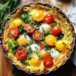 To make a tasty Spring Hash Brown Crust Quiche, you need a few key ingredients. Here’s what you’ll need: - 3 cups frozen hash browns, thawed - 1/2 cup grated Parmesan cheese - 2 tablespoons olive oil - 1 teaspoon garlic powder - Salt and pepper to taste - 6 large eggs - 1 cup whole milk - 1 cup fresh spinach, chopped - 1 cup cherry tomatoes, halved - 1/2 cup bell pepper, diced - 1/2 teaspoon dried thyme - 1/2 teaspoon smoked paprika