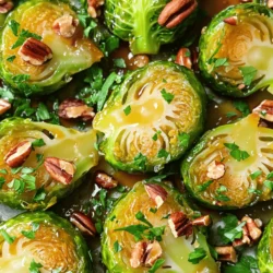 To make the perfect maple glazed Brussels sprouts, you’ll need these simple ingredients: - 1 pound Brussels sprouts, trimmed and halved - 3 tablespoons olive oil - ¼ cup pure maple syrup - 1 teaspoon balsamic vinegar - 1 teaspoon Dijon mustard - ½ teaspoon garlic powder - Salt and pepper to taste - ¼ cup pecans, roughly chopped (optional) - Fresh parsley, chopped for garnish These ingredients blend together to create a sweet and savory dish. The maple syrup gives a rich sweetness, while the balsamic vinegar adds a tangy note. The Dijon mustard brings a subtle kick that enhances the flavor of the Brussels sprouts. If you want to add some crunch, toss in the pecans. They add a nice texture to the dish. Fresh parsley at the end makes everything look beautiful and adds a fresh taste. You can find the full recipe above, which includes all the steps to create this tasty side dish. Enjoy cooking! - Preheat your oven to 400°F (200°C). - Prepare the baking sheet with parchment paper. This step is key. Preheating the oven helps the Brussels sprouts cook evenly. The parchment paper keeps them from sticking and makes cleanup easy. - Combine maple syrup, balsamic vinegar, Dijon mustard, garlic powder, salt, and pepper. Mix these ingredients in a bowl. The sweet maple syrup balances the tangy balsamic vinegar. The Dijon mustard adds a nice kick. Garlic powder gives it depth. Make sure to taste the glaze. Adjust the salt and pepper to your liking. - Toss Brussels sprouts with olive oil and maple glaze. - Roast for 20-25 minutes, tossing halfway through. First, toss the halved Brussels sprouts in olive oil. This helps them brown nicely. Then, add the maple glaze and mix well. Spread them out on the baking sheet. Roast until they are tender and caramelized. Halfway through, give them a gentle toss. This ensures even cooking. By following these steps, you will create a dish that bursts with flavor. For the full recipe, check the earlier section. Enjoy your delicious maple glazed Brussels sprouts! To achieve perfect caramelization, you want high heat and even spacing. Roast the Brussels sprouts at 400°F for 20 to 25 minutes. Toss them halfway to ensure all sides get that golden brown. For a great balance of sweetness, adjust the maple syrup. If it feels too sweet, add a splash more balsamic vinegar. This adds depth and a bit of tang, making each bite exciting. Maple glazed Brussels sprouts pair well with many dishes. They complement roasted chicken or fish nicely. You can serve them as a side dish for holiday meals. For festive presentations, arrange them on a large platter. Sprinkle fresh parsley on top for color. This simple touch makes them look gourmet. You can make these Brussels sprouts even better with some added ingredients. Chopped pecans add crunch and flavor. You can also try adding spices like smoked paprika for a kick. If you want more sweetness, toss in some dried cranberries. These enhancements make this dish even more special. For the full recipe, check the earlier section. {{image_2}} If you run out of maple syrup, honey or agave can work too. For a tangy kick, try using apple cider vinegar instead of balsamic vinegar. You can also swap out the pecans for walnuts or almonds. Each nut brings a different crunch and taste to the dish. For a quick meal, try the stovetop sautéing method. Heat olive oil in a pan, add the Brussels sprouts, and cook until tender. Stir often for even cooking. If you want a smoky flavor, grill the Brussels sprouts. Simply toss them in olive oil and grill until charred and tender. This recipe is vegan-friendly if you use maple syrup and skip the honey. To make it gluten-free, ensure your mustard is gluten-free. These small changes keep the dish tasty for everyone while meeting dietary needs. You can still enjoy this dish without compromising on flavor. To keep your maple glazed Brussels sprouts fresh, store them in an airtight container. Make sure they are cool before sealing. This helps prevent moisture build-up. They last in the fridge for about 3 to 5 days. If you notice any signs of spoilage, it's best to toss them. When it's time to enjoy leftovers, you can reheat them in the oven or microwave. For the oven, set it to 350°F (175°C). Place the Brussels sprouts on a baking sheet and heat for about 10 to 15 minutes. This method keeps them crispy. If you're in a hurry, the microwave works too. Heat them in a safe bowl for about 1 to 2 minutes, stirring halfway through. You can freeze maple glazed Brussels sprouts, but it's best to do it before cooking. To freeze, place the raw, unglazed sprouts in a single layer on a baking sheet. Freeze until firm, then transfer them to a freezer bag. They will stay fresh for up to 3 months. When you're ready to cook, just thaw them in the fridge overnight and roast as directed in the Full Recipe. How long do Brussels sprouts take to cook? Brussels sprouts take about 20 to 25 minutes to roast. You want them tender and caramelized. Can I use frozen Brussels sprouts for this recipe? Yes, you can use frozen Brussels sprouts. Just make sure to thaw them first. This helps them cook evenly. What can I serve with maple glazed Brussels sprouts? These Brussels sprouts pair well with roasted chicken, pork, or fish. They also work great with quinoa or rice dishes. How do I know when Brussels sprouts are done roasting? You know they are done when they are fork-tender and have a nice brown color. You can also check if they are crispy on the edges. Can I make the glaze ahead of time? Yes, you can make the glaze ahead of time. Just store it in the fridge until you're ready to use it. For the full recipe, check out the complete instructions. In this post, we explored a tasty recipe for maple glazed Brussels sprouts. We covered ingredients, step-by-step cooking, and tips to enhance the dish. You learned about serving ideas and how to adjust the recipe to fit different diets. These sprouts make a great side dish for any meal. Enjoy trying new variations and make it your own! Now, get cooking and savor each delicious bite.