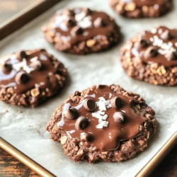 To make no-bake chocolate oatmeal cookies, you need simple, easy-to-find ingredients. Here’s what you will need: - 1 cup rolled oats - 1/2 cup natural peanut butter - 1/2 cup honey or maple syrup - 1/4 cup unsweetened cocoa powder - 1 teaspoon vanilla extract - 1/2 teaspoon salt - 1/2 cup shredded coconut (optional) - 1/2 cup mini chocolate chips Each ingredient plays a key role in the flavor and texture of the cookies. Rolled oats give the cookies a chewy base. Natural peanut butter adds creaminess and protein. Honey or maple syrup gives them sweetness and binds everything together. Cocoa powder brings rich chocolate flavor. Vanilla extract adds warmth, while salt balances the sweetness. You can choose to add shredded coconut for extra texture and flavor. Lastly, mini chocolate chips enhance the chocolate experience in every bite. These ingredients make a delicious treat that you can whip up quickly. You can find the full recipe at the start of this article. To start, grab a medium saucepan. Add the natural peanut butter, honey (or maple syrup), unsweetened cocoa powder, and salt. Place the saucepan over low heat. Stir the mixture often. Keep stirring until it blends well and becomes smooth. This should take about 2 to 3 minutes. Next, remove the saucepan from the heat. Now, add the vanilla extract and rolled oats. Mix everything together until you see no dry oats. If you want more flavor, fold in shredded coconut and mini chocolate chips. Make sure they spread evenly in the dough. Now, take a baking sheet and line it with parchment paper. Use a tablespoon or a cookie scoop to drop the mixture onto the sheet. Shape them into cookies as you go. Once all the dough is used, place the cookies in the fridge. Let them chill for at least 30 minutes to set. After chilling, enjoy your no-bake chocolate oatmeal cookies! For a full recipe, check the earlier section. To get the perfect cookie, the mixture must not be too runny or thick. If it is too runny, your cookies will spread too much. If it is too thick, they will not hold their shape. Start by mixing the peanut butter, honey, cocoa powder, and salt well. Heat it just enough to blend smoothly. After adding the oats, check the texture. It should be sticky but formable. If it feels dry, add a touch more honey. You can change the flavor and texture of your cookies easily. Try different nut butters like almond or cashew for a unique taste. For sweeteners, maple syrup or agave can work well too. Want more crunch? Add chopped nuts or seeds. You can also mix in dried fruits or spices for added flavor. This way, every batch can be different and fun! These cookies are best enjoyed chilled after setting. Serve them on a nice plate for a special touch. Pair them with a glass of milk or your favorite plant-based drink. They also make a great snack for kids or a sweet treat for parties. You can even pack them for lunch! For the full recipe, check out the detailed steps I provided earlier. {{image_2}} You can change the flavor of your no-bake cookies by switching up the nut butter. Almond butter adds a rich, nutty taste. Sunflower seed butter gives a sweet and mild flavor. Both options work great in this recipe. Just substitute equal amounts for the peanut butter. You can also try cashew butter for a creamy twist. If you want a healthier cookie, consider using agave syrup. It has a lower glycemic index than honey. You can also use maple syrup for a different flavor. These sweeteners keep the cookies moist while adding a hint of sweetness. You can even try dates or mashed bananas for a more natural sweet treat. Spice up your cookies for the holidays. Add cinnamon or nutmeg for a warm flavor. For a festive touch, use peppermint extract instead of vanilla during the winter months. You could also mix in dried fruit, like cranberries, for a burst of color and taste. These variations make your cookies fun and perfect for any season. To keep your no-bake chocolate oatmeal cookies fresh, store them in an airtight container. This helps prevent them from drying out or absorbing other smells from the fridge. You can use a glass or plastic container with a tight lid. If you want to keep them even longer, you can freeze the cookies. Just wrap them in plastic wrap before placing them in a freezer-safe bag. These cookies stay fresh for about one week in the fridge. If you freeze them, they can last for up to three months. Make sure to label your container with the date you made them. This way, you can enjoy knowing when they were made. After refrigeration, you can serve these cookies cold or at room temperature. They taste great right from the fridge. If you want them a bit softer, let them sit out for a few minutes before eating. You can also warm them slightly in the microwave for about 10 seconds. This will make the chocolate chips melt a little, giving a nice gooey texture. No-bake chocolate oatmeal cookies can last up to one week in the fridge. The cool temperature helps keep them fresh. If you freeze them, they can last up to three months. Just make sure to store them in an airtight container. This way, they won't get freezer burn. Yes, you can substitute peanut butter with almond butter or sunflower seed butter. Both options work well in this recipe. Just keep in mind that the flavor will change a bit. If you have nut allergies, sunflower seed butter is a great choice. It has a nice taste and texture too. You can use dark chocolate, milk chocolate, or even white chocolate chips. Each type will give a different flavor. You can also melt chocolate and drizzle it on top for a fun twist. Feel free to mix and match as you like! To make these cookies vegan, use maple syrup instead of honey. Also, choose dairy-free chocolate chips. Both changes will keep your cookies tasty and plant-based. Just follow the same steps, and you will have a delicious vegan treat. For the Full Recipe, check out the ingredients and instructions listed above! Making no-bake chocolate oatmeal cookies is simple and fun. You learned about the key ingredients and how to mix them perfectly. I shared tips to customize your cookies to match your taste. You can also try different flavors or healthy swaps. Storing them right helps keep them fresh longer. Now it's your turn to try this easy recipe. Enjoy the sweet and hearty treats!