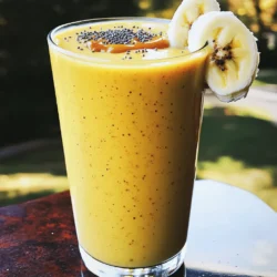 - 2 ripe bananas - 2 tablespoons peanut butter - 1 cup almond milk - 1 tablespoon honey or maple syrup (optional) - 1/2 cup Greek yogurt - 1/4 teaspoon vanilla extract - 1 tablespoon chia seeds (optional) - Ice cubes (optional) To make the perfect Peanut Butter Banana Smoothie, you need just a few simple items. Start with ripe bananas. They should be sweet and soft. Next, grab some peanut butter. You can choose smooth or crunchy based on your taste. Almond milk adds a nice creaminess. If you want a touch of sweetness, use honey or maple syrup. Greek yogurt is key for a thick and tasty texture. A splash of vanilla extract makes it more fragrant. Chia seeds are optional, but they add healthy fiber. Finally, ice cubes are great for a refreshing chill. Overview of health benefits of bananas Bananas are rich in potassium. This helps keep your heart healthy. They also provide quick energy, making them great for breakfast or a snack. Bananas can improve digestion too. They contain fiber, which helps your tummy feel good. Benefits of peanut butter Peanut butter is a source of protein. It helps keep you full longer. It also has heart-healthy fats. These fats are good for your body. Plus, it adds a yummy flavor to your smoothie! Greek yogurt nutritional profile Greek yogurt is packed with protein and calcium. This helps build strong bones and muscles. It also contains probiotics, which are good for your gut. Adding yogurt makes the smoothie creamy and satisfying. The Peanut Butter Banana Smoothie is not only tasty but also full of nutrition. Each ingredient plays a role in making this drink healthy and delicious. For the complete recipe, check out the Full Recipe above. 1. Start by peeling and chopping the ripe bananas into chunks. This makes blending easier. 2. Next, add all your ingredients into the blender. This includes the peanut butter, almond milk, Greek yogurt, and vanilla extract. 3. If you want your smoothie sweeter, adjust the taste with honey or maple syrup. Blend again if you add any extra. - Use high speed on your blender for a smooth texture. This helps mix everything well. - To avoid lumps, ensure you blend long enough. Pause and stir if needed. This helps reach that creamy finish. - When pouring your smoothie, use tall glasses for a nice look. - Garnish with a sprinkle of chia seeds or a drizzle of peanut butter on top. - For an extra touch, place a banana slice on the rim of the glass. It makes your drink look special! By following these steps, you’ll create a Peanut Butter Banana Smoothie that is not only healthy but also delicious. For the full recipe, check out the full recipe section. To make your Peanut Butter Banana Smoothie extra creamy, use frozen bananas. Frozen bananas add a thick and smooth texture. They also chill the smoothie without needing ice. If you don’t have frozen bananas, try adding half a ripe avocado. It blends well and gives a creamy feel. You can change the sweetness of your smoothie to match your taste. Start with ripe bananas, as they are sweeter. If you want more sweetness, add honey or maple syrup. Use just a little at first. You can always add more if needed. For a natural option, consider agave syrup or dates. These give a nice sweetness without extra refined sugar. One common mistake is over-blending your smoothie. This can make it too thin. Blend just until smooth. On the flip side, under-blending can leave chunks. For best taste, avoid substituting peanut butter with other nut butters. They may change the flavor. Stick with high-quality peanut butter for the best result. {{image_2}} You can easily change the taste of your peanut butter banana smoothie. One fun option is the chocolate peanut butter banana smoothie. Just add 2 tablespoons of cocoa powder to your blend. This mix gives a rich, chocolatey flavor that pairs well with bananas. Another great twist is the green smoothie. Add a handful of spinach to the mix. Spinach adds nutrients without changing the taste much. You get the health benefits while keeping it delicious. For those who prefer non-dairy options, you can swap almond milk for oat milk or soy milk. Both of these options work great. If you want a vegan smoothie, replace Greek yogurt with coconut yogurt or silken tofu. These choices still keep the smoothie creamy and rich. They also add extra flavor and nutrients. To make your smoothie even healthier, consider adding protein powder. This helps keep you full longer. You can use whey, pea, or hemp protein based on your diet. Adding fruits like berries or mango can also enhance the taste. Berries add antioxidants, while mango gives a tropical flair. These add-ins not only boost nutrition but also create new flavor experiences. For the full recipe, check out Peanut Butter Banana Bliss Smoothie. To keep your peanut butter banana smoothie fresh, store it in an airtight container. This helps avoid spoilage and keeps the flavors intact. Place it in the fridge if you plan to drink it within a day. For longer storage, you can freeze your smoothie. Pour it into a freezer-safe container, leaving some space at the top. This extra space allows it to expand as it freezes. A fresh peanut butter banana smoothie lasts about 24 hours in the fridge. After that, it can start to lose flavor and texture. If you freeze it, the smoothie can last up to three months. Always check for signs of spoilage. If it smells sour or looks off, it’s best to toss it. When you’re ready to enjoy a frozen smoothie, let it thaw for about 10 to 15 minutes at room temperature. This makes it easier to blend again. For the best texture, put it back in the blender with a splash of almond milk. Blend until smooth. If you prefer a thicker drink, add ice cubes while blending. Enjoy the creamy goodness! If you need a substitute for Greek yogurt, here are some great options: - Regular yogurt: This works well and is easy to find. - Cottage cheese: Blend it well to make it smooth. - Silken tofu: A great vegan choice that adds creaminess. - Sour cream: Use in small amounts for tangy flavor. These options will keep your smoothie creamy and tasty. Yes, you can make this smoothie without bananas! Here are some tasty replacements: - Avocado: It adds creaminess and healthy fats. - Mango: Gives a fruity sweetness and smooth texture. - Pumpkin puree: Offers a unique taste and nutrition. - Frozen cauliflower: A surprising option that blends well. These substitutes will change the flavor but keep it delicious. This recipe makes two servings of smoothie. Each serving is about 8 ounces. If you want to make more, simply double the ingredients. You can also adjust for larger batches by using the same ratios. Just blend in batches if your blender is small. Yes, this smoothie can work well as a meal replacement! It has a good mix of protein, fats, and carbs. The peanut butter provides protein and healthy fats. The bananas add carbs and fiber. Greek yogurt boosts the protein and makes it creamy. Together, they create a balanced meal. Just make sure to drink it when you need energy. This blog post guides you through making a delicious banana smoothie. You learned about key ingredients, their health benefits, and step-by-step preparation. We talked about tips for creaminess and sweetness, as well as delightful variations. Storage tips help keep your smoothie fresh, while FAQs address common questions. Remember, smoothies can be easy, fun, and healthy. Experiment with flavors and ingredients to find your perfect mix. Enjoy every sip!