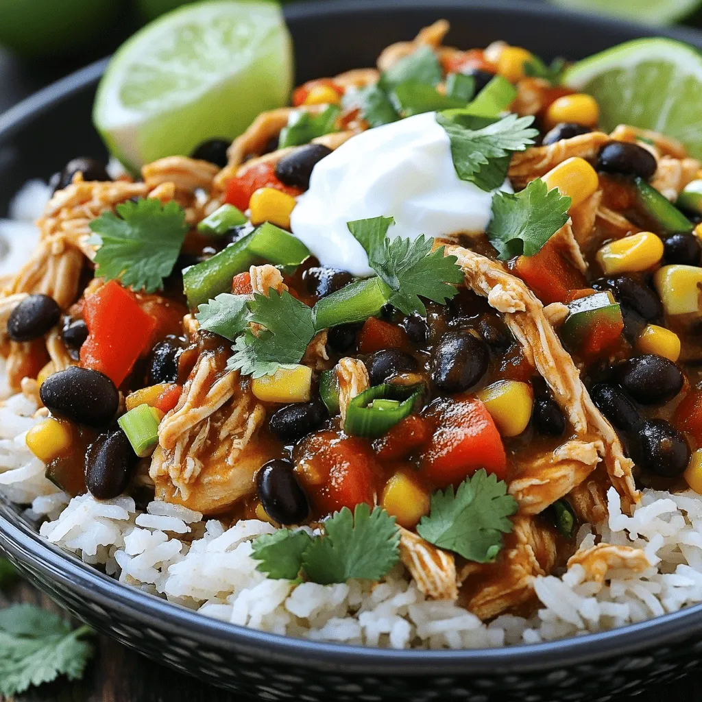 - 2 lbs boneless, skinless chicken breasts - 1 can (15 oz) black beans, rinsed and drained - 1 can (15 oz) corn, drained - 1 can (10 oz) diced tomatoes with green chilies - 1 packet taco seasoning