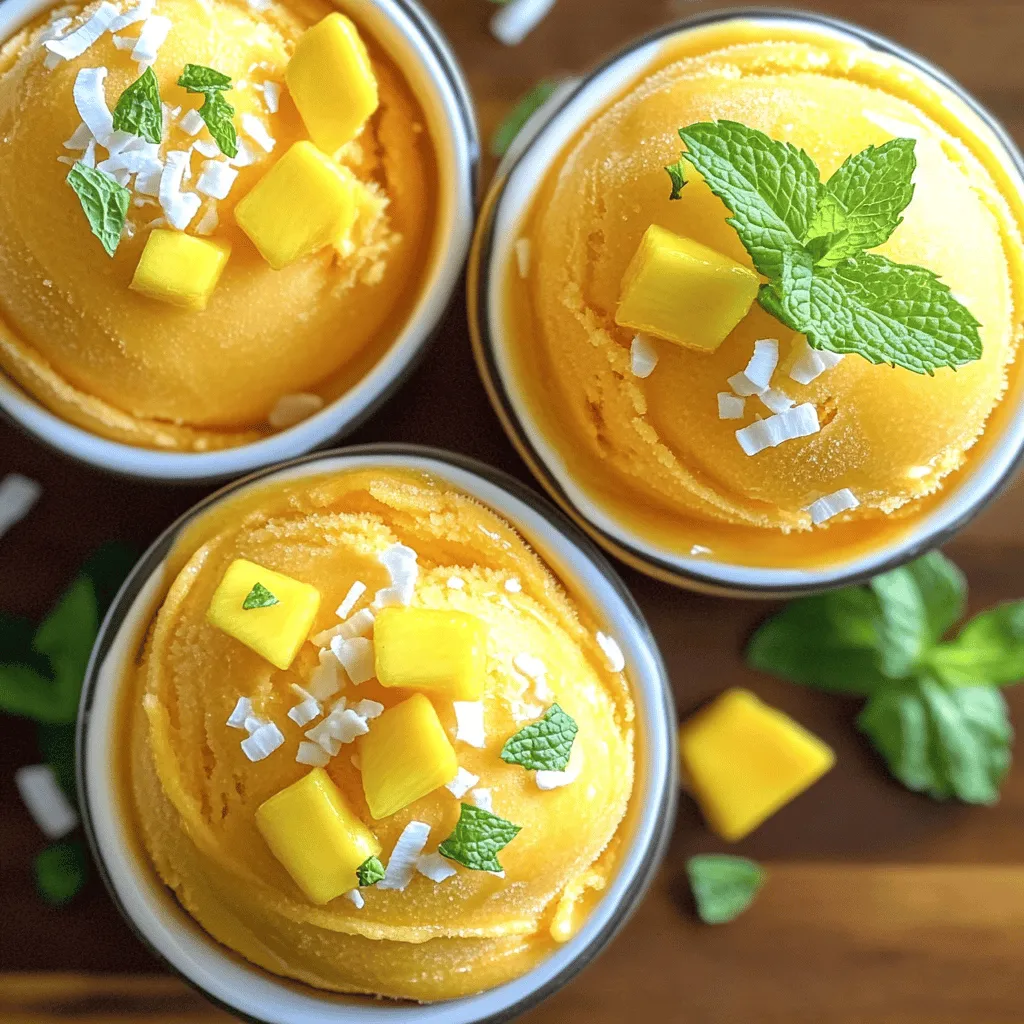 - 4 ripe mangoes - Coconut water - Honey or agave syrup - Fresh lime juice - Sea salt