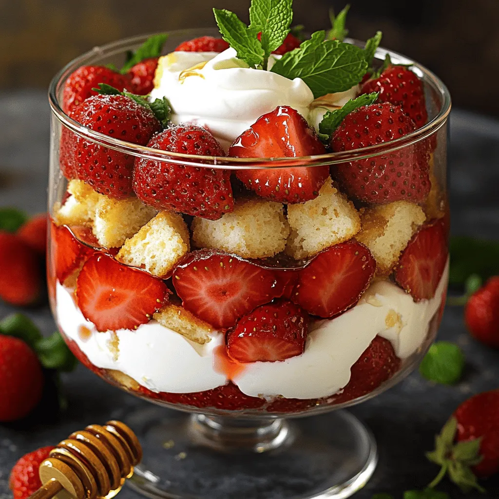 - 2 cups fresh strawberries, hulled and sliced - 1 package (12 oz) angel food cake, cut into bite-sized pieces