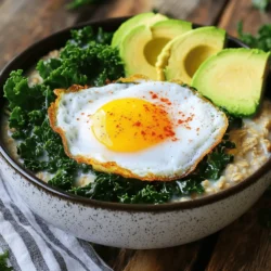 To make savory oatmeal with fried egg, you'll need a few simple ingredients. Here’s the list: - 1 cup rolled oats - 2 cups vegetable broth - 1 tablespoon olive oil - 1 clove garlic, minced - 1 small onion, finely chopped - 1 cup spinach or kale, chopped - 1 large egg - 1 teaspoon soy sauce (or tamari for gluten-free) - 1 tablespoon nutritional yeast (optional) - Salt and pepper to taste - Sliced avocado and red pepper flakes for topping These ingredients come together to create a hearty meal. The rolled oats form the base, while the vegetable broth adds depth. Olive oil brings richness, and garlic and onion provide flavor. Spinach or kale gives a healthy touch. The fried egg on top adds protein and a creamy texture. Don't forget the nutritional yeast for a cheesy note, if you like. You can finish with avocado and red pepper flakes for extra flavor. For the full recipe, check out the detailed instructions to bring this dish to life! 1. In a saucepan, bring 2 cups of vegetable broth to a boil. 2. Stir in 1 cup of rolled oats. 3. Reduce the heat to low and cook for about 5 minutes. 4. Stir occasionally until the oats are creamy and tender. 1. While the oats cook, heat 1 tablespoon of olive oil in a skillet over medium heat. 2. Add 1 small, finely chopped onion and 1 clove of minced garlic. 3. Sauté for 3 to 4 minutes, until the onion is translucent. 4. Add 1 cup of chopped spinach or kale and cook for another 2 to 3 minutes. 5. Season with salt and pepper to taste. 1. In a separate small pan, fry 1 large egg to your liking. 2. For a runny yolk, cook over easy or sunny-side up. 3. A tip for perfect frying: use medium heat and a non-stick pan. 4. This helps prevent sticking and gives a nice, even cook. For creamy oatmeal, cook the oats just right. Start with the right amount of broth. Use two cups for one cup of oats. If you want it creamier, let it simmer a bit longer. Stir the oats often. This helps them absorb the broth better. To boost the flavor, try different sauces. Instead of soy sauce, use tamari or even miso. You can also add a splash of hot sauce for heat. Toppings matter too! Sliced avocado adds creaminess. Red pepper flakes give it a nice kick. You can try nuts or seeds for crunch. Use a heavy-bottomed pot for even cooking. This prevents the oats from sticking. A non-stick skillet works best for frying eggs. A spatula helps in flipping the eggs easily. Make sure you have a good knife for chopping. A cutting board is also a must. For the full step-by-step recipe, check out the Full Recipe provided earlier. {{image_2}} You can make savory oatmeal even heartier by adding protein. Here are some tasty options: - Adding bacon or sausage: Crispy bacon or savory sausage brings a rich flavor. Just cook them in the skillet before the egg, then mix them into the oats. - Vegan protein options: Try adding chickpeas or lentils for a plant-based boost. Tofu, crumbled and sautéed, works great too. You can change up the flavor of your savory oatmeal easily. Here are some ideas: - Different spices to try: Add a pinch of smoked paprika for warmth. Cumin or chili powder can also spice things up. Fresh herbs like cilantro or parsley brighten the dish. - Ingredient swaps for dietary needs: Swap vegetable broth for chicken broth if you like. Use gluten-free oats for gluten sensitivity. You can also replace soy sauce with coconut aminos for a soy-free option. Savory oatmeal is great for any meal of the day. Here’s how to enjoy it: - Breakfast vs. lunch options: Serve it in the morning for a filling start. For lunch, add more veggies and a protein boost for a complete meal. - Pairing with sides or beverages: A fresh fruit salad or a smoothie can complement the dish. A cup of herbal tea or coffee works well too. For a full recipe, check out the details above. To store leftovers, let the savory oatmeal cool down. Then, place it in an airtight container. This will keep it fresh. You can keep it in the fridge for up to three days. The flavors will meld together, making it even tastier. You can reheat savory oatmeal in the microwave or on the stovetop. For the microwave, place it in a bowl and cover it. Heat it for about one to two minutes. Stir halfway through to heat evenly. On the stovetop, add a splash of vegetable broth to a saucepan. Warm it over low heat, stirring often. This keeps the texture creamy and prevents it from drying out. Yes, you can freeze this recipe! To do this, let the oatmeal cool fully. Then, portion it into freezer-safe containers. It can stay frozen for up to three months. When you’re ready to eat, thaw it overnight in the fridge. Reheat it as described above. This way, you can enjoy a quick, healthy meal. Yes, savory oatmeal is very healthy. It is packed with nutrients. The rolled oats provide fiber, which helps digestion. They also give you energy. Spinach or kale adds vitamins A, C, and K. Garlic and onion boost your immune system, too. This meal has fewer sugars than sweet oatmeal. Sweet oatmeal often uses syrups or sugar. Savory oatmeal uses natural flavors and healthy fats, like olive oil. It’s filling and keeps you satisfied longer. Yes, you can make this recipe gluten-free. Use gluten-free rolled oats instead of regular oats. You can also swap soy sauce for tamari sauce. Tamari is a gluten-free option. Always check labels when buying ingredients. Some vegetable broths may have gluten. Make sure yours is safe to use. You can add many toppings to savory oatmeal. Sliced avocado gives creaminess. Red pepper flakes add heat. You can also use fresh herbs, like cilantro or parsley. A sprinkle of cheese can add flavor, too. For seasonal variations, try sautéed mushrooms in the fall or fresh tomatoes in summer. Experiment with your favorites to make it your own! This blog post explored a tasty savory oatmeal recipe. We discussed ingredients like oats, broth, and veggies. I also shared steps on how to cook them perfectly. Tips for enhancing flavor and storage options were covered too. Finally, we looked at various ways to customize the dish to fit your taste. Savory oatmeal is a healthy, versatile meal. I hope you enjoy trying this recipe. Cook with joy and explore your flavors!