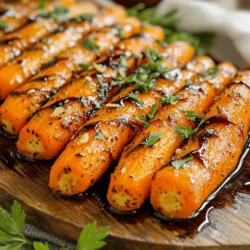 To make honey garlic roasted carrots, gather these simple items: - 1 lb baby carrots, whole - 3 tablespoons honey - 2 tablespoons olive oil - 3 cloves garlic, minced - 1 teaspoon fresh thyme leaves (or ½ teaspoon dried thyme) - Salt and pepper to taste - 1 tablespoon balsamic vinegar - Fresh parsley, chopped for garnish These ingredients blend to create a sweet and savory flavor. The honey adds a nice glaze, while the garlic brings depth to the dish. Fresh thyme gives a hint of earthiness, making every bite special. You can swap some ingredients if needed. Here are a few easy ideas: - Use maple syrup instead of honey for a vegan option. - Swap olive oil with avocado oil for a different taste. - If you don't have fresh thyme, dried thyme works well too. - Add a splash of lemon juice instead of balsamic vinegar for a fresh twist. These changes can still give you a great flavor. Feel free to get creative! Using fresh carrots is best for this recipe. They taste better and have a nice crunch. Fresh carrots also caramelize nicely when roasted. However, frozen carrots can work in a pinch. If you use frozen carrots, thaw them first. Pat them dry to remove excess moisture. This helps them roast well and not steam. Remember, fresh carrots will give you the best results in flavor and texture. For the full recipe, check out the details above. First, gather your ingredients. You need: - 1 lb baby carrots, whole - 3 tablespoons honey - 2 tablespoons olive oil - 3 cloves garlic, minced - 1 teaspoon fresh thyme leaves (or ½ teaspoon dried thyme) - Salt and pepper to taste - 1 tablespoon balsamic vinegar - Fresh parsley, chopped for garnish Next, preheat your oven to 400°F (200°C). This step is key for even cooking. In a mixing bowl, combine honey, olive oil, minced garlic, thyme, balsamic vinegar, salt, and pepper. Whisk until everything blends well. Now, add the baby carrots to this mix. Toss the carrots until they are fully coated in the honey garlic mixture. This will give them great flavor! Spread the coated carrots in a single layer on a baking sheet lined with parchment paper. This helps with easy cleanup and ensures even roasting. Place the baking sheet in your preheated oven. Roast the carrots for 20-25 minutes. Halfway through, toss them for even cooking. They should be tender and slightly caramelized when done. Once the carrots are roasted, take them out of the oven. Let them cool for a few minutes. This makes them easier to handle. Transfer the carrots to a serving platter. For a pop of color, sprinkle chopped fresh parsley on top. If you want, drizzle any leftover honey-garlic glaze from the baking sheet over the carrots. This adds extra flavor. Enjoy this honey garlic roasted carrots recipe as a delightful side dish! For the full recipe, check out the complete guide. To get the best roasted carrots, choose fresh baby carrots. They cook fast and stay sweet. Make sure to coat them well in the honey garlic mix. This helps them caramelize and adds depth. Spread them out on the baking sheet. This keeps them from steaming. If they touch, they won't get that nice roasted flavor. Toss them halfway through cooking. This ensures even roasting and browning. You can use fresh herbs like thyme in this recipe. Thyme adds a light, earthy taste. If you want more flavor, try adding rosemary or dill. Garlic gives a nice punch, but you can also use onion powder. For a spicy kick, add a pinch of red pepper flakes. Don't be afraid to experiment! Each herb brings its own unique taste. You can prepare these carrots a day in advance. Just toss them in the honey garlic mix and store in the fridge. When you're ready, spread them out and roast. If you have leftovers, store them in an airtight container. To reheat, place them on a baking sheet and warm them in the oven. This keeps them crispy. For a quick option, you can microwave them, but they may lose some crunch. For the exact recipe, check out the Full Recipe. {{image_2}} You can mix it up with different veggies. Try using parsnips or sweet potatoes. Cut them to match the size of the carrots. This way, they cook evenly. You can also add bell peppers for extra color and crunch. Just adjust the roasting time slightly. Keep an eye on them so they don’t burn. If you want a change from honey, use maple syrup or agave nectar. These sweeteners give a unique flavor. You can also try brown sugar for a deeper taste. Just remember, each sweetener has a different level of sweetness. Adjust the amount to your liking. You can roast, steam, or even grill the carrots. Roasting gives a nice caramelized flavor. Steaming keeps them tender and bright. Grilling adds a smoky taste. Each method brings out different flavors. Experiment to find your favorite! For more details, check out the Full Recipe. After making honey garlic roasted carrots, you may have some left. Store them in an airtight container. Keep them in the fridge for up to 4 days. This helps keep their flavor and texture. If you want to save time, pack them in single servings. This makes it easy to grab a quick side dish. You can freeze roasted carrots for longer storage. First, let them cool completely. Then, place them in a freezer-safe bag. Press out the air before sealing. They can last up to 3 months in the freezer. When you are ready to eat them, just thaw in the fridge overnight. Reheating honey garlic roasted carrots is simple. You can use the oven or a microwave. For the oven, preheat to 350°F (175°C). Spread the carrots on a baking sheet and heat for about 10 minutes. This will keep them crispy. If you choose the microwave, heat in 30-second bursts. Check often to make sure they do not get too soft. Enjoy your delicious side dish! You should roast carrots for 20 to 25 minutes at 400°F (200°C). This time gives them a tender feel and a nice caramel color. Halfway through, toss them to ensure even cooking. You want them soft but not mushy. Yes, you can use regular carrots. Just cut them into sticks similar in size to baby carrots. This helps them cook evenly. Regular carrots have a stronger flavor, which can add depth to your dish. Absolutely! Honey garlic roasted carrots are great for meal prep. You can roast them in advance and store them in the fridge. They stay tasty for up to five days. Just reheat them in the oven or microwave when you’re ready to eat. These carrots pair well with many dishes. Try them with roasted chicken, grilled fish, or a hearty grain like quinoa. They also work great in salads or as part of a veggie platter. For a complete meal, serve them alongside a fresh green salad or creamy mashed potatoes. For the full recipe, check out the details above! Roasting carrots is an easy and tasty way to enjoy this veggie. We covered the ingredients you need and how to pick fresh or frozen options. I shared preparation steps and tricks for perfect roasting. You also learned about fun variations and smart storage tips. In closing, these simple methods will help you create delicious roasted carrots. Enjoy the flavors and share them with friends or family for a healthy treat.