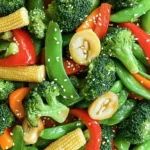 For a tasty veggie stir fry, you need the following vegetables: - 1 cup broccoli florets - 1 red bell pepper, sliced - 1 cup snap peas - 1 carrot, julienned - 1 cup baby corn, halved These veggies bring color and crunch to your dish. You can mix and match based on what you like or have on hand. The sauces and oils add great flavor. Use these: - 3 tablespoons soy sauce - 1 tablespoon sesame oil - 1 tablespoon olive oil Soy sauce gives a salty kick. Sesame oil adds a nutty taste. Olive oil helps cook the veggies evenly. Seasoning is key for a great stir fry. Grab these: - 3 cloves garlic, minced - 1 tablespoon ginger, grated - Salt and pepper to taste - 1 tablespoon sesame seeds (optional) Garlic and ginger add warmth and depth. Salt and pepper enhance the flavors. Sesame seeds add a nice crunch on top. For the full recipe, check the section above. First, wash all your vegetables. Make sure they are clean. Next, chop them to your liking. I like to slice the red bell pepper and julienne the carrot. Cut the broccoli into small florets. Halve the baby corn and leave the snap peas whole. Prepare 3 cloves of garlic by mincing them. Grate 1 tablespoon of ginger. This prep takes about 10 minutes. Now, heat 1 tablespoon of olive oil in a large skillet or wok. Use medium-high heat for the best results. Add the minced garlic and grated ginger. Sauté them for about 30 seconds until they smell great. Toss in your chopped veggies: broccoli, red bell pepper, snap peas, carrot, and baby corn. Stir-fry these for 5 to 7 minutes. You want them tender but still crisp. Next, pour in 3 tablespoons of soy sauce and 1 tablespoon of sesame oil. Mix well to coat all the veggies. Cook for another 2 to 3 minutes. This helps the sauce thicken a bit and blend the flavors. Finally, season with salt and pepper to taste. If you like, sprinkle sesame seeds on top before serving. Enjoy your quick and healthy meal! For the complete recipe, check out the Full Recipe. To get that perfect stir-fry texture, start with a hot pan. Heat your skillet or wok until it feels hot. Use olive oil to help cook the veggies fast. This method gives them a nice crispness. Cut your vegetables into similar sizes for even cooking. Thin slices cook faster and stay crunchy. Keep the veggies moving in the pan. Stir them constantly to avoid burning. Each vegetable has a different cooking time. Broccoli and carrots take longer to cook. They need about 5-7 minutes in the pan. Snap peas and bell peppers cook faster, only needing 3-4 minutes. Add the harder veggies first, then the softer ones. This way, everything cooks just right. Timing is key to keeping the veggies fresh and bright. One common mistake is overcrowding the pan. If you add too many veggies at once, they steam instead of fry. Cook in batches if necessary. Another mistake is not seasoning at the right time. Add soy sauce at the end for the best flavor. Lastly, don’t forget to prep all your ingredients first. This makes the cooking process smooth and fun. For more details, check out the Full Recipe. {{image_2}} Adding protein to your veggie stir fry makes it more filling. Tofu is soft and soaks up flavors well. You can use firm or extra-firm tofu. First, press the tofu to remove excess water. Then, cut it into cubes. Tempeh is another great option. It has a nutty taste and a firm texture. Slice it thinly and sauté it with your veggies. Both options give you a boost of protein and add a great taste to your dish. You can swap in other veggies based on your taste or what you have. Here are some great choices: - Zucchini - Cauliflower - Green beans - Mushrooms - Spinach Mix and match to keep it fun and fresh. The key is to use colorful veggies. They not only look good but also add different flavors and nutrients. Changing the sauce can change everything. You can try teriyaki sauce for a sweet kick. Hoisin sauce adds a rich taste. For spice lovers, chili garlic sauce is a must-try. You can also make your own sauce. Mix soy sauce, honey, and a splash of rice vinegar. This mix adds a nice balance of sweet and tangy. No matter what you choose, experiment to find your favorite flavor. Check the Full Recipe for more ideas on how to build your perfect stir fry! To store your veggie stir fry, let it cool first. Place it in an airtight container. This keeps the flavors fresh. Store it in the fridge for up to three days. When you want to eat it, check for any off smells or changes in color. If you want to freeze your stir fry, use a freezer-safe container. Make sure to leave some space at the top. This allows for expansion as it freezes. Label the container with the date. You can freeze it for up to three months. When you're ready to eat, let it thaw in the fridge overnight. To reheat, you can use a microwave or a skillet. If using a microwave, place the stir fry in a safe bowl. Heat it for about 2-3 minutes. Stir halfway to ensure even heating. If using a skillet, heat it on medium heat for about 5 minutes. Add a splash of water or oil to keep it moist. Enjoy your quick meal again! For the full recipe, check out the Vivid Veggie Stir Fry above. To make a simple veggie stir fry, start by washing and chopping your veggies. Use broccoli, bell pepper, snap peas, and baby corn for color and crunch. Heat olive oil in a skillet over medium-high heat. Add garlic and ginger, cooking for 30 seconds. Toss in your veggies and stir-fry for about 5-7 minutes. When they feel tender but still crisp, add soy sauce and sesame oil. Cook for another 2-3 minutes. Add salt and pepper to taste. You can find the full recipe above. The best vegetables for stir fry are those that cook quickly. I recommend broccoli, bell peppers, carrots, and snap peas. You can also try mushrooms, zucchini, or bok choy. Mixing colors and textures makes your dish more fun and tasty. Remember to cut them into similar sizes for even cooking. Yes, you can make your veggie stir fry ahead of time. Cook it and let it cool down. Then, store it in an airtight container in the fridge. It will stay fresh for up to three days. To reheat, just warm it in a skillet or microwave. This makes it a great meal prep option! You now know how to make a tasty and healthy veggie stir fry. We covered the key ingredients, like fresh vegetables and sauces, for perfect flavor. You learned step-by-step instructions to prepare and cook your dish. Tips helped us avoid common mistakes and achieve the best texture. You can also explore variations, like adding proteins or using different vegetables. Try this simple recipe at home to impress your friends. Enjoy creating your own delicious stir fry!