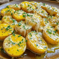 - Baby potatoes - Olive oil - Garlic For this dish, we start with baby potatoes. Their small size makes them tender and quick to cook. I love using them because they have a creamy texture that fits perfectly with the sauce. Next, we need olive oil. It adds flavor and helps cook the garlic. Speaking of garlic, using fresh cloves is key. Minced garlic gives the sauce a strong flavor that you will enjoy. - Heavy cream - Dried thyme and rosemary - Parmesan cheese - Fresh parsley Heavy cream is essential for making the sauce rich and smooth. It creates a luxurious feel that pairs well with the potatoes. Dried thyme and rosemary enhance the dish with earthy notes. I always add salt and pepper to taste, as these basic seasonings bring out the flavors. Lastly, we need Parmesan cheese. It melts beautifully and adds a savory touch. For a pop of color, sprinkle fresh parsley on top before serving. - Additional spices - Variations like bacon or vegetables If you want to change things up, consider adding extra spices like paprika or red pepper flakes for a kick. You can also mix in crispy bacon for a smoky flavor or add vegetables like spinach or peas for more texture. These options allow you to make the dish your own and keep it exciting! For the full recipe, check out the details above. To start, bring a large pot of water to a boil. Add a pinch of salt to it. Next, add the washed and halved baby potatoes. Cook them for about 15 to 20 minutes. You want them to be fork-tender. After they are done, drain the potatoes and set them aside. Checking for tenderness is easy. Just poke a potato with a fork. It should slide in without much effort. Now, let’s make the sauce. In a large skillet, heat three tablespoons of olive oil over medium heat. Once hot, add four cloves of minced garlic. Sauté the garlic for one to two minutes. Be careful not to burn it, as burnt garlic can taste bitter. After the garlic is fragrant, reduce the heat to low. Slowly pour in one cup of heavy cream. Stir constantly to mix it well. Then, add one teaspoon each of dried thyme and dried rosemary. Season it with salt and pepper to taste. Let the mixture simmer gently for about three to four minutes. This helps the sauce thicken a bit. Next comes the fun part! Gradually add in ¼ cup of grated Parmesan cheese. Stir until it melts and the sauce becomes creamy. Now, gently add the cooked baby potatoes to the skillet. Toss them in the creamy garlic sauce until they are evenly coated. Cook everything for an additional two to three minutes. This will heat the dish through. Finally, remove from heat and garnish with chopped fresh parsley before serving. For the full recipe, check out the complete guide above. To get soft and tasty baby potatoes, boil them well. You can tell they’re done when a fork easily goes in. For extra flavor, add salt to the water before boiling. This small step makes a big difference. You can also add a sprig of rosemary or thyme to the boiling water. This adds a nice hint of flavor to the potatoes. Stir your sauce constantly while it cooks. This helps keep the sauce smooth and prevents lumps. If you don’t have heavy cream, you can use half-and-half or even coconut cream. Both options bring a nice richness to the dish. Just keep in mind that coconut cream may change the flavor a bit. When serving your creamy garlic sauce baby potatoes, use a large, flat platter. This allows the potatoes to spread out nicely. Drizzle some extra sauce over the top for a pretty look. To finish, sprinkle fresh parsley for color. This simple garnish makes the dish look fresh and inviting. You can also add some grated Parmesan on top for extra flavor. {{image_2}} You can add lemon or lime juice for a bright kick. The citrus will balance the richness of the cream. I love using fresh herbs like basil or dill too. These add fresh notes that make the sauce pop. If you want a vegan option, try using coconut cream instead of heavy cream. Nutritional yeast can replace Parmesan cheese. Both options keep the dish creamy and flavorful. You can also swap baby potatoes for fingerling or Yukon gold potatoes. Each type has its own taste and texture. Creamy garlic sauce baby potatoes pair well with grilled chicken or fish. They also shine next to roasted vegetables. For a lighter meal, serve them with a fresh salad. You can enhance your meal by adding crusty bread to soak up the sauce. Enjoy your cooking adventure with these tasty options! For the complete recipe, check out the Full Recipe. To store your creamy garlic sauce baby potatoes, let them cool first. This step helps keep the sauce creamy. After cooling, place the potatoes in an airtight container. I recommend using glass containers for best results. They keep the taste fresh and are easy to clean. You can store them in the fridge for up to three days. When reheating, avoid the microwave if you want to keep them creamy. Instead, heat them on the stove over low heat. Stir gently to prevent sticking. You can add a splash of cream or milk to refresh the dish. This method helps keep the sauce rich and tasty. Yes, you can freeze creamy garlic sauce and potatoes. However, the texture may change slightly. To freeze, place the dish in a freezer-safe container. Make sure to leave some space for expansion. When you’re ready to eat, thaw it overnight in the fridge. Reheat gently on the stove, adding a little cream if needed to restore the creaminess. Creamy garlic sauce baby potatoes last about 3-5 days in the fridge. To store them, place the leftovers in a sealed container. Make sure they cool down before sealing. This helps keep them fresh longer. Always check for any signs of spoilage before eating. Yes, you can use other types of potatoes. Here are some great options: - Red potatoes: They are creamy and hold their shape well. - Yukon gold: These potatoes have a buttery flavor and smooth skin. - Fingerling potatoes: They add a unique shape and texture to the dish. Each type will give a slightly different taste and texture, so feel free to experiment. To reheat the dish, use a skillet over low heat. This helps keep the sauce creamy. Stir gently to prevent sticking. You can also add a splash of cream or milk for extra moisture. If you prefer, you can microwave it in a covered bowl. Heat in short bursts, stirring in between, to keep the texture nice. This blog post explored how to make creamy garlic sauce baby potatoes. We covered key ingredients like baby potatoes, garlic, and heavy cream. I shared step-by-step instructions to help you prepare them perfectly. You learned tips for cooking and storing, plus exciting variations for flavor. With this knowledge, you can create a tasty dish that impresses. Don't hesitate to experiment with flavors and substitutes. Your creamy garlic potatoes will surely be a hit! Enjoy your cooking journey!