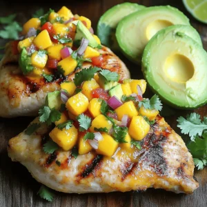 For Mango Salsa Chicken, you need fresh and vibrant ingredients. Here’s what you'll need: - 4 boneless, skinless chicken breasts - 1 ripe mango, diced - 1/2 red onion, finely chopped - 1 red bell pepper, diced - 1 jalapeño, seeded and minced - 1/4 cup fresh cilantro, chopped - Juice of 2 limes - 1 tablespoon olive oil - Salt and pepper to taste - 1 teaspoon cumin - 1 avocado, sliced (optional, for serving) These ingredients work together to create a dish that is both tasty and refreshing. The chicken is juicy, while the mango salsa adds a sweet and spicy kick. I love how the lime juice brightens all the flavors, making every bite a delight. You can find the full recipe [here](#). When you gather these ingredients, you're on your way to a meal that's sure to impress. - Seasoning the Chicken Breasts Start by mixing salt, pepper, and cumin in a small bowl. This mix gives the chicken a nice flavor. Rub this seasoning evenly on both sides of the chicken breasts. This step helps bring out the chicken’s taste. - Preheating the Grill Preheat your grill or grill pan over medium-high heat. This heat level is perfect for cooking the chicken evenly. Once the grill is hot, brush it with olive oil to stop the chicken from sticking. - Combining Salsa Ingredients In a medium bowl, combine diced mango, chopped red onion, diced red bell pepper, minced jalapeño, and chopped cilantro. Each ingredient adds its own unique flavor. Mixing them creates a bright and fresh salsa. - Adding Lime Juice Squeeze the juice from two limes over the salsa mixture. This adds a nice zing and helps balance the sweetness of the mango. Stir gently to blend the flavors. Set the salsa aside and let it rest while you cook the chicken. - Grilling Times and Techniques Place the seasoned chicken breasts on the hot grill. Grill each side for about 6-7 minutes. This timing helps achieve a juicy interior while getting nice grill marks. - Checking Doneness Use a meat thermometer to check the chicken's internal temperature. It should reach 165°F (75°C). If you don’t have a thermometer, cut into a breast. The meat should be white and juices should run clear. Once cooked, let the chicken rest for a few minutes. Then, serve it with the mango salsa on top. This recipe makes a flavorful, fresh dish that is sure to impress. For the full recipe, check out the details above. Recommended Seasonings For mango salsa chicken, I love using simple and fresh flavors. You should season your chicken with: - Salt - Pepper - Cumin These spices give the chicken a warm, earthy taste. You can also try adding garlic powder or chili powder for more depth. Marinating Tips To really boost the flavor, marinate the chicken. Mix lime juice, olive oil, and seasonings in a bowl. Let the chicken sit in this mixture for at least 30 minutes. This step helps the chicken soak up all the tasty goodness. Grill Temperature Guidance Grill the chicken over medium-high heat. The grill should be around 375°F to 450°F for the best results. This temperature helps get those beautiful grill marks and a nice sear. Avoiding Sticking To prevent the chicken from sticking, brush your grill with olive oil. You can also oil the chicken lightly before placing it on the grill. Both steps help ensure easy flipping and clean removal. Pairing with Sides Serve your mango salsa chicken with fresh sides. I recommend: - Rice - Quinoa - Grilled veggies These sides balance the sweetness of the salsa and make your meal complete. Garnishing Ideas For a lovely presentation, add fresh cilantro on top. You can also include avocado slices for creaminess. This not only looks nice but adds even more flavor. Check out the Full Recipe for more tips! {{image_2}} You can easily swap chicken for other proteins. Tofu is a great choice for a plant-based meal. It soaks up the salsa flavors well. Cut the tofu into thick slices. Press it gently to remove extra moisture. Season it like chicken and grill until golden. Shrimp and fish also work nicely. For shrimp, peel and devein them first. Grill them quickly, just a few minutes per side. If using fish, choose a firm type like salmon or cod. Season and grill until it flakes easily with a fork. These options add new flavors and textures. Mango salsa is flexible. You can mix in different fruits for fun twists. Pineapple or peach add sweetness. If you like a tangy kick, try adding kiwi or pomegranate seeds. Adjust spice levels to suit your taste. Add more jalapeño for heat. If you want milder salsa, remove the seeds or use bell pepper instead. You can also mix in diced cucumber for crunch. Experiment until you find your favorite blend. If you don’t have a grill, you can bake or use a slow cooker. For baking, preheat the oven to 400°F (200°C). Place the seasoned chicken in a baking dish. Bake for 20-25 minutes, or until it reaches 165°F (75°C). Using a slow cooker is simple. Place the chicken in with the salsa. Cook on low for 4-6 hours. This method makes the chicken super tender. These methods keep the dish fresh and flavorful. For the full recipe, check the recipe section above. Refrigerator Guidelines After enjoying your Mango Salsa Chicken, store leftovers in an airtight container. This keeps the chicken juicy and the salsa fresh. The chicken can last up to four days in the fridge. Make sure it cools to room temperature before sealing. Freezing Capabilities You can freeze leftover chicken, but the salsa does not freeze well. Wrap the chicken tightly in plastic wrap and then in aluminum foil. It will stay good for up to three months in the freezer. When you're ready to eat, thaw it in the fridge overnight. Best Methods for Reheating To reheat chicken, use the oven or stovetop. Preheat your oven to 350°F (175°C). Place the chicken in a baking dish, cover it with foil, and heat for about 15-20 minutes. On the stovetop, heat a pan over low heat. Add a splash of water to keep it moist and cover it. Maintaining Flavor and Texture To keep the salsa fresh, do not reheat it. Instead, serve it cold on top of the chicken. Adding fresh lime juice can brighten the flavors after reheating. Enjoy your delicious Mango Salsa Chicken just like you made it! For the full recipe, check out the details above. Can I use frozen mango for the salsa? Yes, you can use frozen mango. Just thaw it first. Frozen mango works well if fresh mango is not available. It will still taste great in the salsa. How long does Mango Salsa Chicken last in the fridge? Mango Salsa Chicken lasts up to four days in the fridge. Make sure to store it in an airtight container. This keeps it fresh and safe to eat. Is this dish healthy? Yes, this dish is healthy. It includes lean chicken and fresh veggies. The mango adds vitamins and fiber. This meal is balanced and good for you. How many calories are in Mango Salsa Chicken? Mango Salsa Chicken has about 300 calories per serving. This depends on the size of the chicken breasts. The salsa adds very few extra calories. Gluten-free options This dish is naturally gluten-free. All the ingredients are gluten-free. You can enjoy it without worry if you have a gluten allergy. Dairy-free alternatives Mango Salsa Chicken is dairy-free. You do not need to change any ingredients. If you want creaminess, use avocado slices as a topping. This blog post covered a tasty mango salsa chicken recipe. We explored the best ingredients, step-by-step instructions, and helpful tips. You learned how to enhance flavor, perfect grill marks, and store leftovers. Plus, you found creative variations with different proteins and cooking methods. In my view, this dish is versatile and easy to make. It fits many diets, making it a great choice for everyone. Enjoy cooking and sharing this delightful meal!