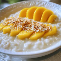 To make the Coconut Rice Pudding, gather these simple ingredients: - 1 cup jasmine rice - 2 cups coconut milk - 1 cup whole milk - 1/2 cup sugar - 1/4 teaspoon salt - 1 teaspoon vanilla extract - 1/2 teaspoon ground cinnamon - 1/4 cup shredded coconut (toasted) - Fresh mango slices or berries (for topping) You can boost the taste in fun ways. Try adding: - A splash of almond extract - A dash of nutmeg - A handful of chopped nuts - Sweetened condensed milk for extra creaminess Don’t worry if you’re missing something. Here are some swaps: - Use basmati rice instead of jasmine rice. - Coconut cream can replace coconut milk for a richer taste. - Swap whole milk for almond or oat milk for a dairy-free version. - Brown sugar can replace white sugar for a deeper flavor. This recipe is flexible, so feel free to get creative! For the full recipe, check out the detailed instructions. Start by rinsing the jasmine rice. Place the rice in a fine mesh strainer. Run cold water over it. Keep rinsing until the water runs clear. This step helps remove excess starch. It prevents the rice from getting too sticky. After rinsing, let the rice drain for a few minutes. This ensures you have just the right amount of moisture. In a medium saucepan, combine the rinsed rice with coconut milk and whole milk. Add the sugar and salt to the mix. Stir well to combine everything. Place the saucepan over medium heat. Bring the mixture to a gentle simmer. Once it starts simmering, reduce the heat to low. Cover the saucepan and let it cook. Stir occasionally for about 20-25 minutes. Check if the rice is tender and the mix thickens. When it’s done cooking, take it off the heat. Stir in the vanilla extract and ground cinnamon. Let it sit, covered, for an extra 5 minutes. Now, it’s time to serve your coconut rice pudding. You can enjoy it warm or chilled. Scoop some pudding into bowls. Top it with toasted shredded coconut. Add fresh mango slices or berries on top for a burst of color. This makes it look beautiful and tasty. You can find the full recipe to ensure you’ve got everything right. To get the best texture, rinse the rice well. This step takes away extra starch. It helps the rice become fluffy and creamy. When cooking, keep an eye on the heat. A gentle simmer is key. If it boils too hard, the pudding can burn. Stir often to keep it smooth. After cooking, let it sit covered. This step helps it thicken nicely. You can add extra flavors to make this dish special. Try adding a pinch of nutmeg for warmth. You could also mix in some lime zest for a fresh twist. If you like a sweeter taste, add more sugar. You can also use different toppings. Fresh mango slices or berries brighten the dish. Toasted coconut on top adds a nice crunch. Serving is all about looks! Use clear bowls to show off the layers. Top with a sprinkle of toasted coconut. Add some colorful fruit on the side. For a fun touch, drizzle honey or maple syrup. You can even add edible flowers for a fancy touch. This makes the dish feel like a treat from Disney. {{image_2}} You can make your coconut rice pudding even more exciting by adding pineapple. Just chop fresh or canned pineapple into small pieces. Stir these in during the last few minutes of cooking. This gives a sweet and tangy twist that brightens the dish. The pineapple pairs well with the creamy coconut. You can even top your pudding with more pineapple for a tropical feel. If you want a vegan version, simply swap the whole milk for another plant-based milk. Almond or oat milk works great. You still use coconut milk for that rich flavor. To sweeten, you can use maple syrup or agave instead of sugar. This way, you get a dairy-free treat that’s just as tasty. For a fun twist, try adding chocolate or matcha. To add chocolate, melt some dark chocolate and stir it in while the pudding cooks. This makes a rich, chocolatey dessert. If matcha is your thing, mix in a teaspoon of matcha powder for a vibrant green color and earthy flavor. Both options give a unique touch to your coconut rice pudding. Explore more ideas in the Full Recipe to customize your favorite dessert! To store leftover coconut rice pudding, cool it down first. Place it in an airtight container. This keeps the pudding fresh. Make sure to store it in the fridge. It lasts for about 3 to 4 days. Always check for any signs of spoilage before eating. When you want to enjoy your coconut rice pudding again, reheat it gently. You can use a microwave or a stovetop. If using the microwave, heat it in short bursts of 30 seconds. Stir in between to warm it evenly. If using the stovetop, add a splash of coconut milk to keep it creamy. Heat it slowly over low heat, stirring often. Yes, you can freeze coconut rice pudding! Start by letting it cool completely. Then, portion it into freezer-safe containers. Leave some space at the top for expansion. It will last for up to 2 months in the freezer. To thaw, place it in the fridge overnight. Reheat as mentioned before. Enjoy the creamy goodness anytime! For the full recipe, check out the *Coconut Rice Pudding Delight*. Yes, you can use regular rice if needed. Jasmine rice adds a nice flavor and aroma. It also has a soft texture that works well in pudding. If you use regular rice, adjust the cooking time. Check it often to avoid overcooking. This recipe is already gluten-free! All the ingredients are free from gluten. Just ensure that any added toppings, like fruits or nuts, are also gluten-free. This way, you keep the dish safe for those with gluten sensitivities. Yes, you can make it ahead of time. Store it in the fridge for up to three days. Just let it cool completely before covering it. When you're ready to serve, reheat it gently on the stove or in the microwave. Add a splash of coconut milk to restore creaminess. Serve it warm or chilled; both are tasty! Top it with toasted coconut for crunch. Fresh mango slices or berries add color and flavor. You can even drizzle a bit of honey or maple syrup for extra sweetness. Enjoy this delightful treat! For the full recipe, check out the complete guide. This blog post covered the key steps to make Coconut Rice Pudding. We explored the main ingredients, tasty variations, and helpful tips for perfecting your dish. Remember, you can switch ingredients based on what you have. Don’t forget to try different flavors and serving ideas. With practice, you’ll impress everyone with this dessert. Enjoy creating and sharing this delightful treat!