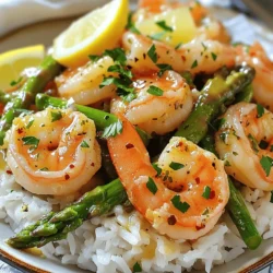 For this lovely dish, you will need: - 1 lb (450g) shrimp, peeled and deveined - 1 bunch of asparagus, trimmed and cut into 2-inch pieces - 4 tablespoons unsalted butter - 4 cloves garlic, minced - 1 lemon (zest and juice) These main ingredients create a simple yet tasty base for your meal. The shrimp brings a sweet flavor, while asparagus adds a nice crunch. Butter and garlic blend together to make everything rich and savory. To make your dish pop, use: - 1 teaspoon red pepper flakes - Salt and pepper to taste Red pepper flakes bring a gentle heat that pairs well with the shrimp. Salt and pepper will help enhance the natural flavors of your ingredients. You can add a few fun touches to finish your dish: - Fresh parsley, chopped (for garnish) - Cooked rice or quinoa (for serving) Chopped parsley gives a fresh look and taste. Serving the shrimp and asparagus on a bed of rice or quinoa makes it a complete meal. For the full recipe, check out the detailed instructions. To start, we need to prepare the shrimp. Take 1 pound of shrimp, peel and devein them. Pat them dry with paper towels. Drying helps the shrimp sear nicely. Season the shrimp with salt and pepper. Add half of the lemon juice for extra flavor. Set the shrimp aside while you get the skillet ready. Next, let's cook the asparagus. Grab one bunch of asparagus and trim off the tough ends. Cut the asparagus into 2-inch pieces. In a large skillet, melt 2 tablespoons of butter over medium heat. Once the butter is melted, add 4 minced garlic cloves and 1 teaspoon of red pepper flakes. Sauté this mix for about 1 minute until the garlic smells great. Now, toss in the asparagus pieces. Cook for 3-4 minutes, stirring often. You want them tender but still crisp. Now, it’s time to combine everything. Push the asparagus to one side of the skillet. Add the seasoned shrimp to the empty side. Cook the shrimp for about 2-3 minutes on each side. They will turn opaque when done. Once cooked, squeeze the rest of the lemon juice over the shrimp and asparagus. Add the lemon zest and the remaining 2 tablespoons of butter. Toss everything together until well mixed and the butter melts. Taste and adjust the seasoning if needed. For a complete meal, serve the garlic butter shrimp and asparagus over a bed of rice or quinoa. This dish is quick, easy, and packed with flavor. You can find the Full Recipe for detailed steps and tips. To get shrimp just right, start with fresh or thawed shrimp. They should be pink and firm. Don't overcook them; they need only 2-3 minutes per side. When they turn opaque, they are done. Overcooking makes them tough. Keep an eye on the time. It's easy to get distracted when cooking. Garlic and lemon make this dish shine! Use fresh garlic for the best taste. Mince it well to release all its flavor. Lemon adds brightness and zest. Use both juice and zest for a punch. The zest brings a fragrant aroma. The juice adds a tangy kick. Combine them for a balanced flavor. Don't worry if you lack fresh ingredients! You can use frozen shrimp if fresh ones aren't available. They work well and save time. For asparagus, you can swap in green beans or broccoli. Both add crunch and taste. If you have garlic powder, it’s a good backup. Use one teaspoon for every clove. Adjust based on your taste. Check out the Full Recipe for more details. {{image_2}} You can mix in other veggies to make this dish even better. Bell peppers, snap peas, or broccoli add color and taste. Just chop them to similar sizes as the asparagus. Sauté them with the garlic for a few minutes before adding the shrimp. This keeps everything fresh and crunchy. If you like spice, try adding fresh chili peppers. They add heat and flavor. Slice them thin and toss them in with the garlic. Adjust the amount to your taste. You can also add more red pepper flakes, if you want extra kick. Switch up the base for your shrimp and asparagus. Instead of rice or quinoa, use couscous or farro. Each grain has a unique texture and flavor. This change can make your meal feel new. Try different grains to find the one you love most. For the full recipe, check out the complete guide. After enjoying your garlic butter shrimp and asparagus, store leftovers in an airtight container. Make sure the dish is cool before sealing it. This helps keep the shrimp and asparagus fresh. You can store it in the fridge for up to three days. When you are ready to eat again, reheat the shrimp and asparagus in a skillet. Use low heat to warm them slowly. Adding a little butter can help keep the dish moist. Stir often to avoid burning. You can also use a microwave. Place the food in a microwave-safe bowl, cover, and heat for 1-2 minutes. Check it every 30 seconds to ensure it warms evenly. If you have more leftovers than you can eat, freezing is an option. Place the shrimp and asparagus in a freezer-safe container. Label it with the date. You can freeze it for up to two months. When you are ready to eat, thaw it in the fridge overnight. Reheat as mentioned above. Freezing may change the texture, so it’s best to enjoy it fresh. For the full recipe of garlic butter shrimp and asparagus, check out the earlier section. It takes about 20 minutes to make Garlic Butter Shrimp and Asparagus. You will spend 10 minutes prepping and 10 minutes cooking. This quick dish is perfect for busy nights. It gives you a tasty meal in no time. Yes, you can use frozen shrimp. Just make sure to thaw them first. Place the frozen shrimp in a bowl of cold water for about 15-20 minutes. This helps them cook evenly. Then, pat them dry before seasoning. This dish pairs well with rice or quinoa. Both options soak up the garlic butter sauce nicely. You can also serve it with a fresh salad or crusty bread. These sides make the meal feel complete. You can find the full recipe above for more cooking tips! Garlic butter shrimp and asparagus is a simple, tasty dish. You learned about the key ingredients, including spices and garnishes. I shared steps for preparing shrimp and cooking asparagus together. Tips for perfect cooking and flavor boosts help make it great. You can mix in other veggies, add spice, or serve with grains. For storage, proper practices let you enjoy leftovers later. Keep these ideas in mind as you cook. Enjoy making this delicious meal!