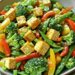 - Firm tofu - Broccoli - Red bell pepper - Yellow bell pepper - Carrot - Snap peas - Soy sauce - Sesame oil - Olive oil - Garlic - Ginger - Sesame seeds - Chopped green onions - Salt - Pepper To make this dish, you need a block of firm tofu. I prefer firm tofu because it holds its shape well when cooked. For the veggies, I choose broccoli, red and yellow bell peppers, a carrot, and snap peas. They add color and crunch. You will also need some sauces and oils. Soy sauce gives it a savory kick. Sesame oil adds a nice nutty flavor, while olive oil helps with cooking. You can add extra seasonings to boost flavor. Garlic and ginger work well. Sesame seeds make a great topping. Don't forget salt and pepper for seasoning. For the full recipe, check out the [Full Recipe]. First, you need to press the tofu. Wrap the block in paper towels. Then place a heavy object on top. This helps remove extra moisture. Let it sit for about 15 minutes. After that, cut the tofu into neat cubes. Next, marinate the tofu in soy sauce. In a medium bowl, mix the cubed tofu with 1 tablespoon of soy sauce. Let it sit for about 10 minutes. This step adds flavor to the tofu. Now it's time to sauté the tofu. Heat olive oil in a large skillet over medium-high heat. Add the marinated tofu cubes to the pan. Cook them until they turn golden brown on all sides. This should take about 8 to 10 minutes. Once done, remove the tofu from the skillet and set it aside. In the same skillet, add sesame oil. Toss in minced garlic and grated ginger. Sauté them for about 30 seconds. This will fill your kitchen with a wonderful aroma. After that, add the broccoli, bell peppers, carrots, and snap peas. Stir-fry these vegetables for about 5 to 7 minutes. You want them to be tender but still crisp. Now it’s time to bring everything together. Return the cooked tofu to the skillet with the vegetables. Add the remaining soy sauce and mix everything well. Cook for an additional 2 to 3 minutes to heat through. Finally, season with salt and pepper to taste. Before serving, sprinkle sesame seeds and chopped green onions on top. Enjoy your colorful veggie tofu stir-fry! For the full recipe, check out the details above. How to achieve perfect tofu texture Tofu can be soft or firm. I prefer using firm tofu for stir-fry. Start by pressing the tofu. Wrap it in paper towels and place a heavy object on top. This step removes extra moisture, helping the tofu get crispy. Let it press for about 15 minutes. After that, cut it into cubes. Marinate the cubes in soy sauce for at least 10 minutes. This adds flavor and helps brown the tofu. Stir-frying tips for vegetable crispness For crisp vegetables, use high heat. Preheat your skillet or wok before adding oil. Use a mix of sesame oil and olive oil for flavor. Add garlic and ginger first for fragrance. Then, toss in the vegetables. Stir-fry them quickly, about 5 to 7 minutes. Keep them moving to avoid steaming. You want them to be tender but still bright and crisp. Ideas for additional sauces or spices While soy sauce is great, try adding hoisin sauce or oyster sauce for extra depth. A splash of rice vinegar can brighten up the dish. For a kick, add a dash of chili sauce or sriracha. You can also sprinkle in some five-spice powder for a unique twist. Suggestions for adjusting spice levels If you like heat, add sliced fresh chili or red pepper flakes. To tone it down, skip the chili sauce. You can also add a bit of honey or sugar to balance out the spice. Adjusting these flavors can make your stir-fry just right for your taste. For the full recipe, check out the Colorful Veggie Tofu Stir-Fry. {{image_2}} You can change the vegetables in your stir-fry each time you make it. Using seasonal vegetables can add freshness and flavor. For example, try zucchini in summer or pumpkin in fall. Different colors also make the dish more fun. You can also experiment with other greens. Spinach and kale add a nice touch. They cook fast and bring a lot of nutrients. Just add them at the end so they stay bright and green. If you want to switch up your protein, tempeh or seitan are great choices. Tempeh has a nutty taste and good texture. You can cut it into cubes and stir-fry just like tofu. Seitan is chewy and packed with protein. It can absorb flavors well, making it a tasty option. Incorporating legumes is another way to boost protein. Chickpeas or black beans can add heartiness. Just rinse and add them to the stir-fry. They fill you up and add fiber. You can mix and match these options to keep meals interesting. For the full recipe, check [Full Recipe]. To keep your stir-fry fresh, store it in an airtight container. Place it in the fridge. It will last for about three to four days. For longer storage, you can freeze it. Use freezer-safe bags or containers. Make sure to remove as much air as possible. This helps prevent freezer burn. The stir-fry can stay good in the freezer for up to three months. When reheating, the goal is to keep the texture nice. You can use a microwave or stovetop. If using a microwave, heat in short bursts. Stir it every minute to warm evenly. For stovetop, place the stir-fry in a skillet over low heat. Add a splash of water or oil to keep it moist. Stir often until heated through. This method helps maintain the veggies' crunch. Enjoy your delicious meal again! For the full recipe, don’t forget to check the detailed steps! What is the best tofu for stir-frying? I recommend using firm tofu for stir-frying. It holds its shape well and absorbs flavors nicely. Silken tofu is too soft and may fall apart. Make sure to press it first to remove excess moisture. This helps it get crispier when cooked. How long can I store vegetable stir-fry leftovers? You can store vegetable stir-fry leftovers in the fridge for up to three days. Make sure to keep it in an airtight container. For longer storage, you can freeze it for about two months. Just remember that freezing may change the texture of the veggies. Caloric content and health benefits A serving of this vegetable stir-fry with tofu has about 300 calories. It's packed with vitamins and minerals from the veggies. Tofu adds protein, making this meal satisfying and nutritious. It's a great option for a healthy diet. Protein and carbohydrate counts per serving Each serving contains around 20 grams of protein from the tofu. The carbohydrates from the vegetables are about 30 grams. This balance makes it a good meal for energy and muscle health. What to serve with vegetable stir-fry? I love pairing this stir-fry with jasmine or brown rice. The rice absorbs the flavors well. You can also serve it with quinoa for a nutty taste. Ideal side dishes and pairings for a complete meal Consider adding a simple salad or steamed dumplings. They complement the stir-fry nicely and add variety. You could also offer a light soup to start the meal for extra warmth. For more ideas, check out the Full Recipe. This blog post guides you through making a tasty vegetable stir-fry with tofu. You learned about key ingredients, preparation steps, and cooking techniques. I shared tips for perfect texture and flavor. Feel free to adjust with your favorite veggies or proteins. Lastly, proper storage and reheating keep your dish fresh. Enjoy cooking this simple, healthy meal that you can easily customize.