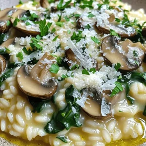 When making mushroom risotto, some key ingredients make it shine: - 1 ½ cups Arborio rice - 4 cups vegetable broth (low sodium) - 1 cup fresh mushrooms (cremini, shiitake, or your choice), sliced - 1 small onion, finely chopped - 2 cloves garlic, minced - 1 cup fresh spinach, chopped - ½ cup grated Parmesan cheese (or nutritional yeast for a vegan option) - 2 tablespoons olive oil - 1 tablespoon butter (or vegan butter for a dairy-free option) - Salt and pepper to taste - Fresh parsley, chopped (for garnish) Arborio rice is special because it holds its shape and absorbs flavors well. Vegetable broth adds depth and warmth to the dish. Fresh mushrooms bring earthiness, while onion and garlic give that classic flavor base. Spinach adds a pop of color and nutrients, and cheese gives it a rich, creamy finish. You can add some optional ingredients to boost flavor: - Fresh herbs like thyme or rosemary - A splash of white wine for acidity - Cheese alternatives for vegan options - Accompaniments like toasted nuts or seeds for crunch Herbs and spices can brighten your risotto. A splash of white wine adds a nice tang. If you want a vegan dish, use nutritional yeast instead of cheese. Lastly, consider adding toasted nuts for texture and flavor. For a complete guide, check the Full Recipe. 1. In a saucepan, heat the vegetable broth over medium heat. 2. Stir until just simmering. 3. Reduce the heat to low to keep the broth warm while cooking the risotto. 1. In a large pan, heat 2 tablespoons of olive oil and 1 tablespoon of butter over medium heat. 2. Add the finely chopped onion and minced garlic. Sauté until the onion turns translucent, which takes about 3-4 minutes. 3. Next, add 1 cup of sliced mushrooms to the pan. Stir often, cooking until they turn golden and tender, about 5-7 minutes. 4. Now, stir in 1 ½ cups of Arborio rice. Cook for 1-2 minutes until the rice is lightly toasted and coated with oil. 5. Start adding broth gradually. Use one ladle at a time, stirring frequently. Let the rice absorb most of the broth before adding more. Continue until the rice is creamy and al dente, which takes about 18-20 minutes. 1. Once cooked, fold in 1 cup of chopped spinach and ½ cup of grated Parmesan cheese (or nutritional yeast for a vegan option). Stir until the spinach wilts and the cheese melts. 2. Season with salt and pepper to taste. Remove from heat and let it sit for a minute to thicken. 3. Serve the risotto right away, garnishing with fresh parsley. This method creates a rich, creamy mushroom risotto that brings warmth and comfort. For the full recipe, check the details above. To make your mushroom risotto creamy, you need to stir often. This helps release starch from the rice. The rice you choose matters too. Arborio rice is best because it is starchy. Also, keep your broth warm but not boiling. This helps the rice absorb the liquid evenly. Many people overcook the rice, making it mushy. Aim for al dente, where it has a slight bite. Another mistake is not using enough broth. This can lead to dry risotto. Lastly, don’t skip the resting phase. Letting it sit for a minute helps thicken the dish. Pair your risotto with a light salad or garlic bread. A crisp white wine can enhance the flavors. You can also serve it in a bowl or on a plate, topped with fresh parsley. For a twist, try adding a drizzle of truffle oil for extra richness. For the full recipe, check the section above. {{image_2}} Mushroom risotto is a fun dish to adapt. You can use many types of mushrooms. Cremini and shiitake work well, but feel free to try others. Each type gives its own taste. For more protein, you can add chicken or shrimp. Just cook them before adding the rice. If you want a vegan option, use nutritional yeast instead of cheese. This keeps the dish creamy and adds a nice flavor. Risotto has many styles around the world. Classic Italian risotto uses simple, fresh ingredients. Try adding seasonal veggies for a twist. For example, in fall, you can use pumpkin or squash. Local flavors can also inspire your dish. If you live near the coast, try adding seafood for a fresh take. You don’t always need a stove. An Instant Pot can speed things up. Just follow the same steps but in your pot. For a hands-off method, bake it in the oven. Mix everything in a baking dish and cover it. Lastly, a slow cooker lets you set it and forget it. Just stir occasionally and you'll have a delicious meal. For a complete guide, check out the Full Recipe. To store your mushroom risotto, let it cool down first. Place it in an airtight container. This keeps the risotto fresh and tasty. You can store it in the fridge for up to three days. If you want to enjoy it later, remember to check for any signs of spoilage. You can freeze mushroom risotto for a longer shelf life. First, cool it completely. Then, portion it into airtight containers or freezer bags. Make sure to remove as much air as possible to avoid freezer burn. When you're ready to eat, thaw the risotto in the fridge overnight. To reheat, add a splash of broth and warm it gently on the stove. Stir often to keep it creamy. Choose sturdy, airtight containers for storing your risotto. Glass or BPA-free plastic containers work well. Label each container with the date before you freeze them. This helps you keep track of how long they’ve been in the freezer. Enjoy your mushroom risotto delight anytime with these easy storage tips! For the complete recipe, check the Full Recipe section. The best rice for risotto is Arborio rice. This rice has a high starch content. It makes the risotto creamy. Other good options include Carnaroli and Vialone Nano. These types absorb liquid well and stay firm. You can make risotto ahead of time, but it may lose its creaminess. Cook the risotto until it is just al dente. Then, let it cool and store it in the fridge. When ready to serve, reheat with a bit of broth. Stir it often to bring back the creamy texture. Yes, you can make risotto without broth. Use water instead, but the flavor may be less rich. To boost taste, add herbs or spices. You can also use vegetable or chicken stock for more depth. Yes, you can use frozen mushrooms. They are convenient and save time. Just remember to thaw them first. Drain excess water before adding them to the risotto. This helps maintain the dish’s texture. To make risotto creamier without cheese, try adding pureed vegetables. Cauliflower or butternut squash works well. You can also use coconut cream or cashew cream for richness. Another option is to stir in nutritional yeast for a cheesy flavor. For the full recipe, check out the [Full Recipe]. Mushroom risotto is a simple yet refined dish that brings joy to any meal. We covered key ingredients, like Arborio rice and fresh mushrooms, essential for flavor. Cooking steps included warming the broth and perfecting the creamy texture. Plus, we shared tips to avoid common mistakes. You can customize the dish with regional variations and alternative cooking methods. Whether you enjoy it today or save leftovers, this dish is a winner. Now, you’re ready to create a delicious mushroom risotto that tastes amazing every time.