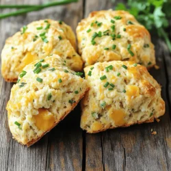 - 2 cups all-purpose flour - 1 tablespoon baking powder - 1/2 teaspoon salt - 1/4 teaspoon black pepper - 1/4 cup cold unsalted butter, cubed - 1 cup shredded sharp cheddar cheese - 1/4 cup grated Parmesan cheese - 1 tablespoon fresh chives, chopped - 1 tablespoon fresh parsley, chopped - 3/4 cup whole milk - 1 large egg, beaten (for egg wash) Gather these ingredients before you start. Fresh herbs and good cheese make a big difference. The cheddar gives a sharp taste, while Parmesan adds a nice touch. Use cold butter for a flaky texture. Mixing in freshly chopped herbs will bring bright flavors. Whole milk keeps the scones moist and rich. Don't skip the egg wash; it helps the scones get a lovely golden color. For the full recipe, check out the detailed instructions. - Preheat oven to 400°F (200°C). - Line a baking sheet with parchment paper. - In a large bowl, mix 2 cups of flour, 1 tablespoon of baking powder, 1/2 teaspoon of salt, and 1/4 teaspoon of black pepper. - Whisk until well combined. This mix is the base of your scones. - Add 1/4 cup of cold, cubed unsalted butter into the flour mix. - Use your fingers or a pastry cutter to work the butter into the flour. - Keep mixing until it looks like coarse crumbs. - Now, stir in 1 cup of shredded sharp cheddar cheese, 1/4 cup of grated Parmesan cheese, 1 tablespoon of chopped chives, and 1 tablespoon of chopped parsley. Mix well to spread the flavors. - Make a well in the center of the dry mix. - Pour in 3/4 cup of whole milk. - Gently mix with a wooden spoon until everything comes together. - Avoid overmixing; this helps keep the scones light. - Turn the dough onto a floured surface. - Knead the dough gently a few times until it forms a ball. - Pat the dough into a 1-inch thick circle. - Cut it into 8 wedges with a sharp knife, or use a round biscuit cutter for circles. - Place the scones on your lined baking sheet, leaving space between each one. - Brush the tops with 1 beaten egg for a nice glaze. - Bake for 15-20 minutes, until they are golden brown and puffed up. - Watch for a nice rise and a golden top. For the complete recipe, refer to the earlier section. Enjoy making your savory herb and cheese scones! To get the best scone texture, use cold butter. Cold butter helps create flaky layers. When you mix the butter into the flour, it should stay in small pieces. These small pieces melt during baking, creating air pockets. Avoid overmixing your dough. When you add milk, mix just until it comes together. Overmixing can make the scones tough. Remember, they should be light and fluffy, not dense. You can enhance your scones by using different herbs. Fresh herbs like thyme, rosemary, or basil give a new twist. Each herb brings its own taste that pairs well with cheese. For cheese substitutions, try feta or gouda. Each cheese adds a unique flavor. Mix and match to find your favorite combination. Experimenting is fun and can lead to delightful surprises. These scones are great with spreads. Try butter, cream cheese, or even a tangy chutney. They also pair well with soups. A warm scone can balance out a hearty bowl of soup. Storing leftovers properly is key to keeping them fresh. Place them in an airtight container. They will stay good at room temperature for up to two days. If you want to keep them longer, store them in the fridge. Enjoy your savory herb and cheese scones anytime! For the full recipe, check out the details above. {{image_2}} You can change the flour for a gluten-free mix. This makes the scones safe for those who avoid gluten. Several brands offer nice gluten-free blends. Just make sure to use the same amount as the all-purpose flour. For cheese, consider using feta or goat cheese. These cheeses add a different taste and texture. They can make your scones more unique. Try mixing different cheese varieties to find your favorite flavor. Adding vegetables can give your scones a fun twist. Spinach adds a nice green color and nutrition. Sun-dried tomatoes bring a sweet and tangy flavor. Just chop them small and mix them in with the cheese. You can also play with herbs and spices. Basil or dill can offer a fresh taste. For some heat, add a pinch of red pepper flakes. These small changes can create a new flavor experience. You can turn your savory scone into a sweet one. Try adding a bit of sugar and some dried fruits. Cranberries or blueberries work well. This change can make a great breakfast treat. Mixing sweet and savory flavors is another fun idea. Add a bit of honey to the dough and top with cheese. This combo brings warmth and a unique taste. For the full recipe, check the earlier section. Enjoy experimenting with your scone creations! To keep your scones fresh, store them at room temperature in an airtight container. They will stay tasty for about two days. If you want to keep them longer, place them in the fridge. They may last up to a week this way. Just remember, cold can change their texture a bit. To reheat scones, use the oven. Preheat it to 350°F (175°C). Place the scones on a baking sheet. Heat them for about 5 to 10 minutes. This will help keep them soft and flaky. You can also use a microwave, but be careful! Heat them for only 15 to 20 seconds. Too long will make them tough. You can freeze scones either before or after baking. If you freeze them raw, place the cut scones on a baking sheet first. Freeze them for about 30 minutes. Then, transfer them to a zip-top bag, and store for up to three months. When ready to bake, you can cook them straight from the freezer. Just add a few extra minutes to the time. If you've baked them, let them cool first. Then, wrap them well and freeze. They can also last up to three months this way. Savory Herb and Cheese Scones last about 2-3 days when stored at room temperature. Keep them in an airtight container to maintain freshness. If you see any mold or if they smell off, it’s time to toss them. Yes, you can prepare the dough ahead of time. Form the scones and place them on a baking sheet. Cover them and chill in the fridge for up to 24 hours. When ready, bake them straight from the fridge. This keeps the scones fresh and tasty. If you don’t have buttermilk, you can make a quick substitute. Mix 3/4 cup of milk with 1 tablespoon of vinegar or lemon juice. Let it sit for about 5 minutes. This will give you a similar tangy flavor for your scones. Yes, these scones freeze well. You can freeze the dough before baking or freeze baked scones. To freeze dough, shape the scones and place them on a baking sheet. Once frozen, transfer them to a bag. For baked scones, let them cool completely before freezing. Thaw them in the fridge overnight before reheating. To make your scones fluffier, use cold butter and avoid overmixing the dough. The cold butter creates steam during baking, which helps the scones rise. Mix just until the ingredients come together. Overworking can lead to dense scones. This blog post covers the essential steps to make savory herb and cheese scones. You learned about the right ingredients, from flour to fresh herbs. I shared tips for perfect texture and flavor. You now know how to shape, bake, and store these tasty treats. Enjoy experimenting with variations and serving these scones warm. They make a great snack or side dish. With practice, you can master the art of scone-making. Enjoy every bite!