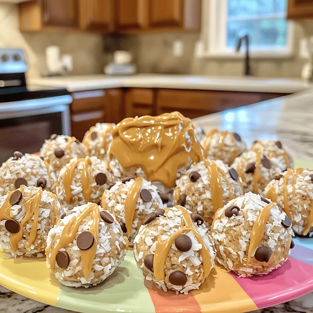 To make tasty Peanut Butter Bliss Balls, you need these ingredients: - 1 cup natural peanut butter - ½ cup rolled oats - ¼ cup honey or maple syrup - ¼ cup shredded coconut (unsweetened) - ¼ cup mini chocolate chips - ¼ cup ground flaxseed - 1 teaspoon vanilla extract - A pinch of sea salt Choosing the best ingredients matters. Here are my tips: - Natural Peanut Butter: Look for brands with just peanuts and salt. - Rolled Oats: Choose old-fashioned oats for the best texture. - Honey or Maple Syrup: Opt for pure varieties, not blends. - Coconut: Unsweetened shredded coconut adds flavor without extra sugar. - Chocolate Chips: Mini chips melt nicely and blend well. - Flaxseed: Ground flaxseed is best for nutrients and smoothness. You can switch ingredients to fit your needs. Here are some ideas: - Peanut Butter: Almond butter or sunflower seed butter works well. - Honey: Agave nectar can replace honey for a vegan option. - Oats: Use gluten-free oats if you need a gluten-free snack. - Coconut: Try chopped nuts instead of coconut for extra crunch. - Chocolate Chips: Use dried fruit for a healthier twist. These choices make your Peanut Butter Bliss Balls fun and tasty! You can find the full recipe to get started. To make Peanut Butter Bliss Balls, first gather your ingredients. You need natural peanut butter, rolled oats, honey or maple syrup, shredded coconut, mini chocolate chips, ground flaxseed, vanilla extract, and a pinch of sea salt. 1. Start by mixing the peanut butter, honey (or maple syrup), and vanilla extract in a medium bowl. Stir until it looks smooth. 2. Next, add the rolled oats, shredded coconut, ground flaxseed, and a pinch of sea salt. Mix well until everything is combined. 3. Now, fold in the mini chocolate chips gently. This helps them spread evenly in the mix. 4. To make handling easier, place the bowl in the fridge for about 30 minutes. This will help the mix firm up. 5. After chilling, take a small amount of the mixture and roll it into balls about 1 inch in size. 6. Place the balls on parchment paper or a plate. Return them to the fridge for another 15-20 minutes to set. 7. Finally, enjoy right away or store them in an airtight container in the fridge for up to one week. The prep time for these bliss balls is just 15 minutes. After you mix the ingredients, chilling takes about 30 minutes. Then, forming the balls takes another 10 minutes. So, in total, you will need about 1 hour to make these tasty snacks. While I can’t provide videos, I suggest looking up videos on how to make bliss balls. Visual aids can help you see the right consistency. Watching someone make them can also boost your confidence in trying the recipe. If you prefer, snap photos of your own process to share with friends! To get the best texture and flavor, use natural peanut butter. It has a rich taste and a smooth feel. Make sure to stir it well before using. This way, the oil mixes in nicely. Use rolled oats for a chewy bite. They add good texture and fiber. Don't skip the flaxseed; it adds healthy fats and helps bind the bliss balls. Always chill the mixture before rolling. This makes it easier to form nice, round balls. One common mistake is not measuring ingredients carefully. This can change the texture. Always use a measuring cup for accuracy. Another mistake is not chilling the mixture long enough. If it’s too soft, the balls will not hold their shape. Lastly, avoid over-mixing the ingredients. Doing this can make the bliss balls tough. Mix just until combined for the best results. You can serve peanut butter bliss balls in many fun ways. Try placing them on a colorful platter. Drizzle some extra peanut butter on top for a treat. Pair them with almond milk for a tasty snack. They also work well with fruits like bananas or apples. For a fun twist, roll them in cocoa powder or crushed nuts. This adds extra flavor and crunch. Enjoy these bliss balls anytime you need a quick energy boost! {{image_2}} You can easily change up the flavor of your bliss balls. Here are some fun ideas: - Chocolate Peanut Butter: Add 2 tablespoons of cocoa powder for a rich taste. - Fruit Burst: Mix in dried fruits like cranberries or apricots. This adds sweetness and texture. - Nutty Delight: Toss in chopped nuts like almonds or walnuts for a crunchy twist. - Spicy Kick: Add a pinch of cinnamon or cayenne for a warm flavor. Experiment with different combinations to find your favorite blend! Want to boost the health of your bliss balls? Try these additions: - Protein Powder: Stir in 1-2 scoops of your favorite protein powder. This makes a great snack after workouts. - Chia Seeds: Add 2 tablespoons for extra fiber and omega-3s. They help keep you full longer. - Superfoods: Consider mixing in superfoods like spirulina or acai powder for added nutrients. These changes keep your snack tasty and nutritious. You can make your bliss balls fit your dietary needs. Here’s how: - Vegan: Replace honey with maple syrup or agave. This keeps it plant-based. - Gluten-Free: Ensure your oats are certified gluten-free. This makes the snack safe for those with gluten allergies. These adaptations let everyone enjoy Peanut Butter Bliss Balls without worry! Store your Peanut Butter Bliss Balls in an airtight container. This keeps them fresh and tasty. Place a piece of parchment paper between layers if you stack them. This helps avoid sticking. Always keep the container in the fridge. This way, they stay cool and firm. Peanut Butter Bliss Balls can last up to one week in the fridge. To check for freshness, look for any changes in smell or color. If they smell off or look strange, it's best to toss them. When stored properly, they make a quick and easy snack. You can freeze these bliss balls for up to three months. To freeze, lay them on a baking sheet. Make sure they are not touching each other. Freeze until solid, then transfer to a freezer-safe bag. Remember to label the bag with the date. Thaw them in the fridge before enjoying. This keeps them great tasting and ready for snacking later. Check out the Full Recipe for more details! You can swap honey with maple syrup. Maple syrup gives a similar sweetness. You can also use agave nectar. For a sugar-free option, try mashed banana. It adds moisture and a hint of flavor. Just remember, the texture may change slightly, but the taste will still be great. Yes, you can use any nut butter you like. Almond butter and cashew butter work well. Each nut butter adds its unique flavor. Just ensure the nut butter is smooth and creamy. If you prefer, sunflower seed butter is a good nut-free choice. It keeps the bliss balls nut-free while still being tasty. Peanut Butter Bliss Balls offer many health benefits. They are rich in protein, thanks to peanut butter and flaxseed. Protein helps build muscle and keeps you full longer. The oats provide fiber, aiding digestion. Shredded coconut adds healthy fats that support heart health. Plus, these bliss balls contain natural sugars from honey or maple syrup, giving you a quick energy boost. Enjoy them as a snack to fuel your day! Peanut Butter Bliss Balls are simple and fun to make. We covered the best ingredients, preparation steps, and tips for texture and flavor. You can easily switch ingredients or customize flavors to suit your taste. Remember to store them right for the best freshness. Enjoy experimenting and sharing these tasty treats! You’ll find they are not only delicious but also healthy, making them a great snack for anyone. Dive in, and enjoy your cooking journey!