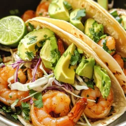To make spicy garlic shrimp tacos, you need fresh ingredients. Here’s what you should gather: - 1 pound (450g) shrimp, peeled and deveined - 4 cloves garlic, minced - 1 tablespoon olive oil - 8 small corn tortillas These main ingredients create a delicious base for your tacos. Fresh shrimp brings great flavor, while garlic adds a nice kick. Corn tortillas hold everything together nicely. The magic of these tacos comes from the seasonings. You'll need: - 1 teaspoon smoked paprika - 1 teaspoon cumin - 1 teaspoon chili powder - Salt and pepper to taste - 1 tablespoon lime juice Combine these spices with the shrimp and garlic. The lime juice brightens the dish. Let the shrimp marinate for 15-20 minutes. This step helps the shrimp soak up all those tasty flavors. Toppings make these tacos even better. Here are some great choices: - 1 avocado, sliced - 1 cup shredded cabbage - Fresh cilantro leaves, for garnish - Lime wedges, for serving Start by adding shredded cabbage to each tortilla. Then, place the cooked shrimp on top. Add avocado slices and garnish with fresh cilantro. Serve with lime wedges for an extra burst of flavor. For the complete cooking process, check the Full Recipe. Start with fresh shrimp. Use one pound of shrimp, peeled and deveined. This makes the shrimp easy to cook and eat. Next, chop four cloves of garlic finely. This garlic adds a bold flavor. In a mixing bowl, combine the shrimp and garlic. Add one teaspoon of smoked paprika, one teaspoon of cumin, and one teaspoon of chili powder. These spices give the shrimp a nice kick. Drizzle in one tablespoon of olive oil and one tablespoon of lime juice. This helps the spices stick to the shrimp. Sprinkle in salt and pepper to taste. Mix everything well until the shrimp is coated with the spices. Let the shrimp marinate for about 15 to 20 minutes. This time allows the shrimp to soak up all the flavors. If you can, cover the bowl with plastic wrap. This keeps the shrimp fresh while it marinates. You can use this time to prepare your toppings, like slicing the avocado or shredding the cabbage. Heat a large skillet over medium-high heat. Once hot, carefully add the marinated shrimp. Spread them out in a single layer. Cook for about 2 to 3 minutes on each side. The shrimp should turn pink and opaque when done. While the shrimp cooks, warm eight small corn tortillas in another skillet. You can also heat them over a gas flame. Warm them until they are soft and a bit toasted. To assemble the tacos, place shredded cabbage on each tortilla. Top with the cooked shrimp and add slices of avocado. Garnish with fresh cilantro leaves. A squeeze of lime juice adds even more flavor. Serve with lime wedges on the side. For the full recipe, check out the details above. When choosing shrimp, look for a few key signs. Fresh shrimp should smell like the ocean, not fishy. The shells should be shiny and firm. Avoid any shrimp with black spots. Size matters too; larger shrimp give a better bite. Always check for a slight curve in the shrimp; this means they are fresh. The marinade is the heart of these tacos. I mix garlic, smoked paprika, cumin, and chili powder for a bold flavor. The key is to let the shrimp soak for 15-20 minutes. This time helps the shrimp absorb all the spices. Use lime juice for a zesty kick and olive oil for richness. Balance the salt and pepper to bring everything together. Wrapping tacos can be an art. Warm your tortillas to make them soft and pliable. I prefer to heat them in a skillet or over a flame. Once warmed, place your filling in the center. Fold the sides over first, then roll from the bottom up. This keeps everything snug inside. Practice makes perfect, and soon you’ll wrap tacos like a pro. {{image_2}} If you want to switch things up, use fish or chicken instead of shrimp. White fish like tilapia or cod works well. You can season it the same way as the shrimp. For chicken, use boneless thighs or breasts. Cut the chicken into small pieces and follow the same cooking steps. Both options will give you tasty tacos. For a vegan twist, try plant-based shrimp substitutes. These are made from ingredients like soy or pea protein. They mimic the texture of shrimp and absorb flavors well. Season them just like you would with real shrimp. Cook them in the same way, and you’ll have delicious vegan tacos. Toppings can change the whole taco experience. Try adding mango salsa for sweetness. Pickled red onions add a tangy crunch. If you like heat, add jalapeños or hot sauce. You can also mix in different greens like spinach or arugula for extra nutrition. Experiment with toppings to find your perfect combination. Check out the Full Recipe for more ideas! You can store leftover shrimp tacos in an airtight container. Keep them in the fridge for up to two days. To keep the tortillas from getting soggy, store them separately. You want to enjoy their crunch later. When you're ready to eat the leftovers, reheat the shrimp first. Place them in a skillet over medium heat. Cook for about three minutes until they’re hot. For the tortillas, warm them in a pan or microwave for a few seconds. This will help them stay soft. If you want to freeze ingredients, it's best to freeze the shrimp alone. Place the marinated shrimp in a freezer bag and remove the air. They can stay fresh for up to three months. When you're ready to use them, thaw in the fridge overnight. Then, cook as normal. You can also freeze the shredded cabbage, but not the avocado. Avocado does not freeze well. For the full recipe, check the main article. You can add more chili powder to the shrimp mix. For extra heat, try cayenne pepper. This spice gives a nice kick. You can also use hot sauce. Just mix it into the marinade. Adjust the amount based on your taste. If you love spice, don’t hold back! Yes, you can prep many parts ahead of time. Cook the shrimp first, then cool it down. Place it in the fridge for later. You can also warm the tortillas before serving. Just don’t fill the tacos until you are ready to eat. This keeps them fresh and tasty. If you can’t find corn tortillas, try flour tortillas. They work well and are soft. You can also use lettuce wraps for a low-carb option. These add a nice crunch. Another choice is whole wheat tortillas for a healthier bite. Each option brings its own flavor and texture. You can now make tasty spicy garlic shrimp tacos with ease. We covered all you need, from choosing fresh shrimp to tasty toppings. I shared simple steps for marinating and cooking. Don't forget the tips to wrap and store your tacos. Try different variations for more flavor. This dish is fun to make and share. Enjoy your cooking and impress your friends with your skills!
