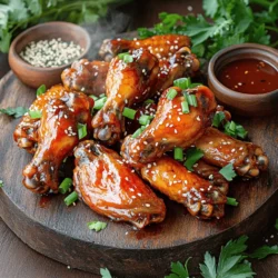 - 2 lbs chicken wings, separated at joints - 1/4 cup honey - 1/4 cup sriracha sauce - 2 tablespoons soy sauce (or tamari for gluten-free) - 1 tablespoon apple cider vinegar - 1 teaspoon garlic powder - 1 teaspoon ginger powder - 1/2 teaspoon smoked paprika - Salt and pepper to taste These main ingredients create a perfect balance of sweet and spicy flavors. The honey adds sweetness while the sriracha brings the heat. The soy sauce and apple cider vinegar deepen the taste, making every bite exciting. - Sesame seeds - Chopped green onions Adding sesame seeds and chopped green onions gives your wings extra flair. They not only look good but also add texture and flavor. It’s a simple touch that makes your dish pop. - Use tamari instead of soy sauce for gluten-free wings. - Try agave syrup or maple syrup if you want a low-sugar option. These swaps keep the recipe flexible. You can still enjoy sweet and spicy chicken wings, even with dietary needs. Just remember to keep the balance of flavors! For the complete recipe, check out the [Full Recipe]. Start by preparing the chicken wings. In a large bowl, season the wings with salt and pepper. This simple step brings out their flavor. Next, pat them dry with paper towels. Dry wings will crisp up better when cooked. This makes a big difference in texture. Now, let’s make the sweet and spicy sauce. In a separate bowl, combine the key ingredients. Whisk together the honey, sriracha sauce, soy sauce, apple cider vinegar, garlic powder, ginger powder, and smoked paprika. Mix until everything blends well. This sauce is where the magic happens. It adds both heat and sweetness to your wings. After making the sauce, it’s time to marinate. Pour half of the sweet and spicy sauce over the wings. Make sure each wing is well-coated. This step is crucial for flavor. Allow the wings to marinate for at least 30 minutes. If you have time, marinate them for up to 2 hours in the fridge. This extra time deepens the flavor. For the full recipe, check [Full Recipe]. Enjoy the process and get ready for a tasty meal! Oven baking is a great way to cook chicken wings. It gives you crispy wings without all the oil. Frying can make them greasy and hard to control. Baking helps keep the flavors in check while making them crisp. If you want less mess, go for the oven. Preheat your oven to 400°F before you start cooking. For crispy wings, drying them is key. Pat them dry with paper towels. This step helps remove moisture that can make them soggy. Flipping the wings halfway through baking is also important. It ensures that both sides get even heat, leading to great crunchiness. Don’t skip this step; it makes a big difference! To boost flavor, consider adding more spices. You might try cayenne for heat or smoked paprika for depth. Fresh herbs like cilantro can add a bright taste. You can also mix in some lime juice for a zesty kick. Feel free to experiment with the sauce. Making your wings unique is part of the fun! For the full recipe, check the details above. {{image_2}} You can change how spicy your wings are. To do this, adjust the amount of sriracha sauce in the recipe. If you want a milder taste, use less sriracha. You can also add more honey to balance the heat. For a fiery kick, add extra sriracha or even some cayenne pepper. Experiment to find the perfect heat level for you and your guests. Adding citrus or herbs can make your wings even more exciting. Try mixing in some fresh lime or orange juice for a zesty touch. You could also add lime zest for a punch of flavor. Fresh herbs like cilantro or parsley can brighten up the dish. Just sprinkle them on right before serving for a fresh finish. You don’t have to bake these wings if you prefer other methods. Grilling gives wings a smoky flavor. Just marinate them as usual, then grill over medium heat until cooked through. Air frying is another fun option. It makes wings crispy without much oil. Set your air fryer to 360°F and cook for about 25-30 minutes, flipping halfway. No matter how you cook them, your wings will taste great! To keep your sweet and spicy chicken wings fresh, use airtight containers. Glass or plastic containers with tight lids work best. Store the wings in the fridge for up to four days. If you have a lot of sauce, keep it in a separate container. This helps keep the wings crispy. To reheat your chicken wings and keep them crispy, use the oven. Preheat your oven to 350°F (175°C). Place the wings on a baking sheet. Bake for about 10-15 minutes, turning them halfway through. This helps to restore that wonderful crunch you love. You can freeze the chicken wings for later. First, let them cool completely. Then, place the wings in a freezer-safe bag. Squeeze out as much air as you can before sealing. They can last in the freezer for up to three months. To thaw, move them to the fridge overnight. For best results, reheat them in the oven to restore their crunch. Marinating chicken wings is key for great flavor. I suggest marinating them for at least 30 minutes. This time lets the wings soak up the sweet and spicy sauce. If you have time, marinate for up to 2 hours in the fridge. The longer they sit, the more flavor they get. Just make sure to cover them well. Yes, you can use frozen chicken wings. However, they will need a bit more time to cook. Thaw them first for even cooking. This keeps the wings from being tough. Cooking from frozen can change the texture, making them less crispy. Aim for about 10 extra minutes in the oven to ensure they are fully cooked. Sweet and spicy chicken wings pair well with many sides. Here are some tasty ideas: - Celery sticks for crunch - Carrot sticks for sweetness - Ranch or blue cheese dressing for dipping - Fresh salad to balance the heat - French fries for a classic touch For the full recipe, check out the Sweet and Spicy Chicken Wings section. In this guide, I covered how to make sweet and spicy chicken wings. I shared key ingredients and optional garnishes to enhance flavor. You learned the best cooking techniques and tips for crispy wings. I also provided ideas for variations and storage methods. Sweet and spicy wings are easy to make and fun to enjoy. I encourage you to try these recipes and find your favorite twist. Your kitchen adventures await!