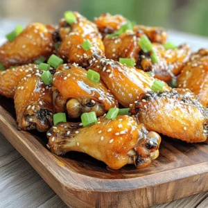 - 2 lbs chicken wings - 1/2 cup honey - 1/4 cup soy sauce - 4 cloves garlic, minced - 1 tablespoon fresh ginger, grated - 1 teaspoon sesame oil - 1/2 teaspoon black pepper - 1/4 teaspoon red pepper flakes (optional) - 2 green onions, thinly sliced - Sesame seeds To make honey garlic chicken wings, you need a few simple ingredients. Start with fresh chicken wings. They are the star of this dish. The honey and soy sauce create a tasty glaze. You will also need garlic and ginger for a punch of flavor. Aromatics like minced garlic and grated ginger add depth. Sesame oil brings a nutty taste. Black pepper adds warmth, while red pepper flakes give a little heat. You can skip them if you prefer mild wings. For garnishing, green onions and sesame seeds add color and crunch. These simple toppings make the dish pop. Remember, the quality of your ingredients matters. Using fresh products will enhance your flavor. To explore the full recipe, check the details provided. To make the marinade, you need to mix a few simple ingredients. In a medium bowl, whisk together: - 1/2 cup honey - 1/4 cup soy sauce - 4 cloves garlic, minced - 1 tablespoon fresh ginger, grated - 1 teaspoon sesame oil - 1/2 teaspoon black pepper - 1/4 teaspoon red pepper flakes (optional for heat) This mix gives a sweet and savory flavor. Marinating time is key. Allow the wings to soak in the marinade for at least an hour. This time helps the flavors blend and makes the wings taste amazing. When marinating, use a large resealable bag or a shallow dish. Place the chicken wings inside. Pour the marinade over the wings, making sure they are well coated. Seal the bag or cover the dish tightly. Refrigerate the wings for at least one hour. For the best taste, you can marinate them overnight. This extra time allows the flavors to soak in more deeply. Before baking, preheat your oven to 400°F (200°C). This step is important for even cooking. While the oven heats, line a baking sheet with aluminum foil. This makes cleanup easy. Place a wire rack on top of the baking sheet. Arrange the marinated wings in a single layer on the rack. This position helps them cook evenly and get crispy. Now, you’re ready to bake! Cook the wings for 25 to 30 minutes. Flip them halfway through to ensure they brown nicely. For more details, check out the Full Recipe. To make your chicken wings crispy, here are some great tips. First, dry your wings with paper towels. Removing moisture helps them crisp up better. Next, use a wire rack. This lets air circulate around the wings while they bake. You can also toss them in a bit of cornstarch. This adds a nice crunch! If you want more options, try frying wings. Frying gives a super crispy texture. You can also use an air fryer for fast and crispy wings. You can change the sweetness or spice of your honey garlic chicken wings easily. If you want it sweeter, add more honey. If you like spice, add more red pepper flakes. You can also try different sauces. For a tangy twist, add some lime juice or vinegar. For a richer flavor, consider teriyaki sauce. Mixing flavors can create a dish that suits your taste. Cooking times can vary based on your oven. If you have a convection oven, your wings might cook faster. Check them at 20 minutes. If they are not golden brown, bake them a bit longer. If you are cooking in batches, keep the first batch warm in an oven set to low. This way, all your wings stay hot when serving. Adjust your timing based on how many wings you cook at once. {{image_2}} You can cook honey garlic chicken wings in different ways. Grilling adds a smoky flavor. Just marinate the wings, then place them on the grill. Grill for about 15-20 minutes, turning often. This method gives a nice char and flavor. The oven is another great choice. Preheat to 400°F (200°C). Bake the wings for 25-30 minutes, flipping halfway. This method keeps them juicy and crispy. You can also use an air fryer. It cooks wings quickly and makes them extra crispy. Set the air fryer to 375°F (190°C) and cook for 25 minutes. Shake the basket halfway for even cooking. Spices and sauces can change the taste of your wings. Try adding cayenne pepper for heat. You can also mix in some barbecue sauce for a sweet twist. Different regions have their own takes on honey garlic wings. In Asian cuisine, you might add sesame oil and scallions. In the South, a dash of hot sauce brings a unique kick. Want a healthier version of honey garlic wings? Use skinless chicken wings. This cuts down on fat. You can also swap honey for agave nectar for a lower-calorie sweetener. Serve these wings with fresh veggies or a salad. Carrot and celery sticks pair well with the sweet sauce. This adds crunch and fresh flavor to the meal. For the full recipe, check out the [Full Recipe]. To keep your honey garlic chicken wings fresh, cool them quickly. Place the wings in a shallow dish to help them cool faster. Once they are at room temperature, transfer them to an airtight container. This helps keep the wings moist and flavorful. If you have a lot of wings, you can layer them with parchment paper. This prevents them from sticking together in the container. When you want to enjoy leftovers, reheating is key. The best way to reheat wings is in the oven. Preheat your oven to 350°F (175°C). Spread the wings on a baking sheet in a single layer. Heat for about 10-15 minutes, until they are hot. This method keeps the wings crispy. If you prefer using a microwave, cover the wings with a damp paper towel. Heat in short bursts to prevent drying out. Check often to avoid sogginess. If you have extra wings, freezing is a great option. First, let the wings cool completely. Place them in a freezer-safe bag or container. Squeeze out as much air as possible before sealing. Label the bag with the date. For best taste, use them within three months. When you want to eat them, thaw in the fridge overnight. You can also reheat them straight from the freezer, but it may take longer to cook. Yes, you can make honey garlic chicken wings ahead of time. To prep them, follow these best practices: - Marinate in Advance: Marinate the wings the night before. This helps the flavors soak in well. - Refrigerate: Store the marinated wings in the fridge until you’re ready to bake. - Bake Later: You can bake them fresh when you need them, which keeps them crispy. You can serve honey garlic chicken wings with many tasty side dishes and drinks. Here are some great options: - Sides: - Celery sticks - Carrot sticks - Garlic bread - Rice or quinoa - Coleslaw - Beverages: - Beer - Lemonade - Sweet tea - A light, fruity wine These options will balance the sweet and savory flavors of the wings. To adjust the spice level in your honey garlic chicken wings, follow these tips: - Add More Heat: Include more red pepper flakes for extra spice. - Use Hot Sauce: Mix in your favorite hot sauce in the marinade for a different heat level. - Reduce Heat: If you want milder wings, skip the red pepper flakes entirely. Feel free to experiment to find your perfect balance. For the full recipe, check out the complete instructions. Honey garlic chicken wings are a simple and tasty treat. Remember to marinate the wings well for great flavor. Baking techniques can help make them crispy. Don't be afraid to play with spices and sauces to find your favorite twist. Store leftovers correctly to enjoy later and avoid waste. With these tips and ideas, you can make wings for any occasion. Enjoy experimenting with flavors and cooking methods to wow your guests!