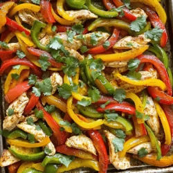To make delicious sheet pan fajitas, gather these key ingredients. They create the perfect blend of flavors. - 1 lb chicken breast, thinly sliced - 1 red bell pepper, sliced - 1 yellow bell pepper, sliced - 1 green bell pepper, sliced - 1 red onion, sliced - 3 tablespoons olive oil - 2 teaspoons chili powder - 1 teaspoon cumin - 1 teaspoon garlic powder - 1 teaspoon onion powder - 1 teaspoon paprika - Salt and pepper to taste - Fresh cilantro, chopped (for garnish) - Tortillas (for serving) You need chicken breast and colorful veggies to start. The bell peppers add crunch and sweetness. The red onion gives a nice flavor too. Next, we need spices and seasonings. Chili powder and cumin add a warm kick. Garlic and onion powder bring depth to the dish. Paprika adds a hint of smokiness. Finally, we have tortillas and garnish. These wrap up your fajitas and make them fun to eat. Fresh cilantro brightens the meal. You can find the full recipe with all these details to help you cook this dish perfectly. Start by preheating your oven to 425°F (220°C). This step warms the oven for even cooking. Next, grab a large bowl. In this bowl, combine the sliced chicken breast, red bell pepper, yellow bell pepper, green bell pepper, and red onion. These colorful veggies add great taste. In a small bowl, whisk together the olive oil, chili powder, cumin, garlic powder, onion powder, paprika, salt, and pepper. This spice mix boosts flavor. Pour this mix over the chicken and vegetables. Toss everything until they are well coated. This helps the spices stick. Now, spread the chicken and veggie mixture evenly on a large sheet pan. Make sure it is in a single layer. This layout allows for even cooking. Bake in the preheated oven for about 20 to 25 minutes. Stir the mixture halfway through to ensure even cooking. The chicken should be cooked through, and the veggies should be tender. Once you take the sheet pan out of the oven, let it cool for a couple of minutes. Warm tortillas are great for serving. Scoop the fajita mixture into the tortillas. You can add fresh cilantro on top for a burst of flavor. For extra fun, try adding toppings like sour cream or salsa. This makes every bite tasty! For the full recipe, check out the detailed instructions. To make the best sheet pan fajitas, pay attention to cooking times. Bake your fajitas for 20-25 minutes at 425°F (220°C). This helps the chicken cook through while keeping the veggies tender. Halfway through baking, stir the mixture. This ensures all ingredients cook evenly and get that nice caramelization. Using fresh herbs can elevate your dish. I love adding chopped cilantro after baking. It adds a burst of flavor and color. Feel free to experiment with other herbs too, like oregano or parsley. Choosing the right sheet pan is key. A large, rimmed sheet pan works best. It gives enough space for the chicken and veggies to roast without crowding. This helps them get nice and crispy. You will need some essential utensils for preparation. A sharp knife makes slicing the chicken and veggies easy. A large mixing bowl is great for tossing everything together. Lastly, a spatula or wooden spoon is perfect for spreading the mixture on the pan. For the full recipe, see the section above. {{image_2}} You can switch up the protein in your fajitas. Chicken is great, but beef or shrimp also works well. For beef, use thin slices of flank steak. Season it the same way as the chicken. Shrimp cooks quickly, so adjust your baking time. Bake them for just 10-15 minutes. If you're looking for a vegetarian or vegan option, try using portobello mushrooms or tofu. Slice them into strips and marinate them in the same spice mix. This change keeps the flavors bold and satisfying. These options let everyone enjoy this meal. You can easily change the spice level in your fajitas. If you love heat, add more chili powder or some cayenne pepper. For a milder taste, reduce the spices. This makes the dish more fun for everyone. Adding different vegetables can also change the flavor. Try zucchini, corn, or even sweet potatoes. These veggies add sweetness and texture. Mix and match to find your favorite combo. The colorful mix makes your fajitas more appealing and tasty. For the full recipe, check out the detailed instructions above. To store your fajitas, let them cool first. Place the leftovers in an airtight container. This keeps them fresh and tasty. You can also use a resealable plastic bag. Make sure to squeeze out the air. The recommended shelf life is about three to four days in the fridge. For the best taste, reheat your fajitas in the oven. Preheat the oven to 350°F (175°C). Spread the fajitas on a baking sheet and cover with foil. Heat for about 10-15 minutes. This keeps them warm and juicy. You can also use a microwave for quick reheating. Place the fajitas in a microwave-safe dish. Cover with a damp paper towel to keep them moist. Heat for one to two minutes, checking halfway through. Enjoy your meal again! How long does it take to cook Sheet Pan Fajitas? It takes about 20-25 minutes to cook Sheet Pan Fajitas. Preheat your oven to 425°F (220°C) first. Then, bake until the chicken is cooked through and the veggies are tender. Remember to stir halfway for even cooking. Can I use frozen chicken for this recipe? Using frozen chicken is not ideal for this recipe. Frozen chicken takes longer to cook and may not get the right texture. It’s best to use fresh or thawed chicken for the best results. What sides pair well with Sheet Pan Fajitas? You can serve Sheet Pan Fajitas with a variety of sides. Some great choices are: - Mexican rice - Black beans - Corn salad - Guacamole - Salsa Are Sheet Pan Fajitas healthy? Yes, Sheet Pan Fajitas can be healthy! They include lean chicken and lots of colorful veggies. You control the oil and spices, making this dish a good choice for a balanced meal. Can the recipe be doubled? Yes, you can double the recipe! Just make sure your sheet pan has enough space. If not, use two pans to ensure even cooking. More fajitas mean more flavor and fun at dinner! You learned about making tasty Sheet Pan Fajitas using simple ingredients like chicken, spices, and veggies. I shared step-by-step instructions for prep, cooking, and serving. You now know tips to perfect your dish and some fun variations if you want to mix things up. Plus, I covered how to store leftovers and answer common questions. Enjoy exploring this easy recipe. You’ll impress your family and friends with your new skills!