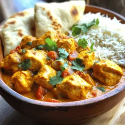 To make a tasty chicken tikka masala, you'll need: - 1.5 lbs boneless, skinless chicken thighs, cut into bite-sized pieces - 1 cup plain yogurt - 2 tablespoons lemon juice - 2 tablespoons garam masala - 1 tablespoon ground cumin - 1 teaspoon turmeric - 1 teaspoon paprika - 1 teaspoon salt - 1/2 teaspoon black pepper - 2 tablespoons vegetable oil - 1 medium onion, finely chopped - 4 cloves garlic, minced - 1 tablespoon ginger, minced - 1 can (14 oz) crushed tomatoes - 1 cup coconut milk These ingredients work together to create rich, bold flavors in your dish. The chicken thighs stay juicy and tender. The yogurt helps to marinate and flavor the chicken. The spices create warmth and depth, while the coconut milk adds creaminess. For the best experience, consider adding: - Fresh cilantro for garnish - Suggested serving options: steamed rice or warm naan Fresh cilantro brightens the dish and adds a pop of color. Rice or naan acts as the perfect base to soak up the delicious sauce. Enjoy every bite with these tasty accompaniments! For the full recipe, check out the complete instructions above. - Ingredients for the marinade: - 1 cup plain yogurt - 2 tablespoons lemon juice - 2 tablespoons garam masala - 1 tablespoon ground cumin - 1 teaspoon turmeric - 1 teaspoon paprika - 1 teaspoon salt - 1/2 teaspoon black pepper Start by mixing the yogurt, lemon juice, and spices in a bowl. This mixture flavors the chicken and makes it tender. Add the chicken pieces, making sure they are well coated. Marinate for at least 30 minutes, or overnight for the best flavor. - Sautéing aromatics: Set the Instant Pot to 'Sauté' mode. Heat two tablespoons of vegetable oil. Add one finely chopped onion and cook for about five minutes. You want it to be soft and clear. Next, stir in four minced garlic cloves and one tablespoon of minced ginger. Cook for one more minute. This brings out great flavors. - Adding chicken and sauce ingredients: Stir in the marinated chicken and all the marinade. Cook for three to five minutes until the chicken turns white on the outside. Now, add one can of crushed tomatoes and one cup of coconut milk. Mix everything well so the flavors blend. - Pressure cooking details: Cancel 'Sauté' mode. Close the lid and set the Instant Pot to 'Pressure Cook' on high for ten minutes. Once it finishes, let the pressure drop naturally for five minutes. Then, switch to quick release to let out any extra pressure. - Adjusting consistency: Carefully open the lid and stir the chicken tikka masala. Taste it, and add salt if needed. If the sauce is too thick for your liking, add a little water or more coconut milk to thin it out. - Serving suggestions: Serve the chicken tikka masala hot. Garnish with fresh chopped cilantro. Pair it with steamed rice or warm naan for a complete meal. Enjoy this flavorful delight! To make tender chicken, marinating is key. The yogurt and lemon juice help break down the chicken's fibers. I suggest marinating for at least 30 minutes. For best results, try overnight in the fridge. This makes the chicken juicy and flavorful. When using the Instant Pot, ensure the chicken is in a single layer. This helps it cook evenly. Avoid overcrowding. Cook in batches if you need to. You can add more spices for extra flavor. Try adding cardamom, cinnamon, or chili powder. Each spice brings a unique taste. If you like it spicy, use fresh chilies. You can also adjust the heat by adding less chili powder or paprika. Taste as you go to find your perfect balance. For this recipe, use the 'Pressure Cook' setting on high. This cooks the chicken quickly and keeps it moist. After cooking, let the pressure release naturally for 5 minutes. This helps keep the chicken tender. Cleaning your Instant Pot is easy. Make sure to wash the inner pot with warm, soapy water. Check the seal and vent for any food debris. Proper care will help your Instant Pot last longer. {{image_2}} You can swap chicken for chickpeas or tofu. Chickpeas add protein and texture. Tofu soaks up flavors well. For the sauce, use coconut milk for creaminess. If you want a richer taste, try cashew cream instead. These swaps keep the dish tasty and filling. You can change the flavor by adding fruit like mango or peach. This gives a sweet twist to the dish. For heat variations, use different chili types. Jalapeños add warmth, while serranos pack more heat. Adjust spices to fit your taste buds. Serve your chicken tikka masala with grains like basmati rice or quinoa. Naan bread is great for scooping up sauce. You can also add a fresh salad or roasted vegetables. These sides balance the rich flavors of the dish. Explore your options for a complete meal. For the full recipe, check out the section above. Store any leftover chicken tikka masala in the fridge. Use an airtight container to keep it fresh. It will last for 3 to 4 days in the fridge. Make sure to let it cool before sealing the container. You can also separate the sauce from the chicken if you prefer. You can reheat your chicken tikka masala in the microwave or on the stovetop. For the microwave, place it in a bowl and cover it. Heat in short bursts, stirring in between to avoid hot spots. If you use the stovetop, heat it slowly in a pan over low heat. Add a splash of coconut milk to keep the sauce creamy. To freeze the chicken tikka masala, place it in a freezer-safe container. Leave some space at the top for expansion. It can stay frozen for up to 3 months. When ready to eat, thaw it in the fridge overnight. Reheat it on the stovetop, adding a bit of water or coconut milk to maintain the sauce’s smooth texture. Yes, you can use chicken breasts. However, thighs are juicier. Chicken breasts may dry out faster. Adjust cooking time to avoid overcooking. Thighs offer a richer taste. This adds depth to your chicken tikka masala. To reduce spice, use less garam masala. You can also skip the black pepper. Adding more yogurt or coconut milk cools the heat. A bit of sugar can balance flavors too. Taste your sauce as you go. This way, you find the right spice level for you. Yes, you can use a regular pot or slow cooker. For a pot, follow the same steps but cook longer. Simmer for about 30-40 minutes until chicken is tender. In a slow cooker, combine all ingredients and cook on low for 6-8 hours. Both methods yield great flavor, just take more time. You now have a complete guide to making Instant Pot Chicken Tikka Masala. We covered key ingredients like chicken thighs, spices, and aromatics. Step-by-step instructions took you from marinating to serving this dish. You learned tips for tender chicken and enhancing flavors. Variations allow you to customize this meal based on your taste. With proper storage and reheating tips, leftovers won’t go to waste. Enjoy your cooking adventure! Every bite will be worth it.
