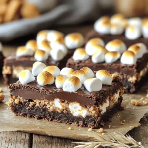 To make S'mores Brownie Bars, you need key ingredients. Here’s what you must have: - 1 cup unsalted butter, melted - 1 cup granulated sugar - 1 cup brown sugar, packed - 4 large eggs - 2 teaspoons vanilla extract - 1 cup all-purpose flour - 1 cup unsweetened cocoa powder - 1 teaspoon baking powder - 1/2 teaspoon salt - 1 cup mini marshmallows - 1 cup graham cracker crumbs - 1 cup chocolate chips (semi-sweet or milk chocolate) - Extra mini marshmallows and graham cracker crumbs for topping These ingredients create a rich and gooey brownie base. The combination of chocolate, marshmallows, and graham crackers gives you that classic s'mores flavor. You can add ingredients to make your bars even better. Try these options: - Nuts like walnuts or pecans for crunch - Peanut butter chips for a nutty twist - Different types of chocolate, like dark chocolate or white chocolate Adding these items can change the taste and texture. They can make your S'mores Brownie Bars unique and fun. You can modify the recipe for dietary needs. Here are some good swaps: - For gluten-free options, use gluten-free flour instead of all-purpose flour. - To make it vegan, use flax eggs instead of regular eggs and plant-based butter. - Replace regular chocolate chips with dairy-free chocolate chips for a vegan version. These substitutions let everyone enjoy S'mores Brownie Bars, no matter their diet. You can still keep that delicious flavor while being mindful of different preferences. For the full recipe, check out the details above. Start by preheating your oven to 350°F (175°C). This helps the brownies bake evenly. Grease a 9x13 inch baking pan with butter or line it with parchment paper. Lining makes it easy to lift the brownies out later. In a large bowl, mix the melted butter with granulated and brown sugar. Stir until the mix looks creamy. Then, add the eggs, one at a time, and mix well. Pour in the vanilla extract for flavor. In another bowl, whisk the flour, cocoa powder, baking powder, and salt. Slowly add this dry blend to the wet mix. Stir just until you don't see any flour. Now, fold in the graham cracker crumbs and chocolate chips. Finally, add mini marshmallows gently. Pour the brownie mix into your prepared pan. Spread it out evenly. Bake for 25-30 minutes. To check, insert a toothpick into the center. It should come out with a few moist crumbs. Once baked, take the pan out and sprinkle extra mini marshmallows and graham cracker crumbs on top. Turn on the broiler and return the pan to the oven. Watch closely! Broil for 1-2 minutes until the marshmallows are golden. After that, let the bars cool for ten minutes before cutting. Enjoy your gooey treat! For the full recipe, check the previous section. For the best texture, mix your batter well but don’t overmix. Overmixing can make brownies tough. When you fold in the mini marshmallows and chocolate chips, do it gently. This keeps them whole and adds nice pockets of gooeyness. Bake until a toothpick comes out with a few moist crumbs, not clean. This ensures a fudgy center. Once cooled, store your bars in an airtight container. This keeps them fresh and soft. If you want to keep them longer, wrap the bars tightly in plastic wrap, then foil. This will help prevent freezer burn. They can last up to three months in the freezer. Just thaw them in the fridge overnight before enjoying. Serve your S'mores Brownie Bars warm for the best taste. They pair well with vanilla ice cream or whipped cream. You can also drizzle with chocolate syrup for extra sweetness. For a fun twist, add some crushed graham crackers on top before serving. This gives a nice crunch and enhances the s'mores flavor. {{image_2}} To make gluten-free s'mores brownie bars, swap all-purpose flour with a gluten-free blend. Look for a blend that works well for baking. This will keep the texture light and chewy. You can also use gluten-free graham cracker crumbs. Many brands offer these, making it easy to stay gluten-free. For a vegan version, replace eggs with flax eggs. Mix one tablespoon of ground flaxseed with three tablespoons of water. Let it sit until it thickens. Use a plant-based butter instead of regular butter. Choose vegan chocolate chips and make sure your graham crackers are vegan-friendly. These small changes keep the bars delicious and cruelty-free. You can customize your s'mores brownie bars with different flavors. Add chopped nuts like walnuts or pecans for a crunchy texture. Experiment with different types of chocolate chips, such as dark chocolate or white chocolate. This adds a new layer of flavor. Try swapping some graham cracker crumbs for crushed cookies, like Oreos, for a fun twist. Each variation makes the bars unique and special. For the full recipe, check out the details above! To keep your S'mores Brownie Bars fresh, store them in an airtight container. This helps retain moisture. Place a piece of parchment paper between layers to avoid sticking. They last up to five days at room temperature. If you want them to last longer, refrigeration is a good option. Just remember to seal them tightly. Freezing is a great way to save your S'mores Brownie Bars for later. Let them cool completely before freezing. Cut them into squares and wrap each one in plastic wrap. Then, place all the wrapped bars in a freezer-safe bag. They can last up to three months in the freezer. Label the bag with the date to track freshness. When you’re ready to enjoy your frozen S'mores Brownie Bars, take them out of the freezer. Let them thaw in the fridge overnight for the best results. If you want a warm treat, pop them in the microwave for 10-15 seconds. This will make them soft and gooey again. Enjoy your delicious bars as if they were fresh out of the oven! S'mores Brownie Bars are a fun treat that mix brownies and s'mores flavors. They have a rich brownie base topped with gooey marshmallows, chocolate chips, and crunchy graham cracker crumbs. You can enjoy the taste of a campfire treat in a convenient bar form. This recipe combines the best of both worlds for a delicious dessert. Yes, you can use a different pan size. If you use a smaller pan, the bars may take longer to bake. A larger pan will make the bars thinner and bake faster. Just keep an eye on them while they bake to avoid overcooking. S'mores Brownie Bars can last up to five days when stored in an airtight container. They taste best when fresh, but you can still enjoy them even after a few days. If you store them in the fridge, they might last a bit longer. You can serve S'mores Brownie Bars with a scoop of vanilla ice cream or a drizzle of chocolate sauce. Fresh fruit, like strawberries or raspberries, adds a nice touch too. Try pairing them with a glass of cold milk for a classic combo. To reheat S'mores Brownie Bars, place them in the microwave for about 10-15 seconds. This warms them up and makes the chocolate a bit gooey again. If you prefer a crispy edge, you can warm them in the oven at 350°F for 5-10 minutes. Just keep an eye on them! S'mores brownie bars are fun and tasty treats. We covered essential and optional ingredients, plus substitutions for diets. You'll find step-by-step instructions for baking and tips for perfecting texture. Don't forget the variations and storage info for freshness. These simple changes can elevate your treats and keep them delicious. Now, go ahead and enjoy your s'mores brownie bars with family and friends!