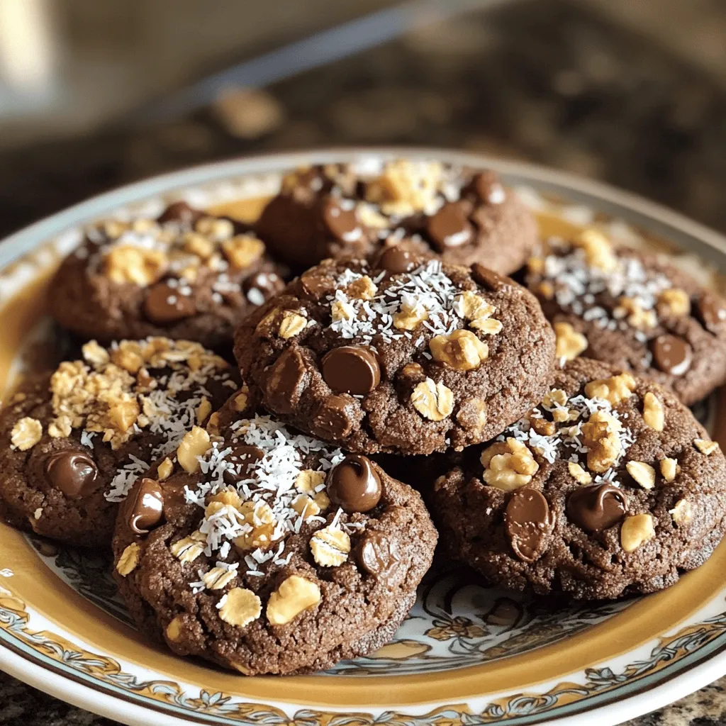 When making No-Bake Chocolate Oatmeal Cookies, you need a few simple ingredients. Having everything ready makes the process quick and fun. Here’s what you need: - 1 cup rolled oats - ½ cup unsweetened cocoa powder - ½ cup natural peanut butter - ½ cup honey or maple syrup - ¼ cup almond milk (or any milk of choice) - ¼ cup shredded coconut (unsweetened) - ½ teaspoon vanilla extract - A pinch of sea salt - Optional toppings: crushed nuts, chocolate chips, or sea salt flakes These ingredients come together to create a rich and chewy treat. Each one plays a key role. The oats provide a hearty base, while the cocoa powder gives a deep chocolate flavor. Peanut butter adds creaminess and protein, making each bite satisfying. Honey or maple syrup brings natural sweetness. Almond milk keeps the mixture smooth, while shredded coconut adds a nice texture. Vanilla extract enhances the flavor, making it even more delicious. A pinch of sea salt balances the sweetness. You can even get creative with toppings! Add crushed nuts or chocolate chips for extra crunch. Enjoy experimenting with these ingredients in your kitchen. For the full recipe, check out the details above. First, grab a medium saucepan. Add the peanut butter, honey (or maple syrup), cocoa powder, almond milk, vanilla extract, and a pinch of sea salt. Heat this mixture over low heat. Stir continuously as it warms up. Keep stirring for about 3 to 5 minutes. You want it to be smooth and well combined. This chocolate mixture is the base for your cookies. Once the chocolate mixture is smooth, remove the saucepan from heat. Now, it's time to add the rolled oats and shredded coconut. Pour them in and stir well. Make sure every oat and coconut flake gets coated in the chocolate. This step is key for flavor and texture. Allow the mixture to cool for a little bit. Then, use a tablespoon to scoop out portions. Shape each scoop into a round cookie and place them on a parchment-lined baking sheet. If you want, sprinkle crushed nuts or chocolate chips on top. After shaping, put the cookies in the fridge. Chill them for at least 30 minutes to firm up. This helps hold their shape. Enjoy your no-bake cookies soon after! For the Full Recipe, check the earlier section. To get the right texture for your cookies, start with the mixture. You want it to be thick but still sticky. If it seems too dry, add a bit more almond milk. If it’s too wet, add more oats. Finding that balance is key for great cookies. Next, adjust the sweetness level to your taste. Honey and maple syrup are sweet, so taste the mixture before you shape the cookies. You can always add a little more sweetener if you like them sweeter. For a fun presentation, arrange the cookies on a colorful plate. You can sprinkle shredded coconut around them for extra flair. This adds a nice touch and makes the cookies pop. Pair your cookies with a glass of cold almond milk. This classic combo makes for a delightful snack. You can also serve them with a hot cup of coffee or tea for a warm treat. One common mistake is overheating the mixture. If you cook it too long, the cookies can become hard. Always keep the heat low and stir gently until smooth. Another mistake is neglecting to chill the cookies. If you skip the fridge step, they might fall apart. Make sure to chill them for at least 30 minutes to help them set. For the full recipe, check the details above! {{image_2}} You can make your cookies even healthier by swapping out the peanut butter. Try using almond or cashew butter instead. These nut butters add unique flavors and healthy fats. They also change the texture slightly, making the cookies creamier. Another easy swap is to use low-calorie sweeteners. If you want fewer calories, try using stevia or monk fruit instead of honey or maple syrup. This keeps your cookies sweet but helps reduce sugar intake. Adding spices is a fun way to boost flavor. A dash of cinnamon or nutmeg can give your cookies a warm, cozy taste. Just a little goes a long way, so start small and adjust to your liking. You can also use flavored extracts. Add a drop of mint or orange extract for a fresh twist. This small change can transform your cookies from simple to gourmet! Mix-ins can make your cookies extra special. Consider adding dried fruits like raisins or cranberries. They provide natural sweetness and a chewy texture that pairs well with the chocolate. You can also experiment with different types of chocolate. Use dark chocolate for a richer taste or white chocolate for a sweet contrast. Each option brings its own flavor and can change your cookie experience. Try out these variations to create your own unique batch of no-bake chocolate oatmeal cookies! For the complete recipe, check out the Full Recipe section. To keep your no-bake chocolate oatmeal cookies fresh, store them in an airtight container. This helps prevent moisture from making your cookies soggy. I recommend using a glass or plastic container with a tight seal. If you prefer, you can also layer parchment paper between the cookies to avoid sticking. Keep them in the refrigerator for best results. This way, they stay firm and tasty. You can freeze these cookies for later enjoyment. First, let them cool completely. Then, place them in a single layer on a baking sheet. Freeze them for about an hour until firm. After that, transfer the cookies to an airtight container or freezer bag. Be sure to separate layers with parchment paper. To thaw, simply take them out and let them sit at room temperature for about 30 minutes. You can also pop them in the fridge overnight. For optimal freshness, these cookies last about one week in the fridge. If frozen, they can stay good for up to three months. Look for signs of spoilage to know if they are still okay. If you see any mold or smell an off odor, it’s best to throw them away. Enjoying them while they are fresh ensures you get the best flavor and texture. No-Bake Chocolate Oatmeal Cookies stay fresh for about a week. Store them in an airtight container in the fridge. This keeps them firm and tasty. If you want them to last longer, you can freeze them. Just make sure to wrap them well to prevent freezer burn. Yes, you can! Here are some common substitutions: - Peanut butter: Use almond or cashew butter instead. - Sweeteners: Maple syrup or agave syrup can replace honey. - Milk: Any milk works, like oat or soy milk. - Coconut: If you don't have shredded coconut, skip it or use nuts. These swaps won't change the taste too much. They make the cookies fit your needs. If your cookies crumble, there are a few fixes. - Too much dry ingredient: Add a bit more peanut butter or honey. - Not enough moisture: Mix in a little more almond milk. - Overmixing: Stir just until combined. This keeps the texture right. These tips should help you make perfect cookies every time. For the full recipe, check out the detailed instructions. You can make delicious no-bake chocolate oatmeal cookies with a few simple steps. We discussed key ingredients, like oats and cocoa, and shared easy instructions to help you. Tips on texture and presentation ensure your cookies impress everyone. Consider fun mix-ins for extra flavor and know how to store them properly for freshness. These cookies are quick, tasty, and perfect for sharing. Enjoy creating your own treats!