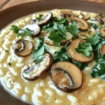 - 1 cup Arborio rice - 4 cups vegetable broth - 2 cups mushrooms (cremini or button), sliced - 1 small onion, finely chopped - 2 cloves garlic, minced - 1 cup fresh spinach, roughly chopped - 1 cup grated Parmesan cheese (or nutritional yeast for a vegan option) - 2 tablespoons olive oil - 2 tablespoons butter (or vegan butter) - Salt and pepper to taste - Fresh parsley, chopped (for garnish) When making creamy mushroom risotto, the choice of Arborio rice is key. This rice has a high starch content. It helps create that creamy texture we all love. Vegetable broth adds depth and flavor. I recommend using low-sodium broth. This way, you can control the saltiness of your dish. Mushrooms are the star here. You can use cremini or button mushrooms. Both offer rich flavors. Onion and garlic bring a savory base. They add aroma and taste to the dish. Fresh spinach adds color and nutrients. It wilts nicely into the risotto. For a cheesy finish, use Parmesan cheese. If you prefer a vegan option, nutritional yeast works well. It adds a cheesy flavor without dairy. Olive oil and butter create a rich flavor. They help sauté the onions and mushrooms. Lastly, don’t forget seasonings like salt and pepper. They enhance the overall taste of the risotto. - For a vegan option, use vegan butter alternatives like coconut oil or avocado oil. - If you're gluten-free, check for gluten-free options for broth or cheese. Some brands offer gluten-free cheese. - I recommend recommended mushroom types like shiitake or portobello for more flavor. Each serving of creamy mushroom risotto has about 300 calories. The macronutrient breakdown is roughly: - Carbohydrates: 50g - Protein: 9g - Fats: 10g For dietary considerations, this recipe can be vegan and gluten-free with simple swaps. This makes it suitable for many diets. If you have any specific dietary needs, adjust the ingredients to fit your lifestyle. For the complete recipe, check out the [Full Recipe]. 1. Preparing the broth: Start by heating 4 cups of vegetable broth in a medium saucepan over low heat. This keeps it warm for cooking. 2. Chopping vegetables: Finely chop 1 small onion and 2 cloves of garlic. Slice 2 cups of mushrooms. You can use cremini or button mushrooms. Set aside the chopped ingredients for later. 1. Sautéing onions and mushrooms: In a large skillet, heat 2 tablespoons of olive oil and 1 tablespoon of butter over medium heat. Add the chopped onion and sauté for 3-4 minutes until it turns soft. Then, add the garlic and mushrooms. Cook for about 5-7 minutes. The mushrooms should be tender and have released their moisture. 2. Toasting Arborio rice: Stir in 1 cup of Arborio rice with the onion and mushroom mix. Cook for 1-2 minutes, stirring often. This helps the rice toast lightly, giving it great flavor. 3. Gradually adding broth: Begin adding the warm vegetable broth one ladle at a time. Stir often and wait until the rice absorbs most of the liquid before adding more. Keep this going for about 18-20 minutes. The rice will become creamy and al dente. 1. Incorporating spinach and cheese: In the last 5 minutes of cooking, stir in 1 cup of roughly chopped fresh spinach. Add the remaining tablespoon of butter. This makes the spinach wilt and blend well. 2. Adjusting seasoning: Once the rice is done, mix in 1 cup of grated Parmesan cheese. If you prefer, you can use nutritional yeast for a vegan option. Season with salt and pepper to taste. Garnish with fresh chopped parsley before serving. You can find the full recipe [Full Recipe]. To make creamy mushroom risotto, stirring is key. You need to stir often. This helps the rice release starch. The starch creates that creamy texture. Recognizing doneness is simple. The rice should be tender but still firm. It should have a slight bite, called al dente. When it reaches this point, it’s ready for the next step. Adding herbs and spices boosts flavor. Fresh thyme or rosemary works well. You can also use a pinch of nutmeg for warmth. Experiment with your favorites to find what you love. Different cheeses can add depth. Parmesan is classic, but try goat cheese for tang. For a vegan option, nutritional yeast gives a cheesy flavor. One common mistake is overcooking the rice. If you cook it too long, it turns mushy. Keep an eye on the rice and taste as you go. Another mistake is skipping the broth warming step. Warm broth helps the rice cook evenly. Cold broth can shock the rice and affect texture. Always keep it warm while you cook. For the full recipe, click here: [Full Recipe]. {{image_2}} You can easily make this dish dairy-free. Simply swap out the butter and cheese. Use vegan butter instead of regular butter. For cheese, nutritional yeast works great. It adds a cheesy flavor without dairy. You can also try cashew cream for extra creaminess. Blend soaked cashews with water until smooth. This gives a rich texture that is hard to beat. One-pan mushroom risotto is a game changer. It simplifies the cooking process and saves time. You can cook everything in one pot, from the onions to the rice. This method cuts down on cleanup, making it easy. Start by sautéing the onion in olive oil. Then add mushrooms, rice, and broth all in the same pan. Stir as you go, and you’ll get creamy risotto with less mess. Seasonal vegetables can change the flavor of your risotto. In spring, add asparagus or peas for a fresh taste. In fall, use pumpkin or butternut squash for warmth. This recipe adapts well to different flavors. You can mix in spinach, kale, or even roasted carrots. Each season brings new veggies, making this dish fun and versatile. Enjoy experimenting with what’s fresh and local! For the full recipe, check out the main article. To keep your creamy mushroom risotto fresh, use an airtight container. Glass or plastic containers work well. If you have a lot of risotto, divide it into smaller portions. This makes it easier to reheat later. You can refrigerate or freeze your risotto. Refrigerating is great for short-term storage. It stays fresh for about 3 days. If you want to save it longer, freezing is best. Just remember to leave some space in the container, as the risotto may expand. When reheating your risotto, the best method is to use the stovetop. Add a splash of vegetable broth or water to help bring back the creaminess. Heat it over low to medium heat, stirring often. You can also use a microwave, but it might not keep the same texture. If you choose this method, add a bit of liquid and cover the bowl. Stir halfway through to help it heat evenly. In the fridge, creamy mushroom risotto lasts for about 3 days. If you freeze it, it can last up to 2 months. Always check for signs of spoilage before eating. Signs of spoilage include a sour smell, changes in color, or an off texture. If you notice any of these, it’s best to throw the risotto away. Enjoy your creamy mushroom risotto safely! Creamy mushroom risotto takes about 30 minutes to cook. Here’s the breakdown: - Prep time: 10 minutes - Cooking time: 20 minutes You start by heating the broth. This keeps it warm for cooking. Then, you sauté the onions and mushrooms. After that, you toast the rice and gradually add the broth. Stir often until the rice is creamy and tender. Yes, you can make risotto in advance. To store it properly, let it cool first. Then, place it in an airtight container. You can keep it in the fridge for up to three days. When you are ready to eat, reheat it on the stove. Add a splash of broth or water to keep it creamy. Stir well as it heats. The best rice for risotto is Arborio rice. This rice has a high starch content. It gives risotto its creamy texture. You can also use Carnaroli or Vialone Nano rice. These types have similar qualities. Yes, mushroom risotto can be gluten-free. Make sure to use gluten-free vegetable broth. Also, check your cheese for any gluten. The main ingredients are rice and mushrooms, which are naturally gluten-free. You can add proteins to your risotto. Grilled chicken or shrimp work well. For a plant-based option, try chickpeas or tofu. These options add flavor and make the dish more filling. You can mix them in during the last few minutes of cooking. For the full recipe, visit [Full Recipe]. This risotto provides comfort and flavor with simple ingredients and easy steps. You learned about key components like Arborio rice, mushrooms, and seasonings. Using substitutes for dietary needs can make it fit for everyone. Following the tips and avoiding common mistakes will help you nail the texture and taste. Enjoy experimenting with variations, like the vegan or one-pan options. Remember to store leftovers properly for future meals. With this guide, you have all you need to make a delicious mushroom risotto that delights every time.