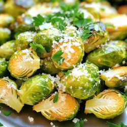 To make Crispy Garlic Parmesan Brussels Sprouts, you will need: - 1 pound Brussels sprouts, trimmed and halved - 4 tablespoons olive oil - 4 cloves garlic, minced - 1/2 cup grated Parmesan cheese - 1 teaspoon garlic powder - 1 teaspoon onion powder - 1/2 teaspoon red pepper flakes (optional) - Salt and black pepper to taste - Fresh parsley, chopped (for garnish) For this recipe, gather these kitchen tools: - A large mixing bowl - A baking sheet - A sharp knife - A cutting board - Measuring spoons - A spatula These tools help you prepare and cook the Brussels sprouts easily. To keep your Brussels sprouts fresh: - Store them in the fridge in a plastic bag. - Use them within a week for the best taste and texture. - Avoid washing them until you are ready to cook. Fresh Brussels sprouts taste better and add more crunch to the dish! You can find the full recipe in the section above. Start by gathering all your ingredients. You need: - 1 pound Brussels sprouts, trimmed and halved - 4 tablespoons olive oil - 4 cloves garlic, minced - 1/2 cup grated Parmesan cheese - 1 teaspoon garlic powder - 1 teaspoon onion powder - 1/2 teaspoon red pepper flakes (optional) - Salt and black pepper to taste - Fresh parsley, chopped (for garnish) Next, preheat your oven to 425°F (220°C). This high heat helps make the sprouts crispy. In a large bowl, mix the halved Brussels sprouts with olive oil, minced garlic, garlic powder, onion powder, and red pepper flakes if you like some heat. Add salt and black pepper to taste. Toss everything well to coat the Brussels sprouts evenly. Now, it’s time to roast! Spread the Brussels sprouts on a baking sheet in a single layer. This helps them cook evenly. Sprinkle the grated Parmesan cheese over them. Place the baking sheet in your preheated oven. Roast for 20-25 minutes, flipping the sprouts halfway through. This flip ensures they get crispy all over. When they turn golden brown, they’re done! Remove them from the oven and let them cool for a few minutes. To get the crispiest Brussels sprouts, remember these tips: - Make sure to dry the Brussels sprouts well after washing. - Use a large enough baking sheet so they don’t overcrowd. - A hot oven is key; don’t skip preheating. - Flipping them halfway helps them cook evenly. Follow these steps, and you’ll have perfectly crispy garlic Parmesan Brussels sprouts. For the full recipe, check out the complete guide. To get the best crispy Brussels sprouts, follow these steps: - Use fresh Brussels sprouts. Look for bright green, firm ones. - Cut them evenly. Halve each sprout so they cook at the same rate. - Avoid overcrowding. Spread them out on the baking sheet. This helps them crisp up. - Flip halfway through. Turn them at the 10-15 minute mark for even cooking. - Watch the oven. Each oven is different, so keep an eye on them. You can change the flavors easily: - Add spices. Try smoked paprika or cayenne for heat. - Use different cheeses. Feta or blue cheese give a unique taste. - Add sweetness. Drizzle with honey or balsamic glaze before serving. - Mix in nuts. Toasted walnuts or pecans add a nice crunch. - Experiment with herbs. Thyme or rosemary can boost the flavor. Here are some things to watch out for: - Not preheating the oven can lead to soggy sprouts. - Skipping oil will make them dry. Always coat them well. - Using frozen sprouts can result in a mushy texture. Fresh is best. - Not seasoning enough can lead to bland flavors. Season generously. - Ignoring cooking time. Check often to prevent burning. For the full recipe, refer back to the earlier section. Enjoy your cooking! {{image_2}} You can easily make this dish vegan. Swap out the Parmesan cheese for a plant-based version. Nutritional yeast also works well. It adds a cheesy flavor without the dairy. Use a mix of olive oil and vegan butter for richness. This keeps the sprouts crispy and tasty. If you like heat, add more red pepper flakes. You can also toss in some cayenne pepper. For a smoky flavor, try smoked paprika. A dash of sriracha or chili oil before serving adds a nice kick. Adjust the spice level to fit your taste. Feel free to play with different spices. For a fresh twist, add lemon zest. Herbs like thyme or rosemary work beautifully too. Garlic lovers can increase the garlic powder. Try Parmesan blends with other cheeses, like Pecorino Romano. Each change brings a unique flavor to your Brussels sprouts. For the full recipe, check out the Crispy Garlic Parmesan Brussels Sprouts. After you make Crispy Garlic Parmesan Brussels Sprouts, let them cool. Place them in an airtight container. They stay fresh in the fridge for about 3 days. Keep them away from moisture to keep them crispy. If you want to save Brussels sprouts for later, freezing works well. Spread the cooled sprouts on a baking sheet. Make sure they are not touching each other. Freeze for 1-2 hours. Then, transfer them to a freezer bag. They last up to 3 months in the freezer. When you're ready to cook, do not thaw them. To reheat, preheat your oven to 400°F (200°C). Place the sprouts on a baking sheet. Bake for about 10-15 minutes until they are hot and crispy again. You can also reheat them in an air fryer for 5-7 minutes. This helps keep the texture nice. Enjoy your meal again! For the full recipe, check out the detailed steps above. Crispy Garlic Parmesan Brussels sprouts stay fresh for about 3 to 5 days in the fridge. Store them in an airtight container. Make sure they cool down first before sealing. This helps keep them crispy longer. If you notice moisture, use a paper towel to absorb it. Yes, you can use frozen Brussels sprouts. However, they may not get as crispy. Thaw them first and pat them dry with a towel. This removes extra moisture. I recommend roasting them for a few extra minutes to get that nice crunch. Brussels sprouts pair well with many dishes. Here are some ideas: - Roast chicken or turkey - Grilled steak or pork chops - Quinoa or wild rice salads - Pasta with garlic and olive oil - A simple green salad with lemon dressing These pairings enhance the rich flavor of the Brussels sprouts. You can also serve them with a dipping sauce for a fun twist. For the full recipe, check out the Crispy Garlic Parmesan Brussels Sprouts recipe above. This blog post covers how to make Crispy Garlic Parmesan Brussels Sprouts. We detailed the key ingredients, tools, and tips for freshness. I guided you through every step, from prep to cooking. Essential tips helped you avoid common mistakes and customize flavors. We also explored variations like vegan options and spicy twists. Lastly, I shared storage tips and answered common questions. Enjoy making this dish. With practice, your crispy Brussels sprouts will impress everyone!