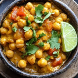 To make a great spicy chickpea curry, you need some key ingredients. Here they are: - 1 can (15 oz) chickpeas, drained and rinsed - 1 medium onion, finely diced - 3 cloves garlic, minced - 1 tablespoon fresh ginger, grated - 2 medium tomatoes, chopped - 1 can (14 oz) coconut milk - 2 tablespoons curry powder - 1 teaspoon turmeric powder - 1 teaspoon cumin seeds - 1 teaspoon red chili flakes (adjust to taste) - 2 tablespoons vegetable oil - Salt to taste - Fresh cilantro, for garnish - Juice of 1 lime These ingredients work together to create a rich and tasty dish. The chickpeas are the star, providing protein and texture. The coconut milk adds creaminess, while the spices bring heat and depth. If you want to add more taste, consider these optional ingredients: - Spinach or kale for extra greens - Bell peppers for sweetness and color - Peas for added texture - Cashews or almonds for crunch - A splash of soy sauce for umami Using these optional items can enhance the flavor and nutrition of your curry. Feel free to mix and match based on what you have at home. When shopping for your ingredients, always look for the freshest options. Here are some tips: - Choose chickpeas that are firm and free of cracks. - Pick onions that are smooth, firm, and heavy for their size. - Select garlic bulbs that are tight and plump. - Look for tomatoes that are ripe, with a deep color. - Coconut milk should be in a can, without any leaks or dents. Fresh ingredients make a big difference in flavor. Always take your time to choose the best ones. For the full recipe, visit the link provided. Start by heating vegetable oil in a large pan over medium heat. Add cumin seeds and let them sizzle for about 30 seconds. This step brings out their flavor. Next, add finely diced onion. Cook until golden brown, which takes about 5 to 7 minutes. After that, stir in minced garlic and grated ginger. Sauté these for 1 to 2 minutes until they smell great. Now, add chopped tomatoes to the pan. Cook while stirring for about 5 minutes, until they soften and break down. Now it’s time to mix in the spices. Sprinkle in curry powder, turmeric, and red chili flakes. Stir well to coat the onion-tomato mixture. Let this cook for an extra 2 minutes to blend the flavors. Add the drained and rinsed chickpeas, ensuring they mix well with the spices. Pour in the coconut milk and stir until everything combines. Bring the mixture to a simmer. Cook for 15 to 20 minutes so the sauce thickens and flavors meld together. Once the curry simmers, taste it and add salt to your liking. Just before serving, squeeze in the juice of one lime. This gives a nice tang to the dish. Remove from heat and garnish with fresh cilantro. Enjoy your delicious Spicy Chickpea Curry! For the full recipe, you can refer to the earlier section. To control the heat in your curry, start with less chili flakes. You can always add more as you cook. If the dish gets too spicy, add more coconut milk. This will cool the heat and keep the flavor rich. Lime juice also helps balance spicy notes, so don’t skip it. Using canned chickpeas is easy and quick. Just drain and rinse them well. For dried chickpeas, soak them overnight for the best texture. Cook them until tender before adding to your curry. This makes sure they blend well with the spices and sauce. One common mistake is not sautéing the onions long enough. They should be golden brown for the best flavor. Another mistake is adding salt too early. Salt can make the chickpeas tough if added at the start. Wait until the end to season with salt. Make sure to stir well when mixing in your spices. This helps release their full flavor. For the full recipe, check out the detailed instructions. {{image_2}} This spicy chickpea curry is already vegetarian and vegan. You can enjoy it without any meat or dairy. If you want, you can add tofu or tempeh for more texture. These options keep the dish plant-based. They also add a nice bite. You can marinate the tofu in spices before adding it to the curry. This boosts the flavor even more. Adding more veggies is a great way to make this dish even better. You can toss in spinach, kale, or bell peppers. These add color and nutrients. Cut them into small pieces so they cook well. You can add them when the chickpeas are stirred in. This will help them soften and blend with the sauce. You can also try sweet potatoes for a nice sweet touch. Want to change it up? You can use lentils or quinoa. These add protein and a unique taste. Cook the lentils separately and mix them in at the end. If you prefer quinoa, cook it before adding. This will help your dish stay hearty and filling. For a non-vegetarian option, add chicken or shrimp. Cook these proteins first, then mix them with the curry. For the full recipe, check out the details above. Enjoy your cooking! To keep your spicy chickpea curry fresh, store it in an airtight container. Let the curry cool to room temperature first. This helps avoid condensation inside the container. Place it in the fridge if you plan to eat it within three days. The flavors will meld and deepen as it sits. If you want to save the curry for later, freezing is a great option. Use a freezer-safe container or resealable bag. Make sure to leave some space at the top, as liquids expand when frozen. Label the container with the date. This dish can last up to three months in the freezer. When you're ready to enjoy your curry, thaw it in the fridge overnight. For quick reheating, use a microwave. Heat in short bursts, stirring in between. Alternatively, warm it up in a pan over low heat. Add a splash of water or coconut milk to bring back the sauce's creaminess. Enjoy your delicious meal! For the complete recipe, check out the Full Recipe section. You can serve Spicy Chickpea Curry with rice or naan. I love using basmati rice because it adds a nice touch. You can also add some yogurt on top for creaminess. Fresh cilantro makes a great garnish too. A squeeze of lime enhances the flavor and adds a zesty kick. Yes, you can use dried chickpeas! First, soak them overnight in water. This helps them cook faster. After soaking, boil them until tender, which may take 1 to 2 hours. Then, use them in the recipe like you would canned chickpeas. Just remember to adjust the cooking time. This recipe is already gluten-free! All the ingredients, like chickpeas, coconut milk, and spices, are safe. Always check labels on packaged items to ensure they are gluten-free. If you're adding any sides, like bread, choose gluten-free options. Enjoy your meal without worry! In this blog post, we covered how to make a tasty spicy chickpea curry. We looked at key ingredients and how to choose fresh ones. Step-by-step, I shared how to prepare a perfect base and add chickpeas and coconut milk. I also gave tips to adjust spice levels and avoid common mistakes. Finally, we explored variations for diet preferences, along with storage and reheating tips. Enjoy cooking your curry, and remember, a few tweaks can make it your own!