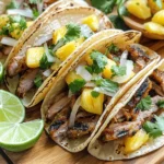 - 1 lb pork shoulder, thinly sliced - ½ cup pineapple juice - 2 tablespoons apple cider vinegar - 3 cloves garlic, minced - 1 tablespoon chili powder - 1 tablespoon ground cumin - 1 teaspoon smoked paprika - 1 teaspoon oregano - ½ teaspoon salt - ¼ teaspoon black pepper - 1 medium onion, diced - 1 cup fresh pineapple, diced - ½ cup fresh cilantro, chopped - 8 small corn tortillas - Lime wedges for serving Each ingredient brings its own magic to Tacos Al Pastor. The pork shoulder is the star. It becomes tender and juicy when grilled. Pineapple juice adds sweetness and a zing of acidity. This helps tenderize the meat too. The apple cider vinegar adds a tangy kick. Garlic gives a robust flavor, while spices like chili powder and cumin add depth. Smoked paprika adds a nice smokiness. Oregano brings an earthy note, and salt and pepper enhance all flavors. Fresh pineapple adds a burst of freshness. Onions and cilantro make the tacos bright and vibrant. When picking your ingredients, look for bright colors and good smells. Choose pork shoulder with a nice amount of marbling. This fat keeps the meat juicy. For pineapple, choose one that feels heavy for its size and smells sweet. Fresh herbs should be vibrant and green, not wilting. For tortillas, look for ones that are soft and pliable. If possible, buy corn tortillas from a local market. They taste better and add to the overall experience. For more details, check the Full Recipe. To make tacos al pastor, you start with a simple plan. First, gather all your ingredients. You will need pork, spices, and fresh veggies. The key steps are marinating, grilling, and assembling. 1. Begin by mixing the marinade. In a bowl, combine pineapple juice, vinegar, garlic, and spices. This mix gives the pork its unique flavor. 2. Next, add the pork shoulder slices. Make sure each piece is covered well in the marinade. Cover the bowl and chill it for at least two hours. Overnight works best for deeper flavor. The marinade is crucial for great taste. It not only adds flavor but also tenderizes the pork. Here’s how to cook the pork: 1. Heat your grill or skillet to medium-high. This ensures a nice sear. 2. Remove the pork from the marinade. Discard any leftover marinade. 3. Grill the pork slices for about 2-3 minutes on each side. Look for a nice char and ensure it’s cooked through. 4. While the pork grills, sauté diced onion in a pan. Cook until they turn soft and slightly brown. This adds a sweet touch to your tacos. Assembling tacos is where the fun begins! Here’s how to do it right: 1. Warm your corn tortillas on the grill or in a pan. This makes them soft and easy to fold. 2. Start by adding the grilled pork to each tortilla. Use a generous amount for a hearty taco. 3. Next, add the sautéed onion and diced fresh pineapple. These add great texture and flavor. 4. Top it off with chopped cilantro for freshness. 5. Don’t forget the lime wedges! A squeeze of lime adds a zesty finish. For the complete recipe, check out the Full Recipe. Enjoy your delicious tacos al pastor! To make your tacos al pastor shine, focus on the marinade. Use fresh ingredients for the best taste. The pineapple juice adds a sweet and tangy flavor that pairs great with pork. Letting the pork sit in the marinade overnight boosts its flavor. - Use fresh garlic, not jarred, for a stronger taste. - Add a bit of lime juice to the marinade for extra zing. - Grill the pork over high heat for a nice char. Many cooks rush the marinating process. Don’t skip this step; it’s key for flavor. Also, avoid overcooking the pork. It should be juicy, not dry. - Check the grill temperature; too hot can burn the meat. - Make sure to rest the pork before chopping. This keeps it tender. - Don’t skip the fresh toppings; they add freshness and crunch. You can prepare the pork a day in advance. Just marinate it and store it in the fridge. This allows the flavors to deepen. - Chop toppings like onion and cilantro earlier. Store them in airtight containers. - Warm the tortillas right before serving for best results. - You can even grill the pork ahead of time and reheat it when ready to serve. For the complete cooking process and ingredients, check the Full Recipe. {{image_2}} You can play with Tacos Al Pastor to make them your own. Try using chicken or beef instead of pork. Both meats soak up the marinade well. You can also add different spices to the mix. Think about using chipotle or adobo sauce for a smoky kick. Another fun idea is to swap the corn tortillas for flour ones. This adds a nice softness to each bite. Want to go meatless? Use jackfruit as a great substitute for pork. When cooked, it has a similar texture. Marinate it just like you would the pork. Use the same spices, pineapple juice, and vinegar. You can also try mushrooms or tofu for a tasty twist. Just make sure to get them nice and crispy when cooking. To make your meal complete, think about sides. Fresh guacamole and salsa go well with Tacos Al Pastor. You can also serve a simple salad with lime dressing. For a heartier option, try Mexican rice or black beans. These sides will make your tacos even more enjoyable. Add lime wedges for a zesty touch and you're set! For the full recipe, check out the details above. Storing your leftover tacos al pastor correctly keeps them fresh. Start by letting the tacos cool down. Once cool, place the pork, toppings, and tortillas in separate containers. This way, your tortillas won’t get soggy. Use airtight containers to keep out air and moisture. Label them with the date, so you know when you stored them. If you want to freeze your tacos al pastor, it’s easy! Freeze the pork and toppings separately. First, cool the pork completely. Then, put it in a freezer-safe bag. Squeeze out as much air as you can before sealing. For toppings, like cilantro and pineapple, chop them up and place them in small bags. This makes it easy to use just what you need later on. Leftover tacos al pastor can last in the fridge for about three days. After that, they may lose flavor and texture. If you freeze the pork, it can last for about three months. Always use your senses. If it smells off or looks strange, it’s best to toss it. Enjoy your delicious tacos al pastor later with confidence! For a full recipe, check the full recipe section above. Tacos Al Pastor come from Mexico. They are influenced by Lebanese shawarma. In the early 1900s, Lebanese immigrants brought this style of cooking to Mexico. They used pork instead of lamb. The meat is marinated with spices and pineapple. This gives it a sweet and savory taste. Today, tacos al pastor are a favorite street food in Mexico. Yes, you can change the meat! If you prefer beef, chicken, or turkey, you can use those. Each type of meat will change the flavor. Pork remains the classic choice due to its tenderness and taste. Just ensure you adjust cooking times for different meats. To spice up your tacos al pastor, add more chili powder. You can also mix in fresh chopped jalapeños or serrano peppers. Another option is to drizzle hot sauce over the tacos before serving. Spice is a great way to boost flavor. Adjust it based on your taste and enjoy! For a complete guide on making these tasty tacos, check out the Full Recipe. Tacos Al Pastor are delicious and fun to make. We explored the key ingredients and how they each add flavor. I shared step-by-step instructions to help you cook them perfectly. We also looked at tips and tricks to avoid common mistakes. Plus, I offered creative variations, storage tips, and answers to your questions. Now, you have all the tools to make amazing Tacos Al Pastor. Enjoy cooking and sharing these tasty treats with friends and family. Happy taco making!