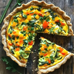 - 1 pre-made pie crust (store-bought or homemade) - 6 large eggs - 1 cup whole milk - 1 cup grated cheese (cheddar, mozzarella, or your choice) - 1 cup spinach, chopped - 1 cup bell peppers, diced (mix of colors for fun) - 1/2 cup red onion, finely chopped - 1/2 cup zucchini, grated - 1/2 teaspoon garlic powder - 1/2 teaspoon salt - 1/4 teaspoon black pepper - 1/4 teaspoon smoked paprika - 2 tablespoons olive oil - Fresh herbs (like chives or parsley) for garnish The pre-made pie crust saves time and effort. You can find it in most stores. A delicious filling needs eggs and dairy. Six large eggs and a cup of whole milk are perfect for a rich texture. Cheese adds flavor and creaminess. Try cheddar or mozzarella; both melt well. Now, let’s load it with veggies! Spinach, bell peppers, red onion, and zucchini bring color and nutrients. These veggies are perfect for a healthy meal. The spices? They enhance the taste. Use garlic powder, salt, black pepper, and smoked paprika for flavor with a hint of smokiness. This recipe is not only tasty but also easy to adjust. Check the [Full Recipe] for complete instructions. Enjoy your cooking! 1. Preheating the oven: Start by preheating your oven to 375°F (190°C). This is key for even cooking. 2. Preparing the pie crust: Take your pre-made pie crust and roll it out into a 9-inch pie dish. Press it into the corners and trim any extra. Prick the bottom with a fork to stop bubbling. Bake it in the oven for 10 minutes. After that, let it cool for a bit. 3. Sautéing the vegetables: In a skillet, heat 2 tablespoons of olive oil over medium heat. Add 1 cup of diced bell peppers, 1/2 cup of finely chopped red onion, and 1/2 cup of grated zucchini. Cook for about 5-7 minutes until soft. Stir in 1 cup of chopped spinach and cook until it wilts, about 2 minutes. Remove from heat and set aside. 4. Whisking the egg mixture: In a large bowl, whisk together 6 large eggs, 1 cup of whole milk, 1/2 teaspoon of garlic powder, 1/2 teaspoon of salt, 1/4 teaspoon of black pepper, and 1/4 teaspoon of smoked paprika. Mix these well until combined. 1. Layering the sautéed veggies: Spread the sautéed veggies evenly over the pre-baked pie crust. This adds great flavor. 2. Pouring the egg mixture: Carefully pour the egg mixture over the veggies. Make sure it covers everything evenly. 3. Adding the cheese: Sprinkle 1 cup of grated cheese on top. You can use cheddar, mozzarella, or your favorite cheese. 1. Baking times and temperatures: Place the quiche in the oven and bake for 35-40 minutes. The center should be set, and the top should look slightly golden. 2. Checking doneness: To check if it's done, gently shake the quiche. If the center jiggles too much, it needs more time. When ready, take it out and let it cool for a few minutes before slicing. You can find the complete recipe [Full Recipe]. Enjoy your veggie-loaded quiche! - Ensuring a flaky crust: A flaky crust makes your quiche tasty. Use cold ingredients. When you mix your dough, don’t overwork it. This keeps the butter pieces intact, which makes the crust flaky when it bakes. If you buy a pre-made pie crust, check for one that has good reviews. - Tips for eggs to set properly: The key for eggs is to whisk them well. Mix until you see no more yolk. Adding milk makes the quiche creamy. Don’t skip the baking time. If the quiche is not set, it will be runny. It should be firm and slightly golden on top. - Complementary sides: A simple salad works well with quiche. Mixed greens dressed in olive oil and lemon add freshness. You can also serve it with roasted veggies. They bring extra flavor and color. - Presentation ideas: Slice the quiche into wedges for a neat look. Garnish with fresh herbs like chives or parsley. This adds a pop of color. Serve it warm or at room temperature for best flavor. {{image_2}} You can mix it up with seasonal vegetables. Think about adding fresh asparagus in spring or sweet corn in summer. In fall, use butternut squash or mushrooms for rich flavors. Winter is great for kale or hearty root veggies like carrots. You can also add some protein. Diced bacon or chopped ham can give your quiche a savory kick. Just cook the meat before mixing it with the veggies. This keeps the flavors bright and tasty. If you want a gluten-free quiche, try using a gluten-free pie crust. Many stores sell these now, or you can make one at home with almond flour. For those who prefer vegan or lactose-free options, use plant-based milk and cheese. Silken tofu can replace eggs. Blend it until smooth and mix with your veggies. This will give you a creamy texture without the dairy. For the full recipe, check out the [Full Recipe]. To keep your veggie loaded quiche fresh, store it in the fridge. Wrap it in plastic or place it in an airtight container. This will help keep the flavors locked in. You can store it for about 3 to 4 days. If you want to keep it longer, consider freezing it. When reheating, the oven works best. Preheat your oven to 350°F (175°C). Place the quiche on a baking sheet and cover it with foil. Bake for about 15 to 20 minutes. This method helps keep the crust crispy. If you’re in a hurry, you can use the microwave. Heat it on medium power for 1 to 2 minutes. But be aware, the crust may become soft. After reheating, let it cool for a minute before serving. You can enjoy it warm or at room temperature. It pairs well with a light salad for a delightful meal. How long does a veggie loaded quiche last? A veggie loaded quiche lasts about 3 to 4 days in the fridge. Store it in an airtight container. If you want it to last longer, you can freeze it for up to 2 months. Just wrap it well before placing it in the freezer. Can I freeze quiche? Yes, you can freeze quiche! Just let it cool completely first. Wrap it tightly in plastic wrap and aluminum foil. When ready to eat, thaw it in the fridge overnight and reheat in the oven. What to serve with quiche? Quiche pairs well with fresh salads. Try a mixed green salad with light vinaigrette. You can also serve it with fresh fruit or crusty bread for a more filling meal. Can I use egg substitutes? Yes, you can use egg substitutes! Options like silken tofu or chickpea flour work well. Use 1/4 cup of egg substitute for each egg in the recipe. What’s the best way to chop vegetables for quiche? Chop vegetables into small, even pieces. This helps them cook evenly. Use a sharp knife for clean cuts. You can also use a food processor for quick chopping. How can I customize the recipe? You can customize the quiche with your favorite veggies or cheeses. Add mushrooms, broccoli, or even sweet potatoes. For a twist, try adding herbs like basil or dill. Calories and nutrition breakdown One slice of veggie loaded quiche has about 250 calories. It includes protein from eggs and cheese, fiber from veggies, and healthy fats from olive oil. Health benefits of veggies used The veggies in the quiche offer many health benefits. Spinach is rich in iron. Bell peppers provide vitamin C. Zucchini adds hydration and fiber. Eating a variety helps your body in many ways. Quiche is a simple and tasty dish that brings joy to any meal. We covered key ingredients, detailed steps, and helpful tips for success. You can mix and match veggies or try different diets to fit your needs. Don't forget storage and reheating advice to keep your dish fresh. With all this, you can create a delicious quiche that your family will love. Dive in, experiment, and enjoy your cooking journey!