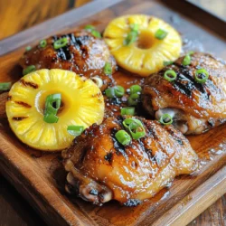 To make Huli Huli Chicken, gather these key items: - 4 chicken thighs, skinless and boneless - 1/2 cup soy sauce - 1/4 cup brown sugar - 1/4 cup pineapple juice - 2 tablespoons apple cider vinegar - 2 tablespoons sesame oil - 3 cloves garlic, minced - 1 tablespoon fresh ginger, grated - 1/2 teaspoon black pepper - Green onions, for garnish - Fresh pineapple slices, for grilling You can add twists to your Huli Huli Chicken with these options: - Red pepper flakes for heat - Honey for added sweetness - Fresh herbs like cilantro for a fresh taste If you need to swap items, consider these ideas: - Use chicken breasts instead of thighs for leaner meat. - Swap soy sauce with tamari for gluten-free cooking. - Try lime juice instead of pineapple juice for a zesty kick. These ingredients make your Huli Huli Chicken fresh and flavorful. Check the full recipe to start cooking! To make Huli Huli Chicken, start with the marinade. In a big bowl, mix these ingredients: - 1/2 cup soy sauce - 1/4 cup brown sugar - 1/4 cup pineapple juice - 2 tablespoons apple cider vinegar - 2 tablespoons sesame oil - 3 cloves garlic, minced - 1 tablespoon fresh ginger, grated - 1/2 teaspoon black pepper Whisk these together until the sugar blends in. Then, add 4 skinless and boneless chicken thighs. Place them in a resealable bag or a shallow dish. Pour the marinade over the chicken, making sure it is fully coated. Seal the bag or cover the dish and put it in the fridge. Marinate for at least 1 hour, but overnight is best for flavor. When it's time to grill, preheat your grill to medium-high heat. Take the chicken out of the marinade and throw away the leftover marinade. Place the chicken on the grill carefully. Grill each side for 6-7 minutes. You want the chicken to reach an internal temperature of 165°F (75°C). Look for nice grill marks and a bit of char on each side. While the chicken grills, slice some fresh pineapple for a tasty addition. In the last few minutes of grilling, put the pineapple slices on the grill. Cook them for about 2-3 minutes per side. You want them to get caramelized and have grill marks, too. After grilling, let the chicken and pineapple rest for a few minutes. Slice the chicken and serve it with the grilled pineapple. For a pop of color, garnish with chopped green onions. This adds a fresh touch to your dish. Enjoy your Huli Huli Chicken Delight! Check out the Full Recipe for more details. For the best flavor, you should marinate the chicken for at least one hour. The longer, the better! If you can, try marinating it overnight. This lets the flavors soak deep into the meat. Each bite will burst with sweet and savory taste. Just remember to keep it in the fridge while it soaks. Grilling can be tricky, but I have some tips! If you use medium-high heat, cook the chicken for 6-7 minutes on each side. This will give you a nice char. If your grill is too hot, the outside may burn before the inside cooks. Use a meat thermometer to check the chicken's temperature. It should be 165°F (75°C) to be safe to eat. Serving Huli Huli Chicken is fun! I like to use a big platter. Place the chicken in the center and arrange grilled pineapple slices around it. This makes your dish look bright and colorful. Top it off with chopped green onions for a fresh touch. It adds a pop of green and makes it look gourmet. Enjoy your meal, and don't forget to share the Full Recipe! {{image_2}} You can change the flavor of Huli Huli chicken with different marinades. Here are a few ideas: - Teriyaki Marinade: Use soy sauce, honey, and ginger. - Spicy Sriracha Marinade: Mix soy sauce, sriracha, and lime juice for heat. - Mango Marinade: Blend mango puree with soy sauce and garlic for sweetness. These marinades can add a fun twist to your dish. Pairing is key. Here are sides that work well with Huli Huli chicken: - Coconut Rice: This creamy rice balances the chicken's flavor. - Grilled Corn: Sweet corn adds a nice crunch and sweetness. - Coleslaw: A fresh slaw gives a nice crunch and cuts through the richness. These sides make your meal even better. You can cook Huli Huli chicken in many ways. Try these methods: - Oven: Preheat to 400°F (200°C) and bake for 25-30 minutes. - Air Fryer: Set to 375°F (190°C) and cook for about 18-20 minutes. Both methods keep the chicken juicy and flavorful. If you need a detailed recipe, check out the Full Recipe. To store leftover Huli Huli chicken, let it cool first. Place the chicken in an airtight container. Keep it in the fridge for up to three days. This helps keep the chicken fresh and tasty. When you are ready to eat, take the chicken out of the fridge. You can reheat it in a few ways. The oven is best for even heating. Preheat the oven to 350°F (175°C). Place the chicken on a baking sheet. Heat for about 15-20 minutes or until hot. You can also use a microwave. Heat in short bursts, checking often. This keeps the chicken juicy. If you want to save some chicken for later, freezing is a great option. Wrap each piece of chicken tightly in plastic wrap. Then, place them in a freezer bag. Squeeze out all the air. You can freeze the chicken for up to three months. When you are ready to enjoy it, thaw it in the fridge overnight. After that, reheat it using the instructions above. For a full recipe of Huli Huli chicken, refer to the earlier section. Huli Huli Chicken comes from Hawaii. It has roots in Hawaiian culture and barbecue. The name "Huli" means "turn" in Hawaiian. This dish got its start in the 1950s. A man named Ernest Morgado created it. He cooked chicken on a grill and turned it often. The sweet and savory sauce made it special. Today, people love it for its bold flavor and juicy meat. Yes, you can use other meats for Huli Huli. While chicken is the classic choice, pork works well too. You can also try it with tofu for a vegetarian option. Just remember to adjust cooking times based on the meat. Each meat has a different cook time. Always check the safe cooking temperature to keep your food safe. You can find Huli Huli Chicken at many Hawaiian barbecue restaurants. Some grocery stores sell pre-marinated chicken. You can also make it yourself at home. Using the full recipe is easy and fun. You control the flavors and ingredients. Plus, you can impress your friends and family with your cooking skills. - Common cooking tips for beginners and experts: - Always marinate your meat for at least one hour. - Preheat the grill for even cooking. - Keep an eye on the temperature to avoid overcooking. - Let the chicken rest after grilling for juicy bites. - Experiment with extra spices to find your favorite flavor. In this blog post, we've shared all you need for great Huli Huli Chicken. I covered key ingredients, cooking steps, and important tips for flavor and grilling. We also explored fun variations, how to store leftovers, and answered common questions. Now, you can impress your family and friends with this tasty dish. Enjoy the process and experiment with different flavors. Your kitchen will become a hub of delicious meals!