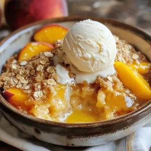 To make a tasty Peach Cobbler Dump Cake, gather these main items: - 2 cans (15 oz each) sliced peaches in syrup, drained - 1 cup brown sugar - 1 teaspoon cinnamon - 1 box yellow cake mix (15.25 oz) - 1 cup unsalted butter, melted (2 sticks) These ingredients provide a sweet and rich flavor. The peaches give a juicy base, while the cake mix forms a soft topping. For a little crunch, consider adding: - 1 cup oats Oats create a delightful texture. They add a chewy bite that balances the soft peaches. When it’s time to serve, here’s what I recommend: - Serve warm in bowls - Add a scoop of vanilla ice cream or a dollop of whipped cream This combination is pure joy! The warm cake pairs perfectly with the cold ice cream. You can also garnish with fresh peach slices or a sprinkle of cinnamon for an extra touch. First, set your oven to 350°F (175°C). Preheating is key for even cooking. This temperature ensures your cake bakes perfectly, with a golden top. Next, take two cans of sliced peaches. Drain them well to avoid excess syrup. Spread the peaches evenly in a 9x13 inch baking dish. This will be the base of your cake. Now, sprinkle one cup of brown sugar over the peaches. Add one teaspoon of cinnamon to boost the flavor. Then, open a box of yellow cake mix. Spread it evenly over the peach layer. Do not mix it; let the dry mix sit on top. If you want added crunch, sprinkle one cup of oats over the cake mix. Finally, drizzle one cup of melted butter over everything. This will create a delicious topping as it bakes. Place the dish in the preheated oven. Bake for 40-45 minutes. Keep an eye on it until the top becomes golden brown and bubbly. Once done, let it cool for a few minutes before serving. Enjoy your Peach Cobbler Dump Cake warm with a scoop of vanilla ice cream or a dollop of whipped cream. For the full recipe, refer to the earlier section. To make your Peach Cobbler Dump Cake truly shine, focus on the texture. Use ripe peaches for a juicy base. This gives the cake a wonderful moistness. If you want a crunch, add oats on top. They create a nice contrast with the soft peaches. Always pour the melted butter evenly. This helps the cake mix cook through and gives a golden finish. Adding spices can elevate your dump cake. A teaspoon of cinnamon adds warmth and depth. You can also try nutmeg or allspice. These spices work well with peaches and enhance the sweetness. If you love a bit of zing, add a splash of vanilla extract. This small touch can make a big difference in flavor. Sometimes, cakes don't turn out as expected. If your topping is too dry, it might need more butter. Drizzle a bit more melted butter on top before baking. If the cake is too soggy, check your peach syrup. Drain the peaches well to prevent excess liquid. If your topping burns, cover it with foil halfway through baking. This keeps it from overcooking while the rest bakes. For the full recipe, check the Peach Paradise Dump Cake section. {{image_2}} You can swap peaches for other fruits. Try using sliced apples or berries. Cherries or pears also work well. Each fruit brings its own flavor. Just remember to adjust the sugar based on the fruit's sweetness. For tart fruits, like cherries, you may want to add a bit more sugar. Experiment and find your favorite combination! If you need a gluten-free option, use a gluten-free cake mix. Many brands offer tasty versions. For a dairy-free cake, replace butter with coconut oil or vegan butter. You can also use almond milk instead of regular milk in recipes. These swaps make the cake safe for everyone to enjoy. You can add nuts for crunch or shredded coconut for a tropical twist. A sprinkle of chocolate chips can make it extra special too. For a spice kick, try adding nutmeg or ginger. You can also mix in some oats for a heartier texture. These additions can change the flavor and make each bake unique! For the full recipe, you can find it [here](#). After making your Peach Cobbler Dump Cake, let it cool. Once cool, cover it with plastic wrap or aluminum foil. Store it in the fridge. It will stay fresh for up to four days. If you want to enjoy it later, proper storage is key. To reheat, use the microwave or oven. If using the microwave, place a slice on a plate and cover it with a paper towel. Heat for 30 seconds to 1 minute. For the oven, cover the cake with foil and heat at 350°F for about 15 minutes. This keeps it warm without drying it out. To freeze, let the cake cool completely. Cut it into individual slices. Wrap each slice in plastic wrap, then in foil. Place the wrapped slices in a freezer bag. They can last for up to three months in the freezer. When ready to eat, thaw in the fridge overnight and reheat as needed. Enjoy your Peach Cobbler Dump Cake whenever you want! For more details, check the Full Recipe. Yes, you can use fresh peaches. Just peel and slice them first. Make sure they are ripe for the best flavor. Fresh peaches give a nice texture and taste. You may need to add a little sugar if they are not sweet enough. Peach Cobbler Dump Cake lasts about 3 to 5 days in the fridge. Store it in an airtight container to keep it fresh. You can also cover it with plastic wrap. The cake might lose some crispness over time, but it will still taste good. Yes, you can prepare the layers ahead. Just assemble everything in the baking dish, then cover it. Store it in the fridge for up to a day. When you are ready, bake it as usual. This saves time when you have guests. You can serve it warm with vanilla ice cream or whipped cream. Ice cream melts slightly and adds creaminess. Whipped cream is light and fluffy on top. You can also add fresh peach slices or a sprinkle of cinnamon for extra flavor. For the full recipe, check out the earlier section. Peach Cobbler Dump Cake is easy and fun to make. You learned about key ingredients, steps, and handy tips. Using different fruits can improve your cake. Don't forget to store leftovers for future treats. This dessert is great for gatherings or cozy nights. With practice, you'll master this recipe and impress others. Enjoy every bite as you share this warm, fruity delight!
