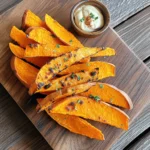 To make baked sweet potato fries, you need just a few key items. Here’s what you will need: - 2 large sweet potatoes, peeled and cut into fries - 2 tablespoons olive oil - 1 teaspoon garlic powder - 1 teaspoon smoked paprika - ½ teaspoon ground cumin - ½ teaspoon salt - ¼ teaspoon black pepper - Fresh parsley, chopped (for garnish) These ingredients combine to create a sweet and savory snack that you will love. The sweet potatoes bring natural sweetness, while the spices add bold flavor. You can make your fries even better with some optional ingredients. Consider adding: - Cayenne pepper for heat - Parmesan cheese for a cheesy twist - Fresh herbs like rosemary or thyme These extras can change the taste and make your fries unique. Try different combinations to find your favorite. Baked sweet potato fries are a healthy choice. They are high in vitamins A and C. They also provide fiber, which is good for digestion. Here's a quick look at the nutrition per serving: - Calories: Approximately 150 - Protein: 2g - Carbohydrates: 30g - Fiber: 4g - Fat: 5g These fries are a guilt-free treat. They can fit into many diets, making them a great option for everyone. For the full recipe, refer to the earlier section. First, I grab two large sweet potatoes. I peel them with a good knife. After that, I cut them into fries. Aim for about ¼ inch thick. This size ensures they cook evenly. If you want extra flavor, soak them in cold water for 30 minutes. This step helps remove some starch. Drain them and pat them dry with a towel. In a large bowl, I add the sweet potato fries. I drizzle two tablespoons of olive oil over them. Then, I sprinkle one teaspoon of garlic powder, one teaspoon of smoked paprika, and half a teaspoon each of ground cumin, salt, and black pepper. Toss everything well. Make sure each fry gets coated in the tasty mix. You want them to be flavorful. Next, I preheat the oven to 425°F (220°C). While waiting, I line a baking sheet with parchment paper. After that, I spread the fries in a single layer. This step is key for crispiness. I bake them for about 25 to 30 minutes. Halfway through, I flip them to ensure even cooking. They should turn golden brown and crispy. Once done, I let them cool for a few minutes and garnish with fresh parsley. This adds a nice touch. For a fun twist, I serve them with a dipping sauce like spicy mayo or ketchup. For more details, check the Full Recipe. To make your baked sweet potato fries extra crispy, follow these steps. First, soak the cut fries in cold water for about 30 minutes. This helps remove excess starch. After soaking, dry them well with a towel. Moisture can make fries soggy. Use enough olive oil to coat them lightly. A good rule is about two tablespoons for two large sweet potatoes. Lastly, spread them out on the baking sheet. Give them space so they don't steam. One common mistake is overcrowding the baking sheet. This traps steam and makes fries mushy. Always keep them in a single layer. Another mistake is not preheating the oven. Make sure your oven is hot before baking. If you skip this, the fries won’t cook evenly. Lastly, avoid skipping the flipping step. Flipping halfway through ensures both sides get crispy. You can change the flavor of your fries easily. Try adding some chili powder for heat or cinnamon for a sweet twist. You can also mix in dried herbs like rosemary or thyme. If you love cheese, sprinkle some grated parmesan on top before baking. Experiment with your favorite spices to find your perfect blend. Enjoy the process and make it your own! For the full recipe, check it out. {{image_2}} You can spice up your sweet potato fries in many ways. Try adding cayenne pepper for heat. A sprinkle of cinnamon gives a nice sweet touch. Mix in some onion powder for a savory taste. You can also use taco seasoning for a fun twist. Each spice adds its own flavor, making every batch unique. If you want to switch it up, consider these alternatives. You can make sweet potato wedges instead of fries. Just cut the sweet potatoes into thicker pieces. Roasting them will still give you that crispy outside. Another option is to coat them in breadcrumbs for more crunch. You can even try sweet potato tots for a fun finger food. Dipping sauces can take your fries to the next level. A simple yogurt-based dip adds creaminess without the guilt. Mix Greek yogurt with lemon juice and herbs for a fresh taste. If you love a kick, try a spicy avocado dip. Blend ripe avocado with lime and jalapeño for a zesty flavor. These sauces not only taste great but also keep it healthy! For the full recipe, check out the Crispy Baked Sweet Potato Fries. After enjoying your delicious baked sweet potato fries, you may have some left. To store them, let the fries cool completely. Then, place them in an airtight container. You can keep them in the fridge for up to three days. Make sure to separate layers with parchment paper to avoid sogginess. Reheating fries can be tricky. You want them crispy, not soft. Preheat your oven to 400°F (200°C). Lay the fries in a single layer on a baking sheet. Heat them for about 10 minutes or until warm. This method brings back their crunch. You can also use an air fryer for a quicker option. Freezing fries is a smart way to save them for later. First, let them cool down completely. Spread them out on a baking sheet in a single layer. Place the sheet in the freezer for about an hour. Once frozen, transfer the fries to a freezer bag. They can last for up to three months. When you're ready to eat, bake them straight from the freezer. Just add a few extra minutes to the cooking time for crispiness. Yes, you can make baked sweet potato fries in an air fryer. The air fryer cooks them fast and makes them crispy. Start by preheating your air fryer to 400°F (200°C). Toss the sweet potato fries in oil and spices. Then, place them in a single layer in the air fryer basket. Cook for about 15-20 minutes, shaking the basket halfway through. This method cuts down on cooking time while still giving you that crunchy texture. You can tell sweet potato fries are done when they turn golden brown. Use a fork or tongs to check their crispiness. They should feel firm and look slightly crispy on the outside. Depending on your oven, this usually takes 25-30 minutes at 425°F (220°C). If they look soft or pale, give them more time in the oven. Baked sweet potato fries pair well with many dishes. They are great alongside burgers, grilled chicken, or fish. You can also serve them with a fresh salad for a lighter option. For a fun twist, try them with a spicy mayo or tangy ketchup for dipping. They add a sweet and savory crunch to any meal. Check out the Full Recipe for more ideas! You now know how to make baked sweet potato fries. We covered key ingredients and optional add-ins to boost flavor. You learned step-by-step instructions for prep, seasoning, and baking. The tips for extra crispiness and common mistakes were shared. We explored tasty variations and storage tips, too. Baked sweet potato fries are both fun and healthy. Enjoy experimenting with flavors, and don’t forget to dip!