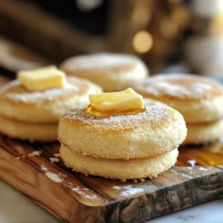- 2 ½ cups all-purpose flour - 1 cup warm milk (110°F) - 2 tablespoons sugar - 1 tablespoon instant yeast - 1 teaspoon salt - 2 tablespoons unsalted butter, melted - Cornmeal for dusting Best types of flour for English muffins For English muffins, all-purpose flour works great. It gives a nice balance of fluffiness and structure. You can also try bread flour for a chewier texture. Alternative milk options You can use dairy-free milk if you want. Almond milk or oat milk are good choices. Just make sure they are warm, like the recipe says. Conversions for different serving sizes If you want more muffins, double the ingredients. For fewer muffins, cut the amounts in half. Keep the ratios the same for best results. Gluten-free alternatives To make gluten-free muffins, use a gluten-free flour blend. Check that it has a binder like xanthan gum. This helps the muffins hold together while cooking. For the full recipe, refer to the sections above. Enjoy your baking! To start, you need to activate the instant yeast. Mix the warm milk, sugar, and yeast in a bowl. Let this sit for five minutes. You will see bubbles form on top. This shows the yeast is alive and ready to work. Next, mix the wet and dry ingredients. Add the melted butter and salt to the yeast mix. Gradually stir in the flour. Use a spoon or spatula to combine until a soft dough forms. Now, it’s time to knead the dough effectively. Place it on a floured surface. Use your hands to push and fold the dough. Knead for about five minutes. You want it to feel smooth and elastic. This step is key for fluffy muffins. After kneading, let the dough rise. Place it in a greased bowl. Cover it with a kitchen towel and set it in a warm spot. Let it rise for about one hour. It should double in size. This rise gives the muffins their light texture. For shaping, use a round cutter about three inches wide. Cut out circles from the dough. Place them on a baking sheet that has cornmeal dusted on it. This helps prevent sticking. Next, let the muffins rest for about thirty minutes. This gives them another chance to rise. To cook, preheat your griddle to medium heat. Cook each muffin for seven to eight minutes on each side. They should turn golden brown. Now you have fluffy, tasty English muffins ready to enjoy! Check the [Full Recipe] for more details. To make fluffy muffins, avoid common mistakes. One big mistake is using cold ingredients. Always use warm milk at 110°F. This helps the yeast work better. Another mistake is not kneading enough. Knead the dough for about 5 minutes until it's smooth. This builds gluten, which gives muffins their texture. The dough's temperature matters too. If it's too cold, the muffins won’t rise well. Keep the dough in a warm spot. Covering it with a towel helps keep it warm. You can add herbs or spices to your muffins for extra flavor. Try mixing in rosemary or garlic powder for a savory twist. For sweetness, consider adding cinnamon or nutmeg. Fillings also add fun flavors. You can stuff your muffins with fruits like blueberries or chocolate chips. For a savory option, try adding cheese or cooked bacon bits. When serving your muffins, think about toppings. Butter is a classic choice. You can also use jams or honey for a sweet touch. Pair your muffins with breakfast items like eggs or fruit. They also work great as snacks with coffee or tea. These tips will make your muffins shine! For more details, check the Full Recipe. {{image_2}} To make whole wheat English muffins, you need to switch the flour. Use 1 ½ cups of whole wheat flour and 1 cup of all-purpose flour. This mix gives a nice, hearty taste. Whole wheat flour absorbs more liquid, so add a bit more milk if the dough feels dry. When cooking, the time may change. Cook them for about 8-9 minutes on each side. Keep an eye on the muffins to prevent burning. The muffins should be golden brown and puffed up. You can add fun flavors to your muffins. Mix in fruits like blueberries or raisins. Nuts like walnuts or almonds also work well. Just add about ½ cup of your choice when mixing the dough. For a savory twist, try adding shredded cheese or fresh herbs. A tablespoon of dried oregano or thyme can add great flavor. Cheese like cheddar or feta can make the muffins even tastier. This way, you can enjoy muffins for breakfast or as a snack. If you want to make your muffins healthier, reduce the sugar. Use only 1 tablespoon of sugar or swap it for honey. You can also use natural sweeteners like maple syrup. They add sweetness without all the sugar. Using yogurt instead of butter can add moisture. Use 2 tablespoons of plain yogurt for a softer texture. It also gives a nice tang to the muffins. These changes keep your muffins fluffy while making them a bit healthier. For the Full Recipe, you can follow the steps above to create these tasty variations. To keep your English muffins fresh, store them in a zip-top bag. You can also use an airtight container. Place them at room temperature for up to three days. If you want longer storage, consider the freezer. To freeze the muffins, let them cool completely. Wrap each muffin in plastic wrap. Place the wrapped muffins in a freezer bag. They can stay frozen for up to three months. When you want to eat one, take it out and let it thaw at room temperature. For a warm muffin, you can also microwave it for about 20 seconds. Reheat your muffins for the best texture. You can use a toaster or oven. For the oven, set it to 350°F and heat for 5-10 minutes. This keeps the muffins from getting soggy. If you prefer the microwave, heat for 10-15 seconds. Enjoy them warm with butter or your favorite spread. Homemade English muffins stay fresh for about 3 to 5 days. Store them in an airtight bag or container at room temperature. If you want them to last longer, freeze them. They can stay good for up to three months in the freezer. Just remember to let them cool completely before you freeze them. Yes, you can use active dry yeast instead of instant yeast. Just remember, you need to activate it first. Mix the active dry yeast with warm milk and sugar. Let it sit for about 5 to 10 minutes until it bubbles. Then, you can follow the same steps as in the full recipe. If your muffins don’t rise, check a few things. First, make sure your yeast is fresh. Old yeast won’t work well. Second, check the dough temperature. If it’s too cold, it won’t rise. Give it a warm place to rise. Lastly, knead the dough enough. This helps develop gluten, which is key for rising. You can make English muffins without a griddle by using an oven. Preheat your oven to 350°F. Place the muffins on a baking sheet lined with parchment paper. Bake for about 20 minutes, flipping halfway through. This will give you a nice golden color and keep them fluffy inside. Making English muffins at home is tasty and fun. You need just a few simple ingredients and follow easy steps. From mixing dough to achieving that perfect rise, this guide has you covered. Remember to avoid common mistakes and try different flavors to enhance your muffins. Store them well for longer freshness and enjoy them anytime. With these tips, you can create delicious muffins that brighten your breakfast or snack time. Enjoy your baking journey and share the joy of homemade goodness!