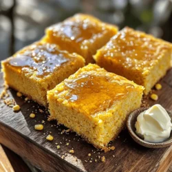 To make the perfect sweet cornbread, you need simple, fresh ingredients. Here’s what you’ll need: - 1 cup cornmeal - 1 cup all-purpose flour - 1/3 cup granulated sugar - 1 tablespoon baking powder - 1/2 teaspoon salt - 1 cup buttermilk - 2 large eggs - 1/4 cup unsalted butter, melted - 1/4 cup honey (plus extra for drizzling) - Optional: 1/2 cup corn kernels (fresh or frozen) These ingredients work together to create a warm and fluffy cornbread. The cornmeal gives it a nice texture, while the honey adds sweetness. You can even mix in corn kernels for extra flavor and crunch. When picking your ingredients, try to choose high-quality items. Fresh eggs and real buttermilk make a big difference in taste. Remember, the better your ingredients, the better your cornbread will be. For the full recipe, check out the instructions later on. - Preheating the oven Start by preheating your oven to 400°F (200°C). This step is key. A hot oven gives your cornbread a nice rise and a golden crust. - Mixing dry ingredients In a large bowl, mix together the cornmeal, flour, sugar, baking powder, and salt. Use a whisk to blend them well. This helps to ensure even flavor throughout. - Preparing wet ingredients In another bowl, whisk the buttermilk, eggs, melted butter, and honey. Make sure it’s smooth. The honey adds sweetness and moisture. - Combining the mixtures Pour the wet mix into the dry mix. Stir gently until just combined. Don’t overmix! A few lumps are fine. If you want, fold in corn kernels for extra texture. - Baking the cornbread Pour the batter into a greased 8-inch square baking dish. Bake it for about 20-25 minutes. The top should turn golden, and a toothpick should come out clean. - Cooling and drizzling Once baked, take it out of the oven. Let it cool for a few minutes. Drizzle with extra honey before cutting into squares. Enjoy this delightful treat warm! For the complete recipe, check out the Full Recipe. Ensuring the perfect texture To get a soft and fluffy cornbread, use fresh ingredients. Always measure your cornmeal and flour correctly. This ensures a nice rise. Also, try adding a bit of corn kernels. They add moisture and texture. Avoiding overmixing Mix just until the dry and wet ingredients come together. If you overmix, your cornbread can turn tough. A few lumps are okay! This keeps your cornbread light and airy. Checking doneness To see if your cornbread is done, use a toothpick. Stick it in the center. If it comes out clean, it's ready! The top should be golden brown. This gives the best look and taste. Serving warm with butter Always serve your cornbread warm. It tastes amazing with a pat of butter melting on top. This adds richness and flavor. Flavor enhancements with toppings You can drizzle extra honey over the top. It adds sweetness and a nice shine. Try topping with jam or fresh fruit, too. This brings a fun twist to each bite. Pairing ideas with meals Cornbread goes well with chili, soups, or stews. Its sweet flavor balances spicy dishes. You can also serve it with BBQ or grilled meats. Enjoy it alongside your favorite meals for a perfect match. {{image_2}} You can easily change the flavor of sweet cornbread. Here are some fun ideas: - Honey-infused sweet cornbread: Use more honey in the batter. This gives it a richer flavor. Drizzle extra honey on top for a sweet touch. - Maple syrup alternative: Swap honey for maple syrup. This adds a nice twist. The unique flavor pairs well with cornbread's sweetness. - Cheesy sweet cornbread with corn kernels: Add shredded cheese and corn kernels to the batter. The cheese adds a savory note that balances the sweetness. If you have special dietary needs, you can still enjoy sweet cornbread. Here are some options: - Gluten-free options: Use gluten-free flour instead of all-purpose flour. Make sure your cornmeal is also gluten-free. This way, everyone can enjoy the cornbread. - Vegan alternatives: Replace eggs with flaxseed meal and use plant-based milk. You can also use coconut oil instead of butter. This keeps the cornbread moist and tasty. Feel free to mix and match these ideas to find your perfect sweet cornbread! For the full recipe, check out the details above. To keep your sweet cornbread fresh, store it in an airtight container. You can also wrap it tightly in plastic wrap. This helps prevent it from drying out. Place the container in the fridge. It stays good for about 3 to 5 days. When you want to enjoy some cornbread again, reheating is easy. Preheat your oven to 350°F (175°C). Place the cornbread on a baking sheet. Heat it for about 10 minutes. You can also microwave it. Heat it for about 15-20 seconds for a quick treat. If you want to keep cornbread for longer, freezing works well. First, let the cornbread cool completely. Then, cut it into squares. Wrap each piece in plastic wrap. After that, place the wrapped pieces in a freezer-safe bag or container. This way, the cornbread stays fresh for up to 3 months. When you’re ready to eat it, you can thaw the cornbread. Take it out of the freezer and place it in the fridge overnight. If you’re in a hurry, you can microwave it. Heat it on low power for a quick thaw. Then, follow the reheating steps above for the perfect taste. For the full recipe, check out the Sweet Cornbread Delight. How to make cornbread moist? To make cornbread moist, add buttermilk and melted butter. These ingredients keep the bread soft. You can also mix in corn kernels for extra moisture. Can I add spices to my sweet cornbread? Yes, you can add spices! Cinnamon, nutmeg, or even chili powder can enhance the flavor. Start with a small amount to find your balance. What’s the difference between sweet and savory cornbread? Sweet cornbread contains sugar and often honey. Savory cornbread skips the sugar and may include cheese or herbs. The taste and texture vary greatly. How long can sweet cornbread be stored? Sweet cornbread lasts in the fridge for about four days. Make sure to cover it well to keep it fresh. What are the best substitutes for buttermilk? You can use regular milk mixed with vinegar or lemon juice. Alternatively, yogurt or sour cream works well too. Can I use different types of flour? Yes, you can use whole wheat flour or corn flour. Just remember that it may change the texture a bit. Can I bake cornbread in a cast iron skillet? Absolutely! A cast iron skillet gives a nice crust to the cornbread. Just make sure to preheat the skillet before adding the batter. How do I know when cornbread is done baking? Check for a golden top and insert a toothpick in the center. If it comes out clean, it’s ready. Enjoy your sweet cornbread delight with simple baking tips! For the full recipe, see above. This blog post shared easy steps to make delicious cornbread. You learned about the key ingredients, simple preparation, and useful tips for perfect texture. I provided flavor variations and storage advice. Remember to experiment with toppings and serve it warm for the best taste. Cornbread can be a versatile dish that adds joy to meals. Enjoy baking your cornbread, and don’t be afraid to make it your own! Simple adjustments can make all the difference. Happy cooking!