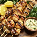 - Chicken and Marinade Ingredients - 1.5 lbs boneless, skinless chicken breasts, cut into bite-sized pieces - 4 tablespoons olive oil - 3 garlic cloves, minced - 1 teaspoon smoked paprika - 1 teaspoon onion powder - 1 teaspoon dried oregano - Salt and pepper to taste - Skewers (soaked in water for 30 minutes if wooden) - Ingredients for Garlic Sauce - ¼ cup Greek yogurt - 1 tablespoon mayonnaise - 2 tablespoons lemon juice - 2 teaspoons fresh parsley, chopped - 1 garlic clove, minced - Salt and pepper to taste - Optional Garnishes - Lemon wedges - Fresh parsley for a pop of color When I start this recipe, I love the simple yet bold flavors. The chicken needs to soak up the marinade for great taste. The olive oil adds richness, while garlic gives it a nice kick. The spices bring warmth and depth. For the garlic sauce, I mix yogurt and mayo for creaminess. The lemon juice brightens it up. Fresh parsley adds a nice touch. This sauce is so good; it pairs perfectly with the chicken bites. I often add lemon wedges as a garnish. They look pretty and add extra zest. Fresh parsley also makes the dish pop. It’s all about making the meal look as good as it tastes. This recipe is great for gatherings or a fun family dinner. You can find the full recipe above for more details. Enjoy the delicious flavors and easy prep! How to Prepare the Marinade To make the marinade, mix together 4 tablespoons of olive oil, 3 minced garlic cloves, 1 teaspoon of smoked paprika, 1 teaspoon of onion powder, and 1 teaspoon of dried oregano. Add salt and pepper to taste. This mix gives the chicken a deep flavor. Proper Marinade Time Let the chicken marinate for at least 30 minutes. If you can wait longer, up to 2 hours is even better. This time helps the flavors soak into the chicken. Tips for Chicken Preparation Cut the chicken into bite-sized pieces. This allows for even cooking and makes it easy to eat. Make sure the pieces are similar in size for best results. Ingredients and Mixing Method For the garlic sauce, you need ¼ cup of Greek yogurt, 1 tablespoon of mayonnaise, 2 tablespoons of lemon juice, 2 teaspoons of chopped fresh parsley, and 1 minced garlic clove. Mix these together in a bowl until smooth. Flavor Enhancements for the Sauce You can add a pinch of salt and pepper to taste. If you want a kick, try adding a bit of cayenne pepper. This adds heat without overpowering the garlic flavor. Prepping the Grill Preheat your grill to medium-high heat. This helps get nice grill marks on the chicken. If you use wooden skewers, soak them in water for 30 minutes to prevent burning. Skewering Techniques Take the marinated chicken pieces and thread them onto the skewers. Leave a small space between each piece to allow heat to circulate. This helps them cook evenly. Cooking Time and Temperature Place the skewers on the grill and cook for about 10-12 minutes. Turn them occasionally to get that perfect char. The chicken is done when it reaches an internal temperature of 165°F. Follow these steps for tasty grilled chicken bites with zesty garlic sauce. For the complete recipe, check out the [Full Recipe]. How to Achieve Perfect Grill Marks To get those perfect grill marks, preheat your grill to medium-high. This heat helps sear the chicken. Place the chicken on the grill and do not move it for about three minutes. Then, turn it 90 degrees to create crosshatch marks. After another three minutes, flip the chicken pieces. This method gives you great grill marks. Avoiding Dry Chicken To keep your chicken juicy, marinate it for at least 30 minutes. The olive oil in the marinade helps lock in moisture. Also, do not overcook the chicken. Use a meat thermometer to check its internal temp. Aim for 165°F. This ensures juicy bites every time. Creamy vs. Lighter Versions You can make the garlic sauce creamy or lighter. For a creamy version, add more Greek yogurt and a touch of mayonnaise. If you want a lighter sauce, skip the mayo. Use more lemon juice for brightness. Both options taste great with the chicken. Adding More Flavor to the Sauce To boost the sauce flavor, mix in fresh herbs like dill or chives. You can also add a dash of hot sauce for heat. Another option is to sprinkle in some grated Parmesan cheese. Each twist makes the sauce special. Best Side Dishes to Pair Grilled chicken bites pair well with fresh salads or roasted veggies. Try a simple green salad with lemon vinaigrette. For a hearty option, serve with rice or quinoa. These sides balance the flavors of the chicken and garlic sauce. Plating Ideas for Presentation For a pretty plate, arrange the skewers on a large platter. Garnish with lemon wedges and sprigs of parsley. Serve the garlic sauce in a small bowl at the center. This setup looks inviting and makes dipping easy. If you're interested in making this dish, check out the Full Recipe for complete details. {{image_2}} You can substitute chicken with other proteins. For example, turkey works well. Shrimp is also a delicious option. Both add unique flavors to your dish. If you want to try something new, consider tofu. It absorbs flavors well and is a great meat alternative. You can also cook these proteins in different ways. If you don't have a grill, use a skillet on the stove. Pan-searing gives a nice crust, too. Broiling in the oven works great for quick cooking. To spice up your grilled chicken bites, add heat. Consider mixing in some cayenne pepper or chili flakes. This will give an exciting kick to your dish. You can also play with herbs. Instead of oregano, try basil or thyme. Fresh herbs add a vibrant touch. Mix in cilantro for a fresh twist. Each herb brings a new flavor to your bites. Making these grilled chicken bites ahead of time is easy. Marinate the chicken and store it in the fridge for up to 24 hours. This saves time on busy days. If you have leftovers, freezing them is a smart choice. Place the bites in an airtight container. They can stay fresh for about three months. When you're ready to eat, reheat them in the oven. This method keeps them juicy. Enjoy your grilled chicken bites any time with these meal prep ideas! To keep your grilled chicken bites fresh, use airtight containers. Glass or plastic containers work well. Store the chicken bites in the fridge. They stay good for up to three days. Always let the chicken cool down before sealing it. When you're ready to eat the leftovers, use the oven or a skillet. Both methods heat the chicken evenly. If you use the oven, set it to 350°F. Bake for 10-15 minutes. If using a skillet, add a splash of water. This keeps the chicken moist and prevents dryness. You can freeze grilled chicken bites for later. First, let them cool completely. Then, place them in freezer-safe bags. Squeeze out the air and seal tightly. They can stay in the freezer for up to three months. To thaw, leave them in the fridge overnight. Reheat as needed. Enjoy your grilled chicken bites anytime! For the full recipe, check out the details above. The ideal marination duration for chicken is at least 30 minutes. This time lets the chicken soak in all those great flavors. If you can, marinate for up to 2 hours. The longer you marinate, the more flavor your chicken will have. Just don't go overboard; too long can make the chicken mushy. Yes, you can use frozen chicken for this recipe. Start by thawing the chicken in the fridge overnight. If you need it fast, you can use the microwave. Once thawed, cut it into bite-sized pieces. Then, follow the marinade steps from the Full Recipe. Grilled chicken bites are great with many side dishes. Some popular choices are: - Rice or quinoa - Grilled veggies like zucchini and bell peppers - Fresh salads with mixed greens - Garlic bread for extra flavor Absolutely! This recipe is perfect for meal prep. You can marinate and grill the chicken ahead of time. Store the bites in an airtight container in the fridge. They last well for up to four days. Just reheat and serve during the week for easy, tasty meals. This blog post covered how to make delicious grilled chicken bites. You learned about ingredients, marinating, making garlic sauce, and grilling tips. I shared ideas for variations and meal prep. Proper storage and reheating methods ensure leftovers stay tasty. In summary, these tips will help you create flavorful meals. Enjoy grilling and experimenting with new flavors! You’ll impress everyone at your next gathering.