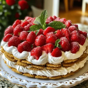 - 2 cups fresh strawberries, hulled and sliced - 1 tablespoon sugar (to sprinkle on strawberries) - 8 ounces cream cheese, softened - 1 cup powdered sugar - 1 teaspoon vanilla extract - 2 cups whipped cream (or cool whip) - 1 package (11 oz) of graham crackers - Mint leaves for garnish (optional) To make this easy treat, you need fresh strawberries. They add bright color and flavor. The sugar helps sweeten the berries and draws out their juices. Cream cheese gives a rich taste and pairs well with the whipped cream. Whipped cream is key for a light texture. You can use store-bought cool whip or make your own. Graham crackers form the base and add crunch. For a nice touch, mint leaves can be used as a garnish. They add a pop of color and fresh flavor. This list covers everything you need for a delightful no-bake strawberry shortcake. You can find the full recipe to guide you through the steps. Enjoy making this easy dessert! First, take 2 cups of fresh strawberries. Hulling means removing the green tops and slicing them into small pieces. Place them in a medium bowl. Now, sprinkle 1 tablespoon of sugar over the strawberries. This sugar helps bring out their natural juices. Let the strawberries sit for about 15 minutes. This process is called macerating. You will see the strawberries become juicy and sweet. Next, grab a large mixing bowl. Add 8 ounces of softened cream cheese, 1 cup of powdered sugar, and 1 teaspoon of vanilla extract. Blend these together until the mixture is smooth and creamy. This will create a rich filling. Now, gently fold in 2 cups of whipped cream. Be careful not to deflate the whipped cream. This folding makes your filling light and fluffy. Now comes the fun part—assembling your shortcake! Start with a layer of graham crackers on a large platter. You may need to break some crackers to fit them nicely. Next, spread half of your cream cheese mixture over the crackers. Then, take half of your macerated strawberries and spoon them over the cream. Spread them evenly. Repeat this process. Add another layer of graham crackers, the rest of the cream mixture, and the remaining strawberries. If you want, you can top it with one more layer of graham crackers. Cover the entire dessert with plastic wrap. Refrigerate for at least 4 hours, or overnight if you can wait. This chilling time is crucial for the flavor to meld. Before you serve, add some fresh mint leaves for a pop of color. This no-bake strawberry shortcake is now ready to impress your family and friends! For the complete recipe, check out the [Full Recipe]. To get the best layers in your shortcake, follow these tips: - Layering: Start with a layer of graham crackers. Break them if needed to fit. Add cream filling, then strawberries. Repeat this to build height. - Chilling Time: Chill the cake for at least 4 hours. Overnight is best. This lets the flavors blend well. A few mistakes can spoil your dessert: - Overmixing the Filling: Mix the cream cheese and whipped cream gently. Too much mixing can make it runny. - Not Chilling Long Enough: If you serve it too soon, the layers may not hold. Give it time to set. Make your shortcake shine with these ideas: - Presentation Ideas: Serve in clear glasses for a fun look. Top with fresh strawberries and mint for color. - Recommended Pairings: Enjoy with lemonade, iced tea, or a light dessert wine. These drinks complement the strawberries nicely. For the complete recipe, check out the [Full Recipe]. {{image_2}} You can easily switch up the flavors in your no-bake strawberry shortcake. Try using different fruits like blueberries or peaches. These fruits add their own unique taste. You can also mix berries together for a fun twist. If you want a different base, consider using sponge cake. It offers a fluffy texture that brings a new feel to the dish. You can layer the sponge cake in the same way as the graham crackers. This change will keep your dessert fresh and exciting. For those needing gluten-free options, look for gluten-free graham crackers. Many brands offer these, so you can enjoy the same great taste without the gluten. Make sure to check the label for gluten-free certification. If you want a vegan version, swap out the cream cheese for a dairy-free alternative. You can use coconut cream or cashew cream in the filling. This option keeps the dessert creamy and rich while being plant-based. You can adapt this dessert for different seasons and holidays. For example, for the Fourth of July, layer strawberries and blueberries. This gives you a red, white, and blue treat that’s festive and fun. For fall, try adding pumpkin spice to the cream filling. It will bring a warm flavor to your dessert. These variations make your no-bake strawberry shortcake a year-round delight. You can enjoy it at any gathering or just for a sweet treat at home. For the full recipe, check out the No-Bake Strawberry Shortcake section. To keep your no-bake strawberry shortcake fresh, store it in the fridge. Use an airtight container to prevent it from absorbing other flavors. If you don’t have one, cover it tightly with plastic wrap. This helps keep the cake moist and prevents drying out. It’s best to eat the leftovers within three days for optimal taste. You can freeze the no-bake strawberry shortcake for later enjoyment. First, cut it into servings. Wrap each piece in plastic wrap, then place them in a freezer-safe bag. This way, you can take out just what you need. To thaw, move a piece to the fridge for several hours or overnight. Avoid using the microwave, as this can change the texture. In the fridge, the no-bake strawberry shortcake lasts about three to five days. Keep an eye out for signs of spoilage. If you see any mold or if it smells off, it's time to toss it. The strawberries may also lose their freshness and become mushy, which is another sign it's no longer good. Always trust your senses when it comes to food safety. Yes, you can make this dessert ahead of time. It tastes even better after chilling. I often prepare it the night before. This gives the flavors time to blend. Just cover it well with plastic wrap. Store it in the fridge until you are ready to serve. If you need a substitute for whipped cream, try using Greek yogurt. It adds a nice creaminess. You can also use cool whip for a similar texture. Another option is to use coconut cream for a dairy-free choice. Whichever you choose, it will still taste great! Yes, there are good substitutes for cream cheese. You can use ricotta cheese for a lighter option. Mascarpone cheese works well too, offering a rich flavor. For a dairy-free version, try using silken tofu blended until smooth. These options can still give you a creamy filling. To keep graham crackers crisp, layer them just before serving. If you want to prepare ahead, consider toasting them lightly in the oven. This adds crunch and helps them hold up better. You can also use a thicker layer of cream between the crackers. This way, they won't absorb too much moisture. No-Bake Strawberry Shortcake is easy and fun to make. You learned about key ingredients, step-by-step preparation, and useful tips. Variations add creativity, and proper storage keeps leftovers fresh. Always remember to layer carefully and chill for best results. Now, gather your friends and enjoy this delicious treat. It’s perfect for any occasion. With these simple steps, you can impress everyone at your next gathering. Happy baking!