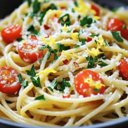 To make a tasty Spaghetti Aglio e Olio, you need these main ingredients: - 400g spaghetti - 6 cloves garlic, thinly sliced - 1/2 cup extra virgin olive oil - 1/2 teaspoon red pepper flakes - Zest of 1 lemon - Juice of 1 lemon - Salt, to taste - 1/4 cup fresh parsley, chopped You can enhance your dish with some fun extras. Here are optional ingredients to consider: - 1/4 cup grated Parmesan cheese (for creaminess) - 1 cup cherry tomatoes, halved (for freshness) These additions can bring more flavor and texture to your meal. If you don’t have a key ingredient, don’t worry! Here are some good swaps: - Use whole wheat or gluten-free pasta for dietary needs. - Swap olive oil with avocado oil for a different taste. - Try shallots instead of garlic for a milder flavor. These substitutions keep the dish tasty while catering to your needs. For the full recipe, check out the link provided. Start by bringing a large pot of salted water to a boil. I use about one tablespoon of salt for every four quarts of water. After it boils, add 400g of spaghetti. Cook it for about 8-10 minutes or until it is al dente. This means it should be firm, not mushy. Before you drain the spaghetti, save about 1 cup of pasta water. This water will help our sauce later. While the spaghetti cooks, grab a large pan. Heat 1/2 cup of extra virgin olive oil over medium heat. Once the oil is hot, add 6 cloves of thinly sliced garlic. Stir the garlic for 2-3 minutes until it turns golden brown. Watch closely! If it burns, it will taste bitter. Next, stir in 1/2 teaspoon of red pepper flakes. Cook for another 30 seconds to wake up those flavors. Now, it’s time to combine everything. Take the drained spaghetti and toss it into the pan with the garlic oil. Mix well so every strand is coated. Add the zest and juice of 1 lemon, along with 1/2 cup of the reserved pasta water. Stir until the liquid creates a light sauce. If it seems dry, add more pasta water. Finally, mix in 1/4 cup of chopped fresh parsley and 1 cup of halved cherry tomatoes. Season with salt to taste. For an extra touch, sprinkle some grated Parmesan cheese on top. You can find the [Full Recipe] for all the steps and details you need! Start with a big pot of water. Add salt until it tastes like the sea. Bring the water to a boil. Add the spaghetti and stir to keep it from sticking. Cook the pasta until it is al dente, which means firm to the bite. This usually takes about 8 to 10 minutes. Remember to save a cup of pasta water before draining. This water helps your sauce stick. Heat your olive oil over medium heat. Add your sliced garlic and watch it closely. You want it golden brown, not dark. This usually takes 2-3 minutes. If the garlic burns, it will taste bitter. Don't rush this step; patience is key. Right before it gets too dark, add the red pepper flakes. This helps to bring out their flavor. If you love heat, feel free to add more red pepper flakes. Start with a half teaspoon, then taste. You can always add more, but it’s hard to take it out. If you prefer less spice, cut back on the flakes. You can also add more lemon juice to balance the heat. This dish is all about your taste, so make it your own! For more great tips, don't forget to check out the Full Recipe! {{image_2}} You can easily add vegetables to your spaghetti. Consider including spinach, bell peppers, or broccoli. They add color and nutrition. Simply sauté them with the garlic. This way, you get a tasty and healthy dish. You can switch up the sauce for more flavor. Try adding pesto, marinara, or even a light cream sauce. Each option gives a new taste to your meal. Experiment with different sauces to find your favorite. To make this dish vegan, leave out cheese. You can also use nutritional yeast instead. For gluten-free spaghetti, choose gluten-free pasta brands. These small swaps let everyone enjoy this dish without missing out. Store leftover spaghetti Aglio e Olio in an airtight container. Keep it in the fridge. It stays fresh for about three days. Make sure to cool the pasta before sealing it. This will help keep the texture. To reheat, use a skillet over low heat. Add a splash of olive oil or water. Stir gently until warm. This helps keep the pasta moist. You can also microwave it. Use a microwave-safe bowl and cover it loosely. Heat in short bursts, stirring in between. You can freeze spaghetti Aglio e Olio, but with caution. The texture might change. Cool the pasta completely before freezing. Place it in a freezer-safe bag. Squeeze out air and seal tightly. It can last up to two months. When ready to eat, thaw it overnight in the fridge. Reheat as mentioned earlier for the best taste. Aglio e Olio is Italian for garlic and oil. This dish highlights these two simple ingredients. It shows how basic flavors can create magic. For me, it’s all about fresh garlic and good olive oil. This combo brings a rich taste that’s hard to beat. Yes, you can add protein! Grilled chicken or shrimp works great. You can also toss in sautéed mushrooms or chickpeas for a hearty touch. Just cook the protein separately and mix it in with the spaghetti. This makes your meal even more filling and satisfying. To make Spaghetti Aglio e Olio ahead of time, cook the spaghetti and garlic oil separately. Store them in airtight containers in the fridge. When you’re ready to eat, simply reheat the garlic oil and toss in the spaghetti. Add fresh parsley and cheese right before serving for the best taste. Check out the Full Recipe for more details! You learned how to make Spaghetti Aglio e Olio today. We covered the key ingredients, cooking steps, and tips for the best flavor. You saw ways to change the dish with veggies and sauces. Plus, we discussed storage, reheating, and FAQs. Now, it’s time to enjoy your meal! Experiment with variations to make it your own. Cooking should be fun, so get creative! Each bite of this dish is both simple and tasty. Enjoy your cooking journey!