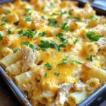 - 12 oz ziti pasta - 2 cups cooked, shredded chicken - 1 (8 oz) package cream cheese, softened - 1 cup ranch dressing - 1 cup chicken broth - 1 teaspoon garlic powder - 1 teaspoon onion powder - 2 cups shredded cheddar cheese - 1 cup shredded mozzarella cheese - Fresh parsley for garnish Crack Chicken Baked Ziti is a dish that shines due to its simple yet rich ingredients. When I make this dish, I focus on each layer of flavor. The ziti pasta serves as the perfect base, providing a hearty and comforting texture. The chicken adds a great protein punch. I usually use cooked, shredded chicken, which blends nicely with the creamy sauce. Cream cheese brings a smooth richness, making every bite feel indulgent. For the pantry staples, I rely on ranch dressing to infuse bold flavor. The chicken broth adds moisture, ensuring the pasta stays tender during baking. The garlic and onion powders are my go-to spices. They bring depth to the dish without overpowering it. Cheese is where the magic truly happens. I love using a mix of cheddar and mozzarella. Cheddar gives a sharpness, while mozzarella melts beautifully, creating that gooey texture we all crave. Lastly, I always add fresh parsley on top. It brightens the dish and adds a pop of color. For the full recipe, check out the detailed instructions included. You’ll see how these ingredients come together to create a comforting and satisfying meal. - Preheat your oven to 375°F (190°C) and grease a 9x13 inch baking dish. - In a large pot, cook 12 oz of ziti pasta according to the package until al dente. Drain and set it aside. - In a mixing bowl, combine 2 cups of cooked, shredded chicken, 1 (8 oz) package of softened cream cheese, 1 cup of ranch dressing, and 1 cup of chicken broth. Add 1 teaspoon of garlic powder, 1 teaspoon of onion powder, and salt and pepper to your taste. Mix until smooth and well combined. - Fold the cooked ziti into the chicken mixture until every piece is coated. - Transfer half of this ziti mixture into the greased baking dish. Sprinkle half of 2 cups of shredded cheddar cheese and 1 cup of shredded mozzarella cheese on top. - Layer the remaining ziti mixture on top, followed by the rest of the cheddar and mozzarella cheese. - Cover the dish with aluminum foil and bake for 25 minutes. - After 25 minutes, remove the foil and bake for an additional 10-15 minutes, or until the cheese is bubbly and golden. - Once done, remove it from the oven and let it cool for a few minutes. Garnish with fresh chopped parsley before serving. For the full recipe, refer to the earlier section. - Ensure chicken is properly shredded. This step helps the flavors blend well. - Use a mix of cheeses for flavor. Cheddar and mozzarella create a creamy delight. - Refrigerate leftovers properly. Store in an airtight container for up to four days. - Reheating instructions: Use the oven for even heating. Bake at 350°F (175°C) for 20 minutes. - Garnishing techniques: Sprinkle fresh parsley on top for a pop of color. - Serving suggestions: Pair with a simple green salad for a fresh contrast. {{image_2}} You can easily change the protein in this dish. Use turkey instead of chicken for a lighter option. This swap keeps the dish tasty while reducing fat. If you want a plant-based meal, try using shredded jackfruit or tofu. Both options soak up the flavors well. For those who love bacon, add crispy pieces for a savory burst. The smoky taste makes every bite more exciting. While ziti is classic, other pasta types work great too. Penne or fusilli are perfect substitutes. They both hold sauce well and add fun shapes. If you need gluten-free options, choose gluten-free pasta. Many brands offer great taste and texture. Just cook them according to package instructions for the best results. Want to kick up the spice? Add sliced jalapeños to the mix. They bring heat and flavor in every bite. If you love herbs, add fresh thyme or basil. They brighten the dish and add depth. Experiment with these changes to make the recipe your own. You’ll find new favorites with each variation. To keep your Crack Chicken Baked Ziti fresh, store it in an airtight container. This will help prevent it from drying out. Make sure the dish cools down before you put it in the fridge. It’s best to eat leftovers within three to four days. If you want to save it longer, freezing is a great option. - Freezing Instructions: - Let the baked ziti cool completely. - Cut it into portions for easy reheating. - Wrap each portion tightly in plastic wrap. - Place the wrapped portions in a freezer-safe bag or container. - Label them with the date for easy tracking. In the fridge, your Crack Chicken Baked Ziti will last for about three to four days. After that, the taste and texture may change. Check for signs of spoilage. - Signs of Spoilage: - Any mold growth or off smell is a clear signal. - If the cheese looks dry or discolored, it’s best to toss it. When it comes to reheating, you have two main options: the oven or the microwave. While the microwave is quick, it can make the dish unevenly heated. The oven takes longer but warms it more evenly. - Oven Reheating: - Preheat to 350°F (175°C). - Cover the dish with foil to keep moisture in. - Heat for about 20 minutes, or until hot all the way through. - Microwave Reheating: - Place a portion in a microwave-safe bowl. - Cover it with a microwave-safe lid or plate. - Heat in 1-minute intervals, stirring in between, until warm. To ensure even heating, always check the center of the dish. Enjoy your flavorful comfort food! Yes, you can make this dish ahead. Prepare it up to the baking step. Cover it tightly and refrigerate. When ready to bake, just add a few extra minutes to the cooking time. This helps the flavors blend well. Absolutely! Using rotisserie chicken saves time. It adds a tasty flavor without the work. Just shred the chicken and mix it with the other ingredients. This shortcut keeps your meal quick and simple. I suggest pairing it with a fresh salad. A side of steamed veggies works well too. Garlic bread complements the dish nicely. These sides balance the rich flavors of the baked ziti. You can make some easy swaps. Use whole wheat ziti for more fiber. Try low-fat cream cheese and dressings. Adding more veggies, like spinach or mushrooms, boosts nutrition without losing flavor. In this article, we explored how to make a delicious Crack Chicken Baked Ziti. You learned about the essential ingredients, step-by-step instructions, and clever tips for cooking and storage. Remember, this dish is tasty and easy to customize with different proteins and pasta. Whether you keep it simple or add flair, this meal satisfies. Try it out for yourself and enjoy a comforting dinner that everyone will love. With this guide, you create a dish that’s sure to impress. Happy cooking!