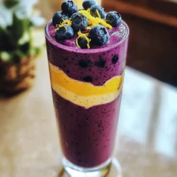 To make a delicious Blueberry Lemon Cheesecake Smoothie, gather these ingredients: - 1 cup fresh or frozen blueberries - 1 banana, frozen - 1 cup Greek yogurt - 1/2 cup cream cheese, softened - 1 cup almond milk (or any milk of your choice) - 2 tablespoons honey or maple syrup (optional) - Zest of 1 lemon - Juice of 1/2 lemon - 1/4 teaspoon vanilla extract - A pinch of salt Each ingredient plays a key role in creating that creamy delight. The blueberries give a sweet and tangy flavor, while the banana adds natural sweetness and creaminess. Greek yogurt and cream cheese help achieve that cheesecake-like texture, making this smoothie rich and satisfying. Almond milk keeps it light but creamy, and the lemon zest and juice add brightness that balances the flavors perfectly. You can easily customize this smoothie to fit your needs: - Alternative fruits to use: Try strawberries or raspberries for a different taste. Mango can add a tropical twist, too. - Dairy-free options: Use coconut yogurt and plant-based cream cheese for a dairy-free version. Oat or soy milk can replace almond milk. - Sweetener alternatives: Agave syrup or stevia can replace honey or maple syrup. Adjust to your taste, especially if you want it less sweet. By mixing and matching these ingredients, you can create your own version of this tasty smoothie. Don't forget to check out the Full Recipe for all the details! - Step 1: Combine ingredients in the blender Start by adding the blueberries, frozen banana, Greek yogurt, and cream cheese to your blender. This mix gives our smoothie a creamy texture and a rich flavor. - Step 2: Adjust sweetness and flavor Pour in the almond milk. If you like sweeter smoothies, add honey or maple syrup now. Next, add the lemon zest, lemon juice, vanilla extract, and a pinch of salt. These ingredients brighten the taste. - Step 3: Blend until smooth Blend on high speed until the mixture is smooth and creamy. You may need to stop and scrape down the sides of the blender for an even mix. Taste the smoothie. If you want it sweeter or more lemony, add more honey or lemon juice. - How to serve the smoothie Once blended, pour the smoothie into your favorite glasses. You can top each glass with extra blueberries or a sprinkle of lemon zest for a nice touch. This not only makes it look pretty but adds extra flavor too. - Best glasses to use I recommend using tall glasses or mason jars. These styles show off the lovely color of the smoothie and hold a good amount. Plus, they are fun to drink from! Check out the Full Recipe for more details and tips! To get a smooth texture, use a strong blender. This helps blend all the ingredients well. Start blending on low, then move to high speed. Stop to scrape the sides if needed. This ensures everything mixes evenly. If your smoothie is too thick, add more almond milk. Just pour in a little at a time. Blend again until you reach the right thickness. If it’s too thin, add more frozen banana or blueberries. They will help thicken it up without changing the flavor too much. You can add more fun flavors to your smoothie. Try mixing in some spinach for a green boost. It adds nutrients without changing the taste much. You could also use raspberries or strawberries instead of blueberries. Each fruit brings its own twist. When it comes to toppings, I love using a sprinkle of lemon zest. It adds a nice pop of flavor. Fresh blueberries on top look great and taste even better. You could also add a dollop of whipped cream for a creamy finish. For a crunch, consider crushed graham crackers. They give you that cheesecake feel. Try these tips to make your Blueberry Lemon Cheesecake Smoothie even more delightful! For the complete recipe, check out the [Full Recipe]. {{image_2}} You can make your Blueberry Lemon Cheesecake Smoothie even more fun! One great way is to add spinach. This gives your smoothie a bright green color and boosts the nutrients. Don't worry; the taste stays yummy because blueberries mask the spinach flavor well. You can also swap out blueberries for other berries. Raspberries, strawberries, or blackberries all work great. Each berry brings its unique flavor. Mix and match for a fun berry medley. If you want to make your smoothie lower in calories, you can change a few ingredients. Use low-fat cream cheese instead of regular. You can also use a sugar-free sweetener instead of honey or maple syrup. This way, you still get a tasty treat without the extra calories. For a high-protein version, try adding a scoop of protein powder to the mix. You can also use Greek yogurt with added protein. This change makes the smoothie great for breakfast or a post-workout snack. For the full recipe, check the earlier section. To keep your Blueberry Lemon Cheesecake Smoothie fresh, store any leftovers in an airtight container. This helps prevent oxidation and keeps the flavor intact. Place the container in the fridge and use it within two days for the best taste. If you want to prepare ahead, consider freezing the smoothie. Pour it into freezer-safe bags or containers. Leave some space at the top for expansion. When you're ready to enjoy it, let it thaw in the fridge overnight. You can also blend it again for a smooth texture. In the fridge, this smoothie lasts about 2 days. After that, the flavor and texture may change. If you freeze it, you can keep it for up to 3 months. Just remember to check for any off smells when you thaw it. Always trust your senses! Can I use frozen blueberries instead of fresh? Yes, you can use frozen blueberries. They work well and make the smoothie cold. Frozen fruit often blends better and gives a thicker texture. If you use frozen blueberries, there is no need for ice. Is this smoothie suitable for meal replacement? Yes, this smoothie can serve as a meal replacement. It has protein from Greek yogurt and cream cheese. Plus, the fruit provides vitamins and fiber. Just add a bit more protein or healthy fat if you want it to be more filling. Can I make it vegan? Yes, you can make this smoothie vegan. Use plant-based yogurt and cream cheese instead of dairy. Almond milk or coconut milk works great as milk options. Replace honey with maple syrup or agave for sweetening. What to do if it's too thick or too thin? If your smoothie is too thick, add more almond milk. Blend again until you reach the right consistency. If it’s too thin, add more frozen fruit or a bit of yogurt. This helps thicken it up. How to boost nutrition in a smoothie? You can boost nutrition easily. Add a handful of spinach for extra vitamins. Chia seeds or flaxseeds add fiber and omega-3s. You can also mix in protein powder for a protein boost. These additions keep your smoothie tasty and healthy. You can find the full recipe [here](#). This blog post covered a tasty smoothie recipe and tips for making it perfect. We discussed ingredients, substitutes, and step-by-step instructions for blending. You learned how to adjust flavors and consistency. We also explored storage tips and answered common questions. Smoothies are simple, healthy, and customizable. You can mix and match to fit your taste. Try new ingredients to keep things exciting. Enjoy your smoothie journey and make it your own!