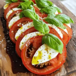 - 4 ripe tomatoes, sliced - 8 ounces fresh mozzarella cheese, sliced - 1 cup fresh basil leaves - 4 tablespoons extra-virgin olive oil - 2 tablespoons balsamic glaze - Salt and freshly ground black pepper to taste How to choose ripe tomatoes When you pick tomatoes, look for ones that feel firm. They should have smooth skin and vibrant color. A ripe tomato will smell sweet and fresh. Try to choose tomatoes that are slightly soft when you press them gently. This means they are ready to eat! Selecting high-quality mozzarella For the best flavor, choose fresh mozzarella. It should be soft and moist, not dry. Look for mozzarella packed in water or whey. This keeps it fresh. If you can, buy it from a local cheese shop or farmer's market for the best quality. Importance of fresh basil Fresh basil adds bright flavor to your salad. Look for basil with deep green leaves. Avoid any brown or wilted leaves. When you smell fresh basil, it should smell sweet and herbal. This smell means it is fresh and ready to use in your dish. For the full details on making this delightful salad, check out the Full Recipe. To make this salad, start with ripe tomatoes. Choose bright red tomatoes that feel slightly soft. Next, select fresh mozzarella. It should be creamy and firm. Slice the tomatoes and mozzarella into even pieces. Aim for about 1/4 inch thick. This helps each bite taste perfect. Use a sharp knife for clean cuts. Now it's time to layer the salad. Take a large platter. Start with a slice of tomato, then add mozzarella, and a basil leaf. Repeat this until all ingredients are used. Drizzle extra-virgin olive oil over the salad. This adds a rich flavor. Next, drizzle balsamic glaze for sweetness and tang. Season your salad with salt and freshly ground black pepper. This boosts the taste. For a spicy kick, you can add red pepper flakes. Allow the salad to rest for about 5 minutes. This helps the flavors blend nicely. Enjoy your Simple Caprese Salad Delight! You can find more details in the Full Recipe. Serve your Caprese salad cold for the best taste. A cool salad brings out fresh flavors. Pair it with crusty bread or a light white wine. This adds depth and makes the meal even better. To add a kick, sprinkle red pepper flakes on your salad. This small step makes a big difference. You can also try different oils, like infused olive oil. Each oil brings a new twist to the dish. For gatherings, serve your salad on a large, colorful platter. This makes the dish eye-catching. You can also use creative bowls or even rustic wooden boards. Add extra basil leaves on top for a pop of color. These small touches make your Caprese salad stand out. For the full recipe, check out the Caprese Delight Salad 🥗 section above. {{image_2}} For your Caprese salad, you can switch up the cheese. Try using burrata for a creamier texture. Goat cheese also works well for a tangy twist. If you have seasonal veggies, toss in sliced cucumbers or peppers. They add a nice crunch and fresh flavor. You can also use heirloom tomatoes for a colorful and tasty option. If you want a vegan version, replace mozzarella with plant-based cheese. There are many good options made from nuts or soy. For a nut-free salad, ensure you choose a cheese that does not contain nuts. This way, everyone can enjoy your dish without worry. Infusing your olive oil can elevate your salad. Try adding garlic or herbs to the oil for extra flavor. Different balsamic reductions can also change the taste. A sweeter version can add depth, while a more tangy one can brighten the dish. Experiment with these ideas to make your Caprese salad unique. For the complete recipe, check out the [Full Recipe]. Store your Caprese salad in a clean, airtight container. This keeps it fresh and tasty. Use a glass or plastic container with a tight lid. The salad stays good in the fridge for 1-2 days. After that, the ingredients may wilt or lose flavor. If you want to keep your salad fresh for longer, store the parts separately. Keep the tomatoes, mozzarella, and basil in their own containers. This way, they stay crisp and flavorful. Assemble your salad just before you plan to eat. If you have a ready-to-eat salad, eat it within one day for the best taste. Freezing Caprese salad is not ideal. The tomatoes and mozzarella can become mushy when thawed. If you must freeze, consider just the basil. Chop it and freeze it in a small bag. To thaw, place it in the fridge overnight. Use it in soups or sauces later. For best results, enjoy your salad fresh using the Full Recipe. Caprese salad stays fresh in the fridge for about two days. After that, the tomatoes and mozzarella may get soggy. To keep it fresh, store it in an airtight container. Yes, you can prepare Caprese salad ahead of time. However, it’s best to add the oil and glaze just before serving. This keeps the flavors vibrant and the texture fresh. You can add a few herbs to your Caprese salad. Fresh oregano or parsley works well. You can also try mint for a unique twist. Mix and match to find your favorite flavor. Balsamic vinegar is a raw, tangy liquid. Balsamic glaze is thicker and sweeter, made by cooking down the vinegar. The glaze adds a rich finish to dishes like Caprese salad. Yes, Caprese salad is gluten-free. It contains no wheat or gluten ingredients. You can enjoy this salad without worrying about gluten. This blog shared how to create a delicious Caprese salad. We covered fresh ingredients, easy steps, and great tips. Choosing ripe tomatoes and fresh mozzarella is key to flavor. Layer your salad carefully for the best look. Remember to season and let it rest for better taste. Feel free to experiment with variations and enjoy it fresh. Whether it’s for a meal or a gathering, your Caprese salad will impress. Keeping ingredients fresh ensures a delightful experience every time. Happy cooking!