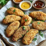 - 1 pound chicken tenderloins - 1 cup buttermilk - 1 cup all-purpose flour - 1 teaspoon garlic powder - 1 teaspoon onion powder - 1 teaspoon paprika - 1 teaspoon salt - ½ teaspoon black pepper - ½ teaspoon cayenne pepper (optional) - 1 cup panko breadcrumbs - Cooking spray To make crispy air fryer chicken tenders, you need fresh and good-quality ingredients. Chicken tenderloins are great because they cook fast and stay juicy. Buttermilk is key for tenderizing the chicken. It adds flavor and moisture. If you do not have buttermilk, you can mix milk with a little vinegar or lemon juice. This works well. The all-purpose flour helps create a nice coat on the chicken. It binds the seasonings and panko breadcrumbs together. For the seasoning, garlic powder, onion powder, and paprika give a tasty kick. You can adjust the amounts to suit your taste. Panko breadcrumbs are a must. They make the chicken extra crispy. If you want some heat, add cayenne pepper. This is optional but adds a nice touch. Cooking spray helps the tenders crisp up in the air fryer. It is simple and makes cleanup easier. For the full recipe, check the instructions included above. - Marinate the chicken in buttermilk: Start by soaking 1 pound of chicken tenderloins in 1 cup of buttermilk. This step is key. It makes the chicken juicy and tender. Let it sit for at least 30 minutes. If you have time, marinate for up to 2 hours to boost the flavor. - Set up the breading station: You need two shallow dishes. In the first dish, mix 1 cup of all-purpose flour with 1 teaspoon each of garlic powder, onion powder, paprika, salt, and black pepper. For a spicy kick, add ½ teaspoon of cayenne pepper. In the second dish, place 1 cup of panko breadcrumbs. This will give your chicken a nice crunch. - Dredge in flour mixture: Take each chicken tender out of the buttermilk. Let the excess buttermilk drip off. Then, coat it in the flour mixture. Make sure it is fully covered. - Dip in buttermilk, coat with panko breadcrumbs: After dredging, dip the chicken tender back into the buttermilk. Next, coat it with the panko breadcrumbs. Press gently to help the crumbs stick well. This double coating gives the chicken a crispy outer layer. - Preheat the air fryer: Set your air fryer to 400°F (200°C) and preheat for about 5 minutes. Preheating helps the chicken cook evenly. - Cook chicken tenders until golden brown: Place the coated chicken tenders in a single layer in the air fryer basket. Lightly spray the tops with cooking spray for extra crispiness. Cook for 10-12 minutes, flipping halfway through. The chicken should turn golden brown and reach an internal temperature of 165°F. For the full recipe, check the complete instructions above. Enjoy your crispy air fryer chicken tenders! To make your chicken tenders crispy, use panko breadcrumbs. They provide a great crunch. After coating your tenders, lightly spray them with cooking oil. This helps them brown and crisp up nicely in the air fryer. Marinate your chicken in buttermilk for at least 30 minutes. This tenderizes the meat and adds flavor. For a deeper taste, add some spices to the buttermilk. Garlic powder, paprika, or even hot sauce can work wonders. To ensure even cooking, arrange your chicken tenders in a single layer. Overcrowding can lead to uneven cooking. Use a meat thermometer to check the internal temperature. It should reach 165°F for safe eating. {{image_2}} You can switch up the taste of your chicken tenders easily. For a spicy kick, add cayenne pepper to your flour mix. Just half a teaspoon gives a nice heat without being too much. If you want a fresh taste, try Italian seasoning. This mix adds herbs like oregano and thyme. It makes the tenders flavorful and bright. If you need a gluten-free option, use almond flour instead of regular flour. You can also use gluten-free breadcrumbs for the crunch you want. Another fun idea is to coat your tenders with crushed cornflakes. This gives them a unique texture and a fun crunch. The cornflakes will add a different flavor and make them stand out. Dipping sauces are a must with chicken tenders. Honey mustard, BBQ, or ranch pairs well. You can also serve these tenders with sides like crispy fries or a fresh salad. The mix of flavors and textures will make your meal exciting. For a full guide on making these delicious tenders, check out the Full Recipe. To keep your chicken tenders fresh, you can refrigerate them. Place the cooled tenders in an airtight container. They will stay good for about 3 to 4 days. If you want to save them for later, freezing is a great option. Make sure to wrap each tender in plastic wrap, then place them in a freezer bag. This helps prevent freezer burn. The best way to reheat your chicken tenders is in the air fryer. Preheat the air fryer to 375°F (190°C). Place the tenders in the basket in a single layer. Heat for about 5 to 6 minutes until they are crispy again. This method avoids sogginess and keeps them tasty. You can also use an oven, but the air fryer does the job best. When stored in the fridge, your chicken tenders will last about 3 to 4 days. If you freeze them, they can stay good for up to 3 months. Just remember to label your containers with the date. This way, you will know how long they have been stored. Enjoy your crispy air fryer chicken tenders anytime! For a full recipe, check out the earlier section. You can use several easy substitutes for buttermilk. One option is to mix regular milk with vinegar or lemon juice. Just add one tablespoon of vinegar or lemon juice to one cup of milk. Let it sit for about five minutes. Another option is to use yogurt. Mix plain yogurt with water until it reaches a buttermilk-like consistency. These substitutes will still give a nice flavor to your chicken tenders. Yes, you can use chicken breasts. Just cut them into strips about the same size as tenderloins. This helps them cook evenly. Keep in mind that chicken breasts may take a bit longer to cook through. Always check their internal temperature. They should reach 165°F (74°C) to be safe to eat. Many dipping sauces work great with chicken tenders. Here are some popular choices: - Honey mustard - Barbecue sauce - Ranch dressing - Buffalo sauce - Sweet and sour sauce Feel free to mix and match to find your favorite combo! To check if chicken tenders are done, use a meat thermometer. Insert it into the thickest part of the tender. The temperature should read at least 165°F (74°C). If you do not have a thermometer, make sure the chicken is no longer pink inside and the juices run clear. This way, you can be sure your tenders are safe to eat. This blog post covered how to make tasty air fryer chicken tenders. You learned about the key ingredients and steps to prepare, coat, and cook them. Using tips for crispy texture and variations increases your options. Proper storage will keep leftovers fresh for later. Cooking these tenders is simple and fun. Whether you stick to the classic recipe or try new flavors, you can't go wrong. Enjoy your delicious meal!