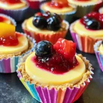To make these tasty mini cheesecakes, you need simple items. Here’s the list: - 1 cup graham cracker crumbs - ¼ cup sugar - ½ cup unsalted butter, melted - 16 ounces cream cheese, softened - 1 cup powdered sugar - 1 teaspoon vanilla extract - 2 large eggs - ¼ cup sour cream - Fresh berries or fruit compote for topping (optional) These ingredients create a creamy, rich filling with a crunchy crust. You can change a few items to fit different diets. For a gluten-free option, use gluten-free graham crackers. If you're vegan, swap cream cheese for a plant-based version and use flax eggs instead of regular eggs. You can replace sour cream with coconut yogurt for a dairy-free choice. These swaps keep your dessert delicious while meeting dietary needs. For the perfect finishing touch, add toppings to your mini cheesecakes. Fresh berries are a great choice. You can use strawberries, raspberries, or blueberries. A fruit compote adds sweetness and flavor. Consider drizzling chocolate sauce or caramel for a decadent twist. These additions make your dessert look pretty and taste even better. To start, gather your crust ingredients. You need graham cracker crumbs, sugar, and melted butter. In a medium bowl, mix the crumbs, sugar, and butter well. Make sure every crumb gets coated. This helps the crust hold together. Next, take about 1 tablespoon of the crumb mixture. Press it into the bottom of each muffin liner. This will create a solid base for your mini cheesecakes. Bake them at 325°F (160°C) for about 5-7 minutes. They should look slightly golden. Once baked, remove them from the oven and let them cool. Now, let’s make the filling. In a large mixing bowl, beat the softened cream cheese with an electric mixer. Mix it on medium speed until it’s smooth and creamy. This should take about 2-3 minutes. Gradually add the powdered sugar and vanilla extract. Keep mixing until everything is blended well. Next, add the eggs one at a time. Mix each egg in just until it’s combined. Be careful not to overmix; this can cause cracks later. Finally, add in the sour cream and mix until it’s smooth and creamy. Pour the cheesecake batter over the cooled crusts. Fill each muffin liner about ¾ full. Bake in the oven for 15-18 minutes. The centers should be set but still jiggle a bit when done. After baking, turn off the oven and crack the door open. This lets the cheesecakes cool slowly for about an hour. Once cooled, transfer them to a wire rack. Let them cool completely, then refrigerate for at least 2 hours. This chilling time helps the flavors develop. When ready, you can serve them with fresh berries or fruit compote. Enjoy your delicious mini cheesecakes! To get a smooth cheesecake filling, start with room temperature cream cheese. Cold cream cheese can cause lumps. Beat the cream cheese until it is creamy, about 2-3 minutes. Add the powdered sugar slowly while mixing. This helps blend it evenly and keeps the filling smooth. Cracking happens when cheesecakes cook too fast or dry out. Here are some tips: - Do not overmix the batter. Mix just until ingredients blend. - Bake at a low temperature of 325°F (160°C). - Let the cheesecakes cool slowly in the oven with the door cracked for about an hour. This helps them set gently. Serve your mini cheesecakes chilled. Top them with fresh berries or a fruit compote for color and taste. Use a spoon or spatula to lift them from the muffin liners carefully. This keeps the crust intact and makes for a pretty presentation. For a fun touch, try drizzling chocolate sauce over the top! You can find the full recipe above for more details. {{image_2}} You can add different flavors to your mini cheesecakes easily. Use extracts like almond or lemon for a twist. You can also mix in some cocoa powder for a chocolatey taste. Try adding some citrus zest for a fresh kick. Each flavor brings its own joy. Fresh fruits make your mini cheesecakes pop. Berries like strawberries, blueberries, or raspberries work great. In summer, peaches or cherries shine brightly. In fall, think about apples or pumpkin puree. Top your cheesecakes with fruit compote for a sweet touch. Seasonal fruits make each bite special. Chocolate lovers can mix melted chocolate into the filling. You can use white, dark, or milk chocolate. Try adding crushed cookies, like Oreos, to the crust for fun. You can even layer caramel or peanut butter for a rich treat. These additions make every cheesecake unique. For the full recipe, check out the Mini Cheesecake Desserts! To keep your mini cheesecakes fresh, place them in an airtight container. You can store them in the fridge for up to five days. Make sure to separate layers with parchment paper to avoid sticking. If you use toppings, add them just before serving. This keeps the crust crisp and the toppings fresh. You can also freeze mini cheesecakes for longer storage. First, let them cool completely. Then, wrap each cheesecake in plastic wrap. Place the wrapped cheesecakes in a freezer-safe bag or container. They can last in the freezer for up to three months. This way, you can enjoy a treat anytime! To thaw frozen mini cheesecakes, place them in the fridge overnight. This method keeps them creamy. If you're in a hurry, you can leave them at room temperature for about an hour. Avoid using a microwave, as it can change the texture. Once thawed, enjoy your mini cheesecakes cold or at room temperature! For more detailed preparation, check the Full Recipe. Yes, you can make Mini Cheesecake Desserts a day or two ahead. This saves time for your event. Just store them in the fridge. They chill well and taste even better the next day. Be sure to cover them with plastic wrap. This keeps them fresh and prevents drying. There are many fun flavors for mini cheesecakes. Here are a few favorites: - Chocolate: Add melted chocolate to the batter. - Lemon: Mix in lemon juice and zest for a fresh taste. - Pumpkin: Use pumpkin puree and spices for a fall twist. - Berry: Top with strawberry or blueberry sauce for sweetness. You can mix and match flavors to create your unique dessert. Mini cheesecakes last about 5 to 7 days in the fridge. Store them in a sealed container. This keeps them safe and tasty. If you notice any change in texture or smell, it is best to toss them. For longer storage, consider freezing them. Mini cheesecakes are fun to make and enjoy. We covered key ingredients, toppings, and step-by-step instructions. I shared tips to avoid cracks and keep your filling smooth. You learned about variations, storage, and answers to common questions. Making these treats is simple and rewarding. With practice, you can create a treat that everyone loves. Enjoy the process and share your delicious results!