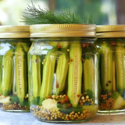 For this recipe, you need 1 pound of fresh okra. Look for firm pods that are bright green. The size should be about 2 to 4 inches long. Avoid any okra with dark spots or blemishes. Trim the stems carefully to keep the pods intact. Fresh okra gives the best crunch and flavor in your pickles. Next, you'll need 1 cup of distilled white vinegar and 1 cup of water. The vinegar gives the okra its tangy taste. It also helps preserve the okra. Use equal parts vinegar and water for the best balance. This mix makes a great base for the pickling brine. This recipe calls for a few spices to boost flavor. Gather these: - 2 tablespoons sugar - 2 tablespoons salt - 1 teaspoon mustard seeds - 1 teaspoon coriander seeds - 1 teaspoon black peppercorns - 2 cloves garlic, peeled and smashed - 1 teaspoon red pepper flakes (optional for extra heat) - Fresh dill sprigs (for garnish) The sugar balances the vinegar's sharpness. Salt helps with flavor and preservation. Mustard and coriander seeds add depth. Garlic gives a nice aroma. Red pepper flakes add heat if you like spice. Dill sprigs make for a pretty topping. For the full recipe, check out the Zesty Quick Pickled Okra 🥒 recipe. Start with fresh okra. Look for bright green pods. Wash them well under cold water. This step is key for cleanliness. Next, trim the stems. Be careful not to cut into the pods. This keeps the okra intact during pickling. Grab a medium saucepan. Pour in 1 cup of distilled white vinegar and 1 cup of water. Add 2 tablespoons of sugar and 2 tablespoons of salt. Turn the heat to medium and stir until the sugar and salt dissolve. Once it boils, add 1 teaspoon of mustard seeds, 1 teaspoon of coriander seeds, and 1 teaspoon of black peppercorns. Toss in 2 smashed garlic cloves and optional red pepper flakes. Let it simmer for 2-3 minutes. This helps blend all the flavors together. Now it's time to jar the okra. Layer the prepared okra in clean, sterilized jars. Pack them tightly but leave some space at the top. Pour the hot pickling brine over the okra, making sure they are fully submerged. Let the jars cool to room temperature. Once cooled, seal them with lids. Store your pickled okra in the fridge for at least 24 hours. For the best flavor, wait a few days. You can find the full recipe for more details. To keep your pickled okra fresh, you must sterilize your jars. Start by washing them in hot, soapy water. Rinse well to remove any soap. Next, place the jars in a large pot filled with water. Bring the water to a boil and let the jars boil for 10 minutes. This method kills germs. After boiling, let the jars cool on a clean towel. Always use dry jars when packing your okra. This step ensures your pickles stay tasty and safe to eat. You can easily change the flavor of your pickled okra. If you like it sweet, add more sugar. For a stronger taste, increase the mustard seeds and garlic. Want some heat? Add more red pepper flakes. Start with small amounts. Taste as you go to find your perfect mix. Remember, pickling is about balance. You want tangy, sweet, and spicy all at once. This way, your okra will burst with flavor in every bite. Timing is key to getting the best flavor from your pickled okra. After you make them, let the jars sit in the fridge for at least 24 hours. This wait time allows the flavors to blend. However, they taste better after three to five days. The longer they sit, the more intense the flavors become. Just remember not to rush this step. Good things take time, and your pickled okra will reward you for your patience. For the full recipe, check the earlier sections. {{image_2}} To make spicy pickled okra, add more heat. You can use extra red pepper flakes. Some like to use sliced jalapeños. This twist gives your okra a fiery kick. Adjust the heat to your taste. You can always add more later, but you can’t take it away! For herbed pickled okra, try adding fresh herbs. Dill is a great choice, but basil works well too. You can add thyme or rosemary to change the flavor. Each herb adds a unique twist. This is a fun way to personalize your pickles. Mix it up by adding other veggies. Carrots, cauliflower, or bell peppers work well. Cut them into bite-sized pieces and pack them with the okra. You can create a colorful jar. This adds more crunch and flavor to your pickled snack. These variations can enhance your pickled okra experience. Explore each option to find your favorite. You can find the full recipe to get started! Once you finish making your quick pickled okra, you need to store it properly. Always keep the jars in the fridge. The cold helps maintain the crunchiness and flavor of the okra. Make sure the lids are tight to prevent air from getting in. This simple step keeps your pickled okra fresh and tasty. Homemade pickled okra lasts about 2 to 3 weeks in the refrigerator. After that, the flavor might fade. For best taste, try to eat them within the first week. If you want to store them longer, consider canning for shelf stability. This way, you can enjoy your pickled okra even after a few months. It’s important to check your pickled okra before eating. Look for any changes in color or texture. If the okra looks slimy or has an off smell, it’s best to toss it out. Also, if you see bubbles or mold, do not eat it. These signs mean the okra has spoiled. Safety first! Enjoy your zesty quick pickled okra while it’s fresh. For the full recipe, check the previous sections! It takes at least 24 hours for pickled okra to be ready. This time allows the flavors to blend well. However, if you wait a few days, the taste improves even more. After a few days, your okra will be zesty and full of flavor. I do not recommend using frozen okra for pickling. Frozen okra often becomes mushy when thawed. Fresh okra stays crisp and crunchy in the pickling process. For the best texture and flavor, always choose fresh okra. You can serve pickled okra in many fun ways. They make a great snack on their own. You can also add them to salads for a tangy kick. They work well as a garnish for cocktails, too. If you are having a barbecue, serve them alongside meats for a tasty contrast. You learned how to make pickled okra in this blog post. Fresh okra, vinegar, and spices are key. We discussed steps like preparing the okra and making pickling brine. I shared tips on jar sterilization and flavor tweaks. Remember, you can try spicy or herbed variations. Store your pickled okra correctly to keep it fresh. Lastly, check for spoilage signs to enjoy your okra safely. By following these steps, you can create your own tasty pickled okra at home. Enjoy experimenting and sharing your results!
