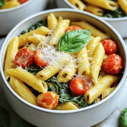 To make One-Pot Creamy Tuscan Pasta, gather these simple ingredients: - 12 oz penne or fusilli pasta - 2 cups vegetable broth - 1 cup heavy cream - 1 cup cherry tomatoes, halved - 2 cups fresh spinach - 4 cloves garlic, minced - 1 teaspoon dried basil - 1 teaspoon dried oregano - 1/2 teaspoon red pepper flakes (optional) - 1/2 cup grated Parmesan cheese - 2 tablespoons olive oil - Salt and pepper to taste You can easily swap some ingredients if needed. For the pasta, you can use any short pasta like rotini or rigatoni. If you want a lighter dish, you can use half-and-half instead of heavy cream. Fresh herbs will give the best flavor, but you can use dried herbs if that’s what you have. For a dairy-free option, try coconut cream and nutritional yeast instead of cheese. This recipe serves four people. If you want to make more, just double the amounts. Keep the same ratios to ensure the dish turns out great. It’s also good to note that the pasta absorbs liquid as it cooks. If it seems dry, you can add a splash of broth or cream to keep it creamy. Adjust salt and pepper to your taste after cooking for the best flavor. Start by heating olive oil in a large pot over medium heat. Once the oil is hot, add minced garlic. Sauté the garlic for about one minute. You want it fragrant but not burnt. Next, toss in halved cherry tomatoes. Cook these for three to four minutes. You want the tomatoes to soften and release their juices. This step builds a great flavor base for your pasta. Now, it's time to add the vegetable broth to the pot. Bring the mixture to a boil. Once boiling, stir in your pasta, dried basil, oregano, and red pepper flakes if you like some heat. Lower the heat to medium-low. Cover the pot and let it cook for about ten to twelve minutes. Stir occasionally to keep the pasta from sticking. Cook until the pasta is al dente, which means it's still firm to the bite. When the pasta is ready, stir in the heavy cream and fresh spinach. Cook this mixture for another two to three minutes. This will help the spinach wilt and the sauce thicken slightly. Remove the pot from the heat. Now, add the grated Parmesan cheese and mix well. This will make your dish creamy and rich. Finally, season to taste with salt and pepper. Let the pasta sit for a couple of minutes. This allows the sauce to thicken more. For the full recipe, check the section above. To make a smooth and creamy sauce, use heavy cream. It blends well and adds richness. After cooking the pasta, stir in the cream slowly. This helps it mix evenly. Keep the heat low when adding cream. High heat can cause it to separate. Seasoning makes a big difference in flavor. I love using dried basil and oregano for a classic taste. They mix well with the cream and broth. Red pepper flakes add a nice kick if you like spice. Don't forget to taste and adjust salt and pepper. This step is key to bringing out all the flavors. One common mistake is overcooking the pasta. Keep an eye on it as it cooks. Pasta should be al dente, or firm to the bite. Another mistake is not letting the sauce thicken. After you add the cream, let the dish sit for a few minutes. This gives the sauce time to become creamy. Finally, make sure to mix the cheese in well. It should melt and blend smoothly into the sauce. For the full recipe, check out the One-Pot Creamy Tuscan Pasta details. Enjoy cooking! {{image_2}} You can easily add protein to your One-Pot Creamy Tuscan Pasta. Chicken, shrimp, or sausage work great. For chicken, use diced breast or thighs. Cook them in the pot before adding garlic. For shrimp, add them after the pasta cooks. They only need a few minutes to become tender. If you prefer sausage, slice it and brown it in the pot first. This will add a nice flavor to the dish. Feel free to mix in different vegetables. Broccoli, bell peppers, or zucchini make great choices. Chop them into small pieces so they cook well. You can add them along with the tomatoes. If you want a stronger flavor, try sun-dried tomatoes or artichoke hearts. These add depth and taste to the dish. If you need a gluten-free meal, swap the pasta for gluten-free options. Brown rice pasta or chickpea pasta work well. Just follow the cooking times on the package. You can also use spiralized veggies like zucchini or carrots for a lower-carb choice. These keep the dish light and fresh. For a creamy texture, add a bit more cream or a splash of dairy-free milk. This One-Pot Creamy Tuscan Pasta is adaptable. You can make it fit your tastes and needs while keeping it quick and easy. For the full recipe, check the details above! You can keep your One-Pot Creamy Tuscan Pasta in an airtight container. Make sure it cools down first. Store it in the fridge for up to three days. Label the container with the date, so you know when to eat it. When you want to enjoy your leftovers, reheat them on the stove. Add a splash of broth or cream to keep it creamy. Heat over low to medium heat, stirring often. You can also use a microwave, but cover it to avoid drying out. If you want to save it for later, freeze the pasta in portions. Use freezer-safe bags or containers. Remove as much air as possible to prevent freezer burn. This dish can last for up to three months in the freezer. When ready to eat, thaw it overnight in the fridge before reheating. For best results, reheat directly from frozen on the stove with a bit of liquid. Enjoy your tasty meal anytime! One-Pot Creamy Tuscan Pasta lasts in the fridge for about three to four days. Make sure you store it in an airtight container. This keeps the pasta fresh and tasty. Over time, the sauce may thicken. You can add a bit of broth when reheating. Yes, you can make this dish ahead of time. Just cook it, let it cool, and store it in the fridge. The flavors will blend nicely if you let it sit overnight. When you are ready to eat, simply reheat it on low heat. Stir in a splash of broth to keep it creamy. You can serve One-Pot Creamy Tuscan Pasta with a simple salad. A green salad adds freshness. You could also pair it with garlic bread for some crunch. For a heartier meal, grilled chicken or shrimp works well too. Try to keep sides light to balance the creamy pasta. You learned about the key ingredients, steps, and tips for making One-Pot Creamy Tuscan Pasta. Remember to use the right measurements for the perfect sauce. Don’t forget to add your favorite proteins or veggies for a twist. Store your leftovers properly so you can enjoy them later. This dish is easy and fun to make. Enjoy the creamy goodness and share it with your friends and family. You'll impress everyone with your cooking skills!