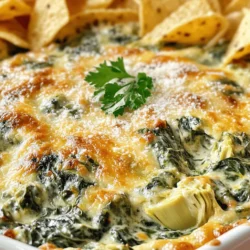To make the best Cheesy Spinach Artichoke Dip, you need these key items: - 1 cup frozen spinach, thawed and drained - 1 cup canned artichoke hearts, drained and chopped - 1 cup cream cheese, softened - 1/2 cup sour cream - 1/2 cup mayonnaise - 1 cup shredded mozzarella cheese - 1/2 cup grated Parmesan cheese These ingredients create a rich, creamy base that brings out the flavors of spinach and artichokes. The cream cheese gives it a smooth texture, while the sour cream and mayonnaise enhance the creaminess. Using frozen spinach and canned artichokes keeps prep simple and quick. You can add a few more items to boost the flavor: - 2 cloves garlic, minced - 1/2 teaspoon onion powder - 1/4 teaspoon crushed red pepper flakes (optional) Garlic and onion powder add depth to the dip. If you like a little heat, the crushed red pepper flakes will spice things up. These optional ingredients give your dip a personal touch, making it more enjoyable for you and your guests. For the full recipe, check out Creamy Spinach Artichoke Delight! - Preheat the oven at 375°F (190°C). - In a large bowl, mix the cream cheese, sour cream, and mayonnaise until smooth. - Stir in the spinach, artichoke hearts, minced garlic, and spices. - Add the mozzarella and Parmesan cheese, then mix everything well. - Transfer the mixture to a greased baking dish and spread it evenly. - Bake for 25-30 minutes, until the dip is bubbly and golden on top. - Cool slightly before serving. This recipe is simple, and each step builds great flavor. Enjoy your Cheesy Spinach Artichoke Dip! For the full recipe, check out the section above. To get the best dip, start by ensuring the spinach is well-drained. If you skip this step, your dip may become watery. Squeeze out excess moisture using a clean kitchen towel or paper towels. This simple tip makes a big difference! Next, mix your ingredients thoroughly. This helps create a creamy consistency that everyone loves. Use a large bowl to combine cream cheese, sour cream, and mayonnaise first. Then, add the other ingredients little by little. This will help everything blend well together. This dip shines best when served hot. Pair it with crispy tortilla chips or fresh veggies for the perfect crunch. You can also use sliced baguette for a tasty touch. For a beautiful presentation, consider garnishing your dip. A sprinkle of extra Parmesan cheese adds flavor and looks great. A sprig of parsley on top offers a pop of color. Your guests will be impressed! Don't forget to check the Full Recipe for all the details! {{image_2}} You can make your cheesy spinach artichoke dip even better. Add herbs like basil or thyme for a fresh taste. A pinch of cumin can also bring warmth. If you want a bolder flavor, try adding gouda or feta cheese. These cheeses melt well and add a lovely depth. Mixing in some sun-dried tomatoes or roasted red peppers can give your dip a nice twist. If you need dairy-free options, use vegan cream cheese and mayonnaise. There are also great vegan cheeses that melt nicely. For a gluten-free version, just check your dip’s serving items. Use gluten-free chips or fresh veggies for dipping. This way, everyone can enjoy your tasty dip! After you enjoy your Cheesy Spinach Artichoke Dip, store leftovers right away. Place the dip in an airtight container. This helps keep it fresh in the fridge. You can refrigerate it for up to three days. When you are ready to eat, reheat it in the oven or microwave. For the oven, preheat to 350°F (175°C). Place the dip in a safe dish and cover it with foil. Heat for about 15-20 minutes. If using the microwave, heat in short bursts. Stir in between to make sure it warms evenly. You can also freeze this dip for later. First, let the dip cool completely. Then, transfer it to a freezer-safe container. You can freeze it for up to three months. Make sure to label the container with the date. When you want to enjoy it again, take the dip out of the freezer. Move it to the fridge to thaw overnight. To reheat it, follow the oven method I shared earlier. Enjoy the same great taste as before! For the full recipe, check out the Cheesy Spinach Artichoke Delight. Yes, you can prepare this dip ahead. Mix all the ingredients and place them in a baking dish. Cover it tightly with plastic wrap and refrigerate. You can store it for up to two days. When ready to bake, remove it from the fridge. Let it sit for about 15 minutes at room temperature. This helps it cook evenly. Then, bake as directed in the full recipe. You have many tasty options! Here are some great dippers: - Tortilla chips - Sliced baguette - Fresh veggies like carrots and cucumbers - Pita chips - Crackers These pair well with the creamy texture and rich flavors of the dip. To add some heat, try these tips: - Mix in 1/2 teaspoon of cayenne pepper. - Add diced jalapeños for a fresh kick. - Use pepper jack cheese instead of mozzarella. These choices will give your dip a delightful spice boost! Yes, this recipe is vegetarian-friendly! Here’s a quick breakdown: - Cream cheese, sour cream, and mayonnaise are all dairy-based but meat-free. - Spinach and artichokes are veggies, making them safe for vegetarians. - Mozzarella and Parmesan are cheeses that fit into a vegetarian diet. Just be sure to check any cheese for animal rennet if that’s a concern. In this post, I shared the key ingredients for a delicious Cheesy Spinach Artichoke Dip, along with step-by-step instructions. I highlighted tips to perfect the texture and offered fun variations to suit any taste. Remember, you can adapt this dip for different diets and store leftovers easily. Enjoy serving this hot, creamy dip next time you host. Try out the ideas shared here, and make your gatherings even more special. Trust me, this recipe will impress your guests every time.