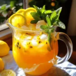 To make Passion Fruit Mint Iced Tea, you will need the following: - 4 cups water - 4 black tea bags - 1 cup passion fruit pulp (fresh or bottled) - ½ cup fresh mint leaves, plus more for garnish - ¼ cup honey or agave syrup (adjust for sweetness) - Ice cubes - Lemon slices for garnish Black tea offers a boost of energy. It contains antioxidants that help your body fight free radicals. Drinking black tea may also support heart health. Passion fruit is packed with vitamin C and fiber. It helps improve digestion and boosts your immune system. Passion fruit also adds a delightful sweet and tangy flavor to your drink. Mint is refreshing and helps with digestion. It also has calming properties that can soothe headaches. The aroma of mint can lift your mood and enhance your drink's flavor. If you want to skip sugar, try these options: - Stevia for zero calories - Agave syrup for a natural sweetness - Maple syrup for a rich flavor These alternatives can help you enjoy your drink without added sugar. Adjust the amount to fit your taste. For the full recipe, check the details above. Start by boiling 4 cups of water in a medium saucepan. Once the water reaches a rolling boil, remove it from the heat. Add 4 black tea bags to the hot water. Let them steep for 5 to 7 minutes. This time will affect how strong the tea tastes. If you like it strong, steep longer. If you prefer a lighter flavor, stick to 5 minutes. After steeping, take out the tea bags and set the tea aside. Next, grab a large pitcher. Add 1 cup of passion fruit pulp to the pitcher. You can use fresh pulp or bottled. Then, add ½ cup of fresh mint leaves. Don't forget to include ¼ cup of honey or agave syrup for sweetness. You can adjust this amount based on your taste. Pour the hot tea over the passion fruit and mint mixture. Stir everything well to mix the flavors. Now, let your tea cool to room temperature. Once cooled, place the pitcher in the fridge for at least 1 hour. This helps the tea chill properly. When ready to serve, fill glasses with ice cubes. Pour the chilled passion fruit mint iced tea over the ice. For a final touch, garnish each glass with extra mint leaves and a slice of lemon. This adds a fresh look and taste to your drink. Enjoy your refreshing summer drink! For the complete details, refer to the Full Recipe. Steeping time is key for flavor. If you steep black tea too long, it can taste bitter. I recommend steeping for 5 to 7 minutes. This gives you a balanced flavor that blends well with passion fruit and mint. If you like stronger tea, go for 7 minutes. For a lighter taste, stick to 5 minutes. Mint leaves add a bright touch. To keep your mint fresh, store it in water. Place the stems in a jar like a bouquet. Cover the leaves loosely with a plastic bag. This keeps them fresh for days. When using mint, gently crush the leaves to release oils. This makes your drink more fragrant and tasty. Sweetness is personal. Start with ¼ cup of honey or agave syrup. After mixing, taste your tea. If you want it sweeter, add more syrup a little at a time. Remember, you can always add, but you can’t take sweetness out! Feel free to experiment until it’s just right for you. For a fun twist, try using flavored syrups too. Check out the Full Recipe for more ideas! {{image_2}} You can make this drink even more fun by adding other fruits. Pineapple is a great choice. It adds a sweet and tropical taste. You can also try berries like strawberries or blueberries. These fruits bring a pop of color and flavor. Just mash or slice them and mix them into your tea blend. Experiment with your favorites for a unique drink! If mint is not your thing, try other herbs. Basil works well and gives a fresh taste. Rosemary can add a strong, earthy flavor. You can use these herbs just like you use mint. Crush them slightly to release their oils. This will enhance the flavor of your iced tea. Want to turn your drink into a cocktail? It’s easy! Add some rum or vodka for a fun twist. Just mix 1 to 2 ounces into your glass before pouring the iced tea. This will give you a refreshing summer cocktail. You can also add a splash of soda for some fizz. Enjoy this drink at your next summer party! For the complete recipe, check out the Full Recipe section above. Store your Passion Fruit Mint Iced Tea in a clean pitcher. Make sure to cover it with a lid or plastic wrap. This keeps out strong smells from your fridge. It’s best to drink it within a few days for the best taste. If you notice any change in color or smell, it’s time to toss it. Passion Fruit Mint Iced Tea can last up to five days in the fridge. After that, it may lose its fresh flavor. Always check for any signs of spoilage before drinking. If it smells off or looks strange, don’t risk it. Better safe than sorry! You can freeze Passion Fruit Mint Iced Tea for later use. Pour the tea into ice cube trays. Once frozen, you can store the cubes in a sealed bag. They can last up to three months in the freezer. Just be aware that the texture might change once thawed. Use them in smoothies or as ice cubes in other drinks. Enjoy the burst of flavor! Yes, you can use other teas. Green tea or herbal tea works well too. Each type adds a unique taste. Green tea gives a fresh flavor, while herbal tea adds a light sweetness. Just remember to steep them according to their needs. For example, green tea should steep for about 3 minutes. Yes, this recipe is vegan-friendly. You can use agave syrup instead of honey. Both options sweeten the tea. If you want a sugar substitute, maple syrup also works great. Just adjust the amount to match your taste. You can find passion fruit pulp at many grocery stores. Look in the frozen aisle or the canned fruit section. Fresh passion fruit is also available in some stores. If you can't find it locally, try online retailers. Many sell frozen or bottled pulp. To make more servings, simply double the ingredients. Use 8 cups of water, 8 tea bags, and 2 cups of passion fruit pulp. Keep the same steeping time for tea. If you want a stronger taste, you can increase the steeping time a little. Just make sure to adjust the sweetness too! This article has shown you how to make delicious Passion Fruit Mint Iced Tea. You learned about the key ingredients and their health benefits. We covered step-by-step instructions for preparation, chilling, and serving. I also shared tips for perfecting flavor, using fresh herbs, and customizing sweetness. Plus, you discovered variations to keep it fun. Now, you have the skills to enjoy this refreshing drink anytime.