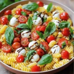 To make a delicious Caprese Pasta Salad, you need these key ingredients: - 12 oz fusilli pasta - 1 cup cherry tomatoes, halved - 1 cup fresh mozzarella balls (bocconcini or ciliegine) - 1 cup fresh basil leaves, torn - 3 tablespoons extra-virgin olive oil - 2 tablespoons balsamic glaze - Salt and pepper to taste - 1 clove garlic, minced - ¼ teaspoon red pepper flakes (optional) These ingredients bring together the fresh flavors of Italy in a simple dish. You can enhance your Caprese Pasta Salad with a few optional ingredients: - 1 small red onion, thinly sliced - ½ cup black olives, pitted and sliced - ½ teaspoon dried oregano - ½ cup arugula for a peppery kick These additions can create a unique twist on the classic recipe. If you can’t find an ingredient, here are some easy swaps: - Use penne or rotini instead of fusilli for the pasta. - Substitute burrata cheese for mozzarella for a creamier texture. - Try grape tomatoes if you can’t find cherry tomatoes. - Replace fresh basil with fresh spinach or parsley for a different taste. These substitutions keep the dish fresh and exciting. Check out the Full Recipe for detailed cooking steps! First, I start with 12 ounces of fusilli pasta. I cook it according to the package instructions. Aim for al dente, so it stays firm. Once done, I drain the pasta and rinse it under cold water. This cools the pasta and stops the cooking process. Next, I grab a large mixing bowl. In this bowl, I add the cooled pasta. Then, I mix in 1 cup of halved cherry tomatoes, 1 cup of fresh mozzarella balls, and 1 cup of torn basil leaves. I gently toss everything together, making sure the pasta and the other ingredients are well combined. Now, I prepare the dressing in a small bowl. I whisk together 3 tablespoons of extra-virgin olive oil, 1 clove of minced garlic, and 2 tablespoons of balsamic glaze. I also add salt, pepper, and ¼ teaspoon of red pepper flakes if I want a little heat. Once everything is mixed well, I pour the dressing over the pasta salad. I gently toss it again to coat all the ingredients evenly. For the best taste, I let the salad chill in the fridge for at least 30 minutes. This helps all the flavors blend perfectly. You can find the Full Recipe for more details. To cook pasta just right, start with a large pot of water. Add a good amount of salt. This helps the pasta taste great. Bring the water to a full boil before adding the fusilli. Stir the pasta often to keep it from sticking. Cook it until al dente, or firm to the bite. This usually takes about 8 to 10 minutes. Drain the pasta and rinse it under cold water. This stops the cooking and cools it down. Perfect pasta is key to a tasty Caprese pasta salad. To boost the flavors in your salad, use fresh ingredients. Fresh mozzarella and ripe tomatoes make a big difference. I love adding minced garlic for depth. The olive oil adds richness, while balsamic glaze gives a sweet tang. If you like a little heat, sprinkle in red pepper flakes. Letting the salad chill for at least 30 minutes helps the flavors blend. Taste it before serving, and adjust the salt and pepper as needed. Make your salad look beautiful with a few simple steps. Use a large, shallow bowl to show off the colors. Garnish with extra basil leaves for a fresh touch. A drizzle of balsamic glaze on top adds shine and flavor. You can also sprinkle some extra mozzarella for a fun look. This makes your Caprese pasta salad not just tasty, but also a feast for the eyes. Want the full recipe? Check out the Full Recipe section! {{image_2}} You can easily make a gluten-free version. Just swap the fusilli pasta for gluten-free pasta. Many options are available, like rice or quinoa pasta. This change keeps the salad tasty and light. You still get that same great flavor! For a vegetarian twist, ensure your mozzarella is made from non-animal rennet. If you want a vegan salad, you can skip the cheese or use vegan mozzarella. You can also add avocado for creaminess. This adds healthy fats and keeps the salad fresh. If you want a filling salad, add protein. Grilled chicken or shrimp works great. You can also add chickpeas for a plant-based option. Just toss them in with the other ingredients. This makes your Caprese Pasta Salad more satisfying without losing its fresh taste. For the complete recipe, check out the Full Recipe section. To store leftover Caprese pasta salad, place it in an airtight container. Ensure you cover it tightly to keep it fresh. This method helps maintain the salad's flavors and texture. You can refrigerate it for up to three days. If you plan to eat it later, keep the dressing separate. This will help the pasta and veggies stay crisp. Reheating Caprese pasta salad is not always needed. If you prefer it cold, just take it out of the fridge and enjoy. If you want it warm, heat it gently in a pan. Use low heat and stir often to avoid mushy pasta and wilted basil. A few minutes should be enough to warm it up without losing its fresh taste. Caprese pasta salad lasts about three days in the fridge. After that, the quality may decline. Always check for signs of spoilage, like an off smell or slimy texture. If you see these signs, toss the salad. To keep it safe, do not leave it out for more than two hours. These tips help ensure you enjoy your tasty salad without worries. I love using fusilli pasta for Caprese Pasta Salad. Its spiral shape holds the dressing well. You can also use penne or rotini if you prefer. Just make sure the pasta is al dente. This keeps it firm and gives a great bite. Yes, you can make this salad ahead of time! I often prepare it a few hours before serving. Just keep it in the fridge. This lets all the flavors mix nicely. However, it’s best to add the dressing just before serving. This keeps the pasta fresh. Caprese Pasta Salad is great on its own, but you can pair it with many dishes. Serve it alongside grilled chicken or fish for a full meal. It also works well with crusty bread. Don’t forget to garnish with fresh basil and balsamic glaze for a pretty touch. To keep your salad crisp, rinse the pasta with cold water after cooking. This stops the cooking and cools it down fast. Also, wait to add the dressing until right before serving. Storing it in an airtight container helps too. Caprese Pasta Salad is not only tasty but also good for you. It has fresh tomatoes, which are high in vitamins. Mozzarella adds protein and calcium. The olive oil provides healthy fats. Plus, basil is packed with antioxidants. This salad can be a balanced side or a light meal. For the full recipe, check out the details above. This blog post covered the key ingredients for Caprese Pasta Salad, along with cooking tips. You learned about essential and optional ingredients for great taste. I shared steps to prepare the salad and ways to enhance its flavor. You also found variations for different diets and tips for storage. In the end, Caprese Pasta Salad is easy, versatile, and delicious. Use the tips here to impress everyone at your next meal. Enjoy making it your own!