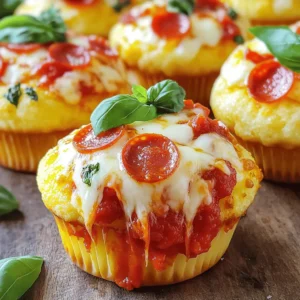To make great pizza cupcakes, you need some key ingredients. Here’s what you will need: - 1 cup all-purpose flour - 1 teaspoon baking powder - 1/2 teaspoon salt - 1/2 teaspoon garlic powder - 1/2 teaspoon dried oregano - 1/2 cup milk - 1/4 cup olive oil - 1 large egg - 1/2 cup shredded mozzarella cheese - 1/2 cup diced pepperoni (or any favorite topping) - 1/4 cup marinara sauce (for the center) - Fresh basil leaves for garnish (optional) These ingredients work together to create that perfect pizza flavor in a cupcake form. You can jazz up your pizza cupcakes with fun toppings. Here are some ideas: - Sliced black olives - Diced bell peppers - Cooked sausage - Chopped onions - Fresh herbs like parsley or thyme Feel free to mix and match! These toppings can add a burst of flavor and color. A great batter is crucial for tasty pizza cupcakes. Here are some tips: - Moisture: The milk and olive oil keep the batter moist. This helps the cupcakes stay soft. - Flavor: Garlic powder and oregano infuse the batter with classic pizza taste. - Cheese: Adding mozzarella makes the cupcakes stretchy and cheesy. - Mixing: Combine wet and dry ingredients gently. Over-mixing can make them tough. For the full recipe, follow the steps carefully to ensure success. Enjoy the fun of making these delightful treats! First, gather all your ingredients. You'll need flour, baking powder, salt, garlic powder, oregano, milk, olive oil, an egg, cheese, pepperoni, and marinara sauce. Preheat your oven to 375°F (190°C) and grease a muffin tin. In a large bowl, mix flour, baking powder, salt, garlic powder, and oregano. Stir until it combines well. In another bowl, whisk milk, olive oil, and the egg until smooth. Pour the wet mix into the dry mix. Stir gently until just combined. Fold in mozzarella and pepperoni. Now, spoon a tablespoon of batter into each muffin cup. Fill them about one-third full. Add a small teaspoon of marinara sauce on top. Spoon another layer of batter until each cup is two-thirds full. Bake them for 15-18 minutes. They should be golden brown. Use a toothpick to check if they’re ready. If it comes out clean, they’re done! After baking, let the pizza cupcakes cool in the pan for about 5 minutes. Then, transfer them to a wire rack. This helps them cool evenly. If you like, garnish them with fresh basil leaves before serving. Enjoy your pizza cupcakes warm for the best taste. Try out the Full Recipe for more details! To make your pizza cupcakes shine, start with fresh ingredients. Use high-quality cheese for better taste. Mix the batter gently to keep it light and fluffy. Don’t overfill the muffin cups; a third full works best. This allows room for rising. Adding a pinch of extra oregano can boost flavor. If you want a spicy kick, consider adding crushed red pepper. One common mistake is over-mixing the batter. This can lead to dense cupcakes. Another issue is filling the cups too much. If you fill them more than two-thirds, they may overflow. Watch the baking time closely. If you bake them too long, they will dry out. Lastly, skipping the cooling step can make them soggy. Using a non-stick muffin tin is key for easy removal. A whisk and mixing bowls help blend your ingredients well. For perfect portions, try a small ice cream scoop. A toothpick is great for checking if they are done. Lastly, consider a cooling rack; it helps keep them crispy. For a complete guide to making these tasty treats, check the Full Recipe. {{image_2}} You can switch up the toppings for your pizza cupcakes. Try using cooked sausage or ham instead of pepperoni. For a spicy kick, add jalapeños or crushed red pepper flakes. You could also mix in some bell peppers or mushrooms for extra flavor. Don't forget about cheese! You can use cheddar, gouda, or even feta for a fun twist. The options are endless, so get creative! If you want a vegetarian version, simply skip the meat. You can load your cupcakes with veggies like spinach, zucchini, or sun-dried tomatoes. For a vegan option, replace the egg with a flaxseed meal mixture. Use plant-based milk and olive oil as your fat source. Make sure to pick a vegan cheese or skip it altogether. The pizza cupcakes will still taste amazing! For those avoiding gluten, you can use gluten-free flour. This will keep the texture light and fluffy. Check that your baking powder is gluten-free as well. If you want to go further, make sure your toppings are also gluten-free. Be cautious with pre-made items like marinara sauce. Always read the label to ensure they fit your diet. Enjoy your gluten-free pizza cupcakes without worry! For the full recipe, click here: [Full Recipe]. To keep your pizza cupcakes fresh, wait for them to cool. Place them in an airtight container. You can store them in the fridge for up to three days. If you want to keep them longer, freezing is a better option. When you're ready to enjoy leftover pizza cupcakes, preheat your oven to 350°F (175°C). Place the cupcakes on a baking sheet. Heat them for about 10-12 minutes. This keeps the outside crispy and the inside warm. To freeze your pizza cupcakes, wrap each one in plastic wrap. Then, place them in a freezer-safe bag or container. They can last up to three months in the freezer. When you want to eat them, thaw them in the fridge overnight. Then, reheat them in the oven for the best taste. For the full recipe and more tips, check out the full recipe section. To make pizza cupcakes fluffy, avoid over-mixing the batter. Mix just until combined. Use fresh baking powder for the best rise. Make sure your oven is preheated to the right temperature. This helps them puff up nicely. Yes, you can make pizza cupcakes ahead of time. Bake them and let them cool. Store them in an airtight container in the fridge. They will stay fresh for about three days. Reheat them in the oven for a few minutes before serving. You can find premade pizza cupcakes at some local bakeries or specialty stores. Check the frozen food section in supermarkets too. Many stores offer ready-to-eat options for quick snacks. If you want to swap out marinara sauce, try pesto or Alfredo sauce. You can also use barbecue sauce for a sweet twist. Just choose a sauce that matches your favorite flavors. In this post, we explored how to make delicious pizza cupcakes. We covered key ingredients, steps to bake, and smart tips. You learned about variations and how to store leftovers for later. Pizza cupcakes are fun and versatile. Experiment with toppings and flavors to find your best mix. Mastering this recipe will surely impress friends and family at your next gathering. Enjoy making and sharing your tasty creations!